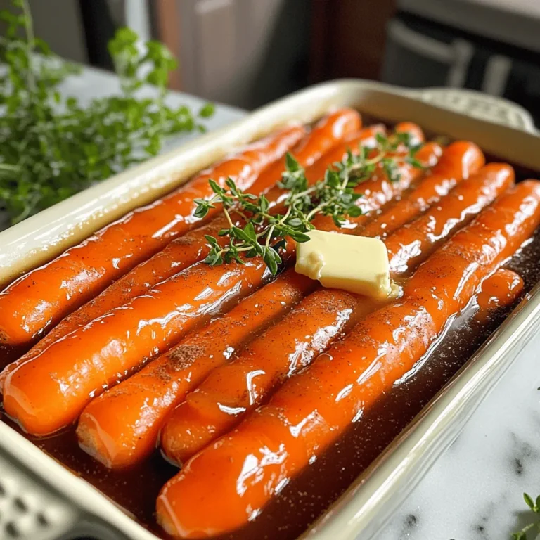 To make maple glazed carrots, you need the following items: - 1 lb baby carrots (or sliced regular carrots) - 3 tablespoons maple syrup - 2 tablespoons unsalted butter - 1 tablespoon olive oil - 1 teaspoon ground cinnamon - Salt and pepper to taste - Fresh thyme leaves for garnish (optional) You can swap ingredients based on what you have. For a dairy-free option, use coconut oil instead of butter. Honey can replace maple syrup if you prefer. If you want a different flavor, try nutmeg or ginger instead of cinnamon. Feel free to use any fresh herbs you like for a unique twist. Maple glazed carrots are mostly gluten-free, making them safe for many diets. If you need a vegan dish, simply use plant-based butter and honey or maple syrup. Carrots are rich in vitamins and good for your health. Enjoy this dish as a great side for any meal. For the full recipe, check the [Full Recipe]. First, wash your carrots. If you use regular carrots, peel and cut them into sticks. Aim for even pieces. This helps them cook evenly. You want about one pound of carrots for this recipe. Grab a large skillet and heat it over medium heat. Add two tablespoons of unsalted butter and one tablespoon of olive oil. Wait until the butter melts and foams. Then, toss in your carrots. Stir them well to coat in the butter and oil. Now, sprinkle on one teaspoon of ground cinnamon, along with salt and pepper to taste. Mix it all together. Next, pour in three tablespoons of maple syrup. Stir gently to coat the carrots with the sweet syrup. Cook for about 10 to 15 minutes, stirring from time to time. The carrots should become tender, and the glaze should thicken. If it gets too thick, just add a splash of water. After cooking, taste your carrots and adjust the seasoning if needed. For a nice touch, sprinkle fresh thyme leaves on top before serving. For the full recipe, check out the detailed instructions above. To get the glaze just right, keep an eye on the heat. Start with medium heat to melt the butter and blend it with the olive oil. Once you add the maple syrup, adjust the heat if needed. A gentle simmer helps the glaze thicken. Stir the carrots often to coat them evenly. This way, each bite bursts with flavor. Overcooked carrots can turn mushy and lose their bright color. Cook them until they are just tender. Usually, 10 to 15 minutes is perfect. To check doneness, pierce a carrot with a fork. It should go in easily but still have a little bite. If you are unsure, it’s better to check early. While the maple syrup adds a sweet touch, consider adding more flavors. A dash of fresh lemon juice brightens the dish. You can also try adding a pinch of nutmeg for warmth. Fresh herbs, like thyme, give a lovely aroma and vibrant color. These little tweaks can make your dish stand out even more. For the full recipe, refer to the [Full Recipe]. {{image_2}} You can easily change the taste of maple glazed carrots by adding herbs and spices. Fresh herbs like parsley or dill add a bright flavor. If you like a bit of heat, try adding a pinch of cayenne pepper. A dash of nutmeg or ginger also works well. These spices can enhance the sweetness of the maple syrup. Feel free to mix and match to see what you enjoy most! While maple syrup is delicious, you can try other sweeteners too. Honey gives a nice floral note. Agave nectar is another good option for a lighter sweetness. Brown sugar can work as well, adding a caramel flavor. Adjust the amount based on how sweet you want your dish. Each sweetener will give a unique twist to the final flavor. Carrots are great alone, but you can mix in other veggies. Sweet potatoes add a creamy texture. Green beans bring a nice crunch. You can even add parsnips for a touch of earthiness. Just make sure to cut all the vegetables evenly for even cooking. This way, you get a colorful and tasty blend on your plate. For the full recipe, check out the details above. After enjoying maple glazed carrots, let them cool down to room temperature. Transfer them to an airtight container. Store the container in the fridge for up to four days. Keep the glaze separate if you want to maintain the carrots' texture. This method helps preserve their sweet flavor. To reheat, place the carrots in a skillet over medium heat. Add a splash of water or extra maple syrup to the pan. Stir them gently to coat. Heat until warm, about five minutes. You can also use a microwave. Place the carrots in a microwave-safe bowl and cover. Heat for 1-2 minutes, stirring halfway through. If you want to freeze the glazed carrots, use a freezer-safe bag or container. Make sure to remove as much air as possible. They can last up to three months in the freezer. To use frozen carrots, thaw them in the fridge overnight. Reheat them as described above for the best taste. Enjoy your delicious maple glazed carrots later with these easy storage and reheating tips! Check out the Full Recipe for more details. You can easily make maple glazed carrots vegan. Just swap the butter for more olive oil or a vegan butter substitute. The maple syrup already makes this dish sweet and tasty. The flavor will still shine through, and you’ll enjoy a rich, plant-based side. Yes, you can use regular carrots. Just slice them into sticks that are similar in size to baby carrots. This helps them cook evenly. Regular carrots add a nice crunch and sweetness that pairs well with the maple glaze. Carrots are packed with nutrients. They are high in beta-carotene, which your body turns into vitamin A. This vitamin supports good vision and boosts your immune system. Carrots also have fiber, which helps with digestion. Eating them can contribute to heart health too. This blog post covered many important details about making maple glazed carrots. We looked at ingredients, step-by-step cooking methods, tips for the best glaze, and variations. I also shared storage tips and answered common questions. Remember, it’s easy to adapt this recipe to meet your needs. Enjoy creating delicious meals that suit your taste and health goals. With this guide, you can make your cooking fun and tasty!