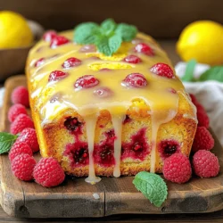 - 1 ½ cups all-purpose flour - 1 teaspoon baking powder - ½ teaspoon baking soda - ¼ teaspoon salt - ½ cup unsalted butter, softened - 1 cup granulated sugar - 2 large eggs - Zest of 1 lemon - 2 tablespoons fresh lemon juice - 1 teaspoon vanilla extract - ½ cup buttermilk (or milk with 1/2 tablespoon vinegar mixed in) - 1 cup fresh raspberries (or frozen, if preferred) - Glaze: 1 cup powdered sugar, 2 tablespoons fresh lemon juice For this Lemon Raspberry Loaf, I focus on simple and fresh flavors. The dry ingredients form the base. I use flour, baking powder, baking soda, and salt to give the loaf structure. The wet ingredients bring everything together. Softened butter and sugar create a light, fluffy texture. The eggs add richness. Lemon zest and juice boost the flavor profile. Buttermilk keeps the loaf moist and tender. I love adding fresh raspberries for bursts of flavor. They create a lovely contrast with the lemon. If you prefer frozen raspberries, they work too. Finally, the glaze is a sweet finish. It’s a mix of powdered sugar and lemon juice. This drizzle enhances the loaf's flavor and adds a shiny touch. For the full recipe, check out the details above. - Preheat oven to 350°F (175°C). - Grease and flour a 9x5 inch loaf pan. This helps the loaf come out easily. - In a medium bowl, whisk the flour, baking powder, baking soda, and salt. - In a large bowl, cream the softened butter and sugar until light and fluffy. - Add the eggs one by one, mixing well after each. Then, add the lemon zest, lemon juice, and vanilla extract. - Gradually mix in the dry ingredients and buttermilk. Start and end with the flour mixture. - Gently fold in the raspberries. Be careful not to break them too much. - Pour the batter into the prepared loaf pan. Smooth the top with a spatula. - Bake for 50-60 minutes. Check with a toothpick; it should come out clean. - Cool the loaf in the pan for 10 minutes. Then, transfer it to a wire rack. For the complete recipe, check the full recipe section. To make the best Lemon Raspberry Loaf, avoid overmixing. When you mix too much, it can make the loaf dense instead of light and fluffy. Keep your mixing just enough to combine ingredients. Using fresh raspberries is key for great flavor. They burst with juice when baked, adding a delightful taste. For a smooth glaze, mix powdered sugar with lemon juice until there are no lumps. The glaze should flow easily but not be too runny. The best time to glaze your loaf is while it's still slightly warm. This allows the glaze to soak into the loaf a bit, adding extra flavor. Serve your sliced Lemon Raspberry Loaf on a lovely platter. You can add whole raspberries and mint leaves for decoration. This makes the loaf look inviting and fresh. It pairs well with tea or coffee, making it a perfect treat for any occasion. Enjoy your baking adventure with this delightful recipe! For the full recipe, check out the details above. {{image_2}} You can mix things up with different fruits. Try adding blueberries or cranberries for a twist. Both fruits work well with lemon. They add sweetness and color. For a fun herb twist, think about thyme or mint. A touch of thyme can bring a savory note. Mint adds a refreshing zing. Just a little goes a long way. If you need gluten-free options, use almond flour or a gluten-free blend. Many blends work well in baking. For vegan needs, swap eggs for flaxseed or applesauce. Use coconut oil or vegan butter instead of regular butter. These swaps keep your loaf tasty and light. Seasonal fruits can make your loaf special. In summer, use peaches or cherries. In fall, add spices like cinnamon or nutmeg. They give a warm flavor that feels cozy. For the holidays, think about adding cranberries and orange zest. These mix well with the lemon. You can make your loaf a festive treat! Feel free to explore these variations! Check the Full Recipe for all the details. To keep your Lemon Raspberry Loaf fresh, you have two great options. You can store it at room temperature. Just wrap it tightly in plastic wrap or place it in an airtight container. This way, it stays soft for about two days. If you want it to last longer, the fridge is a good choice. Wrap it as before and it will stay fresh for up to a week. For longer storage, consider freezing slices. Just cut the loaf into individual pieces. Wrap each slice in plastic wrap and then place them in a freezer bag. This helps keep the flavors intact. You can freeze the slices for up to three months. When you're ready to enjoy a slice, reheating is simple. The best method is to use the oven. Preheat it to 350°F (175°C). Place the loaf or slices on a baking sheet. Heat for about 10-15 minutes. This keeps the loaf moist and brings back that fresh-baked taste. You can also use the microwave. Just heat for 10-15 seconds at a time to avoid drying it out. Your Lemon Raspberry Loaf stays fresh for a good while. At room temperature, it will last about two days. In the fridge, it holds up for a week. When frozen, it’s good for three months. Watch for signs of spoilage. If the loaf feels dry or hard, it’s best to toss it. Also, look for any strange smells or mold. These are clear signs that the loaf is no longer good to eat. Enjoy your baking with the Full Recipe! You can make homemade buttermilk easily. Just mix ½ cup of milk with ½ tablespoon of vinegar or lemon juice. Let it sit for five minutes. This mix thickens and adds a nice tang, just like buttermilk. Yes, you can use frozen raspberries. They may make the loaf a bit wetter. To help with this, thaw them first and drain excess juice. Gently fold them into the batter to avoid breaking them too much. Look for a few signs beyond the toothpick test. The top should be golden brown. You can also gently press the top; it should spring back. If it feels firm, it’s likely done. You can prepare the batter a day in advance. Just cover it and store it in the fridge. Bake it the next day. For storage, wrap the cooled loaf tightly in plastic wrap. It stays fresh for about three days at room temp. This loaf pairs well with tea or coffee. For a nice touch, serve with clotted cream or whipped butter. You can also add some fresh fruit or a scoop of vanilla ice cream for dessert. This blog post covered a delicious lemon raspberry loaf recipe. We explored ingredients, steps, and tips to make it perfect. You learned how to mix, bake, and glaze the loaf for a tasty treat. Remember to try variations for new flavors! Store and reheat properly to enjoy every bite. This loaf is great for any occasion and pairs well with drinks. Enjoy your baking journey!