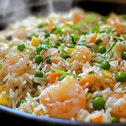 - 2 cups cooked jasmine rice - 8 oz shrimp, peeled and deveined - 4 cloves garlic, minced - 1/2 cup green peas (fresh or frozen) - 1/2 cup carrots, finely diced - 2 eggs, lightly beaten - 3 tablespoons soy sauce - 1 tablespoon sesame oil - 2 tablespoons vegetable oil - 3 green onions, chopped - Salt and pepper to taste For this Minute Garlic Shrimp Fried Rice, I love using jasmine rice. It adds a nice smell and texture. Day-old rice works best. It’s less sticky and makes the dish fluffier. You’ll want to use fresh shrimp for the best taste. Make sure they are peeled and deveined. The garlic adds a strong flavor that makes this dish shine. I always use four cloves, but you can adjust it to your taste. Green peas and carrots give great color and crunch. They are easy to find, fresh or frozen. The eggs add creaminess and protein. Soy sauce and sesame oil bring all the flavors together. Don't skip these! They make the rice savory and rich. Finally, green onions add a fresh touch. They give a nice pop of color too. Gather these ingredients, and you’ll be ready to create a tasty meal! - Prep the cooked rice for fluffiness: Start with day-old jasmine rice for the best texture. Break up any clumps with your hands or a fork. This ensures the rice stays fluffy when you cook it. - Heat oil and cook shrimp: In a large skillet or wok, heat 1 tablespoon of vegetable oil over medium-high heat. Add the shrimp, making sure they’re well-spaced. Season them with a pinch of salt and pepper. Sauté for about 2-3 minutes until the shrimp turn pink and opaque. Once done, remove the shrimp and set them aside. - Scramble the eggs: In the same skillet, add a bit more oil if needed. Pour in the beaten eggs. Scramble them quickly until they just set. When done, set the eggs aside with the shrimp. - Sauté garlic and vegetables: Add another tablespoon of vegetable oil to the skillet. Toss in the minced garlic, diced carrots, and green peas. Stir-fry for about 2-3 minutes. You want the vegetables to be tender but still crisp. - Combine rice, sauces, shrimp, and eggs: Add the cooked rice to the skillet with the sautéed veggies. Stir to mix everything evenly. Pour in the soy sauce and sesame oil, blending them well. Then, add back the cooked shrimp and scrambled eggs. Stir everything together for another 2-3 minutes until heated through. - Add green onions and season to taste: Once everything is hot, stir in the chopped green onions. Taste your fried rice and adjust the seasoning with salt and pepper as needed. Using day-old rice is key for great fried rice. Fresh rice can be too sticky. Day-old rice has dried out a bit, giving it a better texture. When you use it, break up any clumps to help it mix well. For the shrimp, heat your oil well before adding them. This ensures they cook fast and stay juicy. Sauté them for just 2-3 minutes. Watch closely! They should turn pink and opaque. Overcooking shrimp makes them rubbery, so remove them from the pan as soon as they are done. Serve your garlic shrimp fried rice with a side of steamed vegetables. Broccoli or bok choy pairs well. You can also add a simple salad for some crunch. For garnishes, sprinkle extra chopped green onions on top. A squeeze of lime adds a nice zing too. If you want, drizzle some sesame oil for added flavor. Watch out for overcooking shrimp. They should be tender and juicy, not tough. If you cook them too long, you lose that nice texture. Be careful with soy sauce. Too much can make the dish salty. Start with a little, and add more if needed. Taste as you go to find the right balance. {{image_2}} You can easily switch up the proteins in this dish. If you want a change from shrimp, chicken or tofu works well. Both options add different flavors and textures. For the add-ins, consider bell peppers or mushrooms. They add color and a nice crunch. Just chop them up and toss them in with the other veggies. If you need a gluten-free option, use tamari instead of soy sauce. It gives a similar taste without the gluten. For a vegetarian version, skip the shrimp and eggs. Replace them with more veggies like zucchini or broccoli. You still get a tasty and filling dish. Want to add some heat? Toss in chili flakes or a bit of sriracha. Both options bring a spicy kick. You can also try different oils. Using peanut oil or coconut oil gives unique flavors to your fried rice. Each oil adds a special touch that can change the whole dish. To store leftovers of Minute Garlic Shrimp Fried Rice, let it cool first. Place it in an airtight container. This keeps it fresh for up to four days. I recommend using glass or BPA-free plastic containers. They seal well and help prevent food odors. If you want to freeze your fried rice, follow these steps. First, let it cool completely. Then, place it in a freezer-safe bag or container. Remove as much air as possible to avoid freezer burn. You can keep it frozen for up to three months. When you're ready to eat, thaw it in the fridge overnight. To reheat your fried rice, the best method is using a skillet. Heat a little oil over medium heat. Add the rice and stir until it’s hot. This helps keep the rice from getting soggy. You can also use the microwave, but add a splash of water. Cover it to keep moisture in. Heat in short bursts, stirring in between for even warming. To make fried rice less sticky, use cold rice. Day-old rice works best. When rice cools, it dries out a bit and becomes less sticky. Here are some tips: - Use day-old rice: It has the right texture. - Spread cooked rice: Let it cool on a tray before using. - Don’t overcook: Keep the heat high while cooking. Yes, you can use fresh shrimp! Fresh shrimp can taste better and offer a firmer texture. However, frozen shrimp is often more convenient. Here’s a quick overview: - Fresh shrimp: Tastes great, but needs quick cooking. - Frozen shrimp: Easy to store and quick to thaw. The best rice for fried rice is jasmine or basmati. Both types have great flavors and textures. Here’s why: - Jasmine rice: It’s fragrant and slightly sticky, perfect for fried rice. - Basmati rice: It’s fluffy and nutty, making each grain separate. This blog post covered everything you need to make a delicious shrimp fried rice. We discussed ingredients, step-by-step instructions, and helpful tips. Remember to use day-old rice for the best texture. Feel free to try different proteins or flavors. Proper storage ensures your leftovers stay tasty. With these tips, you can cook confidently and create a meal your family will love. Enjoy experimenting with your fried rice!
