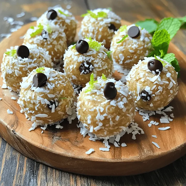 To make Coconut Lime Energy Bites, gather these key ingredients: - 1 cup rolled oats - ½ cup unsweetened shredded coconut - ½ cup natural nut butter (use almond or cashew) - ¼ cup honey or maple syrup - Zest of 1 lime - 2 tablespoons fresh lime juice - 1 tablespoon chia seeds - Pinch of salt These ingredients come together to create a tasty and nutritious snack. The oats provide fiber, while the nut butter adds healthy fats. The lime gives a refreshing zing, making these bites a delight. You can customize your energy bites with these optional ingredients: - ¼ cup mini dark chocolate chips Adding chocolate chips gives a sweet touch. If you want a treat, this is a great option. Feel free to mix in dried fruit, seeds, or nuts for variety. These energy bites are not just tasty; they’re also good for you. Each bite packs energy and nutrients. Here’s a quick look at what you get: - Oats provide fiber for digestion. - Nut butter offers protein and healthy fats. - Chia seeds are full of omega-3 fatty acids. - Lime juice adds vitamin C for a boost. These bites are a perfect snack for kids and adults. They fuel your day with wholesome ingredients. Enjoy them as a quick breakfast or a post-workout treat! Making coconut lime energy bites is quick and easy. You will need only about 10 minutes to prep. Gather your ingredients and bowls. This snack is healthy and tasty, perfect for busy days. First, take a large mixing bowl. Add 1 cup of rolled oats, ½ cup of shredded coconut, 1 tablespoon of chia seeds, and a pinch of salt. Stir well until everything is mixed evenly. This step is key for great flavor. Next, grab another bowl. Combine ½ cup of nut butter, ¼ cup of honey (or maple syrup), the zest of 1 lime, and 2 tablespoons of fresh lime juice. Mix until smooth. Then, pour this wet mixture into the dry ingredients. Stir until everything sticks together. If you want a treat, fold in ¼ cup of mini dark chocolate chips gently. Now, it’s time to form the bites. Scoop about 1 tablespoon of the mixture with your hands and roll it into a ball. Place the bites on a parchment-lined baking sheet. Chill them in the fridge for at least 30 minutes. This helps them set. Once ready, keep them in an airtight container in the fridge. They stay fresh for up to a week. Enjoy your healthy snack! When making Coconut Lime Energy Bites, keep your mixing area clean. Start with a large bowl for dry ingredients. This helps you mix well. Use a sturdy spoon or spatula to blend everything. You want an even mix of oats, coconut, and chia seeds. After mixing the dry ingredients, combine your wet ones in another bowl. Pour the wet mix into the dry mix. Stir until it all sticks together. The mixture should feel slightly sticky. When rolling, wet your hands with water. This helps prevent the mix from sticking to your hands. Form balls about the size of a tablespoon. You can switch nut butter based on your taste. Almond and cashew butters work great. If you need a nut-free option, try sunflower seed butter. For sweeteners, honey and maple syrup are popular. You can also use agave syrup or brown rice syrup. Each sweetener gives a unique taste. Adjust the amount if you need a sweeter or less sweet snack. Want to kick up the flavor? Try adding spices like cinnamon or ginger. They add warmth and depth. You can also mix in dried fruit like cranberries or apricots for sweetness. If you love crunch, consider chopped nuts or seeds. You can even add a scoop of protein powder for a boost. This makes your bites more filling. Experiment with different ingredients to find your favorite combo! {{image_2}} You can change the taste of your energy bites by adding different ingredients. For a tropical twist, try adding dried pineapple or mango. These fruits bring sweetness and a burst of flavor. If you want a spicy kick, consider adding a pinch of cayenne pepper or a dash of cinnamon. Both spices can enhance the overall taste. You can also swap in different nuts or seeds. Sunflower seeds add crunch and a nutty flavor. The texture of your energy bites can change with a few simple swaps. If you like a chewier bite, consider adding more oats or using oat flour. This will make them denser. For a softer texture, you can add more nut butter or a splash of coconut milk. These adjustments keep the bites moist and easy to chew. Remember to balance dry and wet ingredients for the best results. To make these energy bites vegan, use maple syrup instead of honey. This keeps the recipe plant-based. For a gluten-free option, choose certified gluten-free oats. These ensure that you avoid any cross-contamination with gluten. You can also use almond butter or sunflower seed butter for a nut-free choice. This makes the bites safe for people with allergies. Enjoy customizing these bites to fit your needs! To keep your Coconut Lime Energy Bites fresh, use an airtight container. Place them in the fridge. This method keeps them cool and tasty. They stay good for up to a week. Layer parchment paper between bites to avoid sticking. If you want to save some for later, freezing is a great option. Just place the bites in a single layer on a baking sheet. Freeze for about an hour. After they are firm, transfer them to a freezer bag. You can keep them in the freezer for up to three months. When you're ready to eat, let them thaw in the fridge. These bites are best when fresh, but they can last. Store them in the fridge for a week. If you see any changes in texture or smell, toss them out. Always check for freshness before eating. To enjoy the best taste, eat them within a few days of making. Yes, you can use any nut butter you like. Almond and cashew butter are great choices. Peanut butter works well too, if you enjoy its taste. Just make sure to pick a natural nut butter. This keeps your bites healthy and tasty. You can store these energy bites in an airtight container for up to a week. They stay fresh in the fridge. If you want to keep them longer, try freezing them. They can last up to three months in the freezer. Yes, these energy bites are quite healthy! They have rolled oats, nut butter, and chia seeds. These ingredients provide fiber and protein. The natural sweeteners like honey or maple syrup are better options than refined sugar. Plus, they are packed with vitamins from lime and coconut. Absolutely! You can skip the chocolate chips if you prefer. The bites will still taste great. You can also add dried fruit or nuts for extra flavor. Feel free to mix in your favorite ingredients to customize your bites. Coconut lime energy bites are simple and fun to make. This blog shared how to mix key ingredients and customize your bites for a tasty treat. Keep in mind best practices, like rolling techniques and storage tips, to ensure freshness. You can explore different flavors and textures, making these bites fit your needs. With these insights, you can enjoy healthy snacks that taste great. Feel free to experiment and make them your own! Enjoy every bite you create.