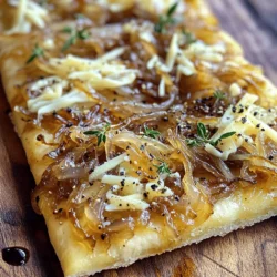 - 2 large onions, thinly sliced - 2 tablespoons olive oil - 1 teaspoon sugar - Salt to taste - 1 cup Gruyere cheese, shredded - 1 tablespoon fresh thyme leaves (or 1 teaspoon dried thyme) - 1 ready-made flatbread or pizza dough - Cracked black pepper to taste You need these basics to make a lovely flatbread. The onions provide sweetness. Olive oil helps with cooking and adds richness. Sugar boosts the caramelization of onions. Gruyere cheese gives a nutty flavor that melts well. Thyme adds an earthy taste. Flatbread makes a great base. - Balsamic glaze for drizzling Balsamic glaze is a tasty option. It adds a sweet and tangy touch. This can elevate the dish. You can skip it if you prefer a simpler flavor. Consider pairing your flatbread with a nice wine. A light white wine like Sauvignon Blanc goes well. It matches the cheese and onions nicely. For side dishes, a simple salad works. A green salad with a light vinaigrette complements the flatbread. To start, grab two large onions and slice them thin. Heat two tablespoons of olive oil in a large skillet over medium heat. Add the onions and a pinch of salt. Cook for about ten minutes, stirring now and then until they soften. Next, sprinkle one teaspoon of sugar over the onions. This helps them caramelize better. Keep cooking for another 15 to 20 minutes. Stir often until the onions turn a beautiful golden brown. Once they look perfect, set them aside. Now, preheat your oven to 425°F (220°C). On a baking sheet or pizza stone, lay out your flatbread or rolled-out pizza dough. Evenly spread the caramelized onions over the flatbread. Leave a small border around the edges for a nice crust. Next, take one cup of shredded Gruyere cheese and sprinkle it over the onions. Add one tablespoon of fresh thyme leaves or one teaspoon of dried thyme. Finish with cracked black pepper to taste. It’s time to bake! Place the flatbread in the preheated oven. Bake for 12 to 15 minutes. You want the cheese to be melted and bubbly, with the edges of the flatbread golden brown. Once it's done, remove it from the oven and let it cool for a few minutes. This helps with cutting. Slice it into pieces, and if you like, drizzle some balsamic glaze on top for extra flavor. Enjoy your delicious creation! Caramelizing onions takes time and patience. Use these tips for the best results: - Cut onions thinly: This helps them cook evenly. - Use medium heat: Too high will burn them. - Stir often: This keeps them from sticking and burning. - Add sugar: A teaspoon of sugar aids in browning. - Cook slowly: Aim for 25-30 minutes for rich flavor and color. The right texture makes your flatbread shine. Follow these tips: - Preheat your oven: A hot oven helps crisp the base. - Use a baking stone: It gives a nice crust. - Don’t overload toppings: Keep it light for a crispy bite. - Use ready-made dough: It saves time and works well. Serve your flatbread to impress! Here are some ideas: - Slice into wedges: Easy for guests to grab. - Add fresh herbs: A sprinkle of thyme or parsley adds color. - Drizzle balsamic glaze: This adds a sweet and tangy finish. - Pair with wine: A light white wine complements the flavors. - Serve with a salad: A simple green salad balances the richness. {{image_2}} If you want to switch up the cheese, try a few different options. Mozzarella melts well and gives a nice stretch. Feta adds a salty kick and a crumbly texture. For a sharper taste, use aged cheddar. You can also try goat cheese for a creamy touch. Each cheese brings its flavor, so feel free to mix and match. Get creative with toppings to make your flatbread unique. Add sliced mushrooms for an earthy flavor. Spinach works well for a fresh touch. Cherry tomatoes can add a little sweetness and color. You could even sprinkle some crushed red pepper for heat. Don’t shy away from other herbs like basil or oregano; they can enhance the taste. To make this flatbread vegan, swap the Gruyere cheese for a plant-based cheese. Many brands offer great dairy-free options that melt nicely. Use gluten-free flatbread or dough for a gluten-free version. Always check labels to ensure your substitutes fit your dietary needs. Enjoy the same great taste, tailored to your preferences! To store your flatbread, let it cool completely. Then, wrap it in plastic wrap or foil. Place it in an airtight container. This keeps the flavors fresh. Store it in the fridge for up to three days. For the best taste, reheat your flatbread in the oven. Set the oven to 350°F (175°C). Place the flatbread on a baking sheet. Heat for about 10 minutes or until warm. This keeps the flatbread crispy. You can also use a toaster oven for quick reheating. You can freeze the flatbread for later. Wrap it tightly in plastic wrap, then in foil. Label it with the date. Freeze for up to three months. To enjoy, thaw it in the fridge overnight. Then, reheat it in the oven as explained above. This way, you can savor your caramelized onion Gruyere flatbread anytime! To get the best caramelization, use medium heat. Start with sliced onions and olive oil in a skillet. Add a pinch of salt to help them break down. Cook for about 10 minutes, stirring often. When they soften, sprinkle in the sugar. This boost helps turn those onions golden brown. Keep cooking for another 15-20 minutes. Stir frequently until they become sweet and brown. Yes, you can use any flatbread or dough you like. Store-bought naan or pita works well. You can also use pizza dough if you want a thicker base. Just roll it out to your preferred size. The key is to choose a flatbread that can hold the toppings without getting soggy. This flatbread pairs great with simple sides. A fresh salad with mixed greens is a nice choice. You can also serve it with a bowl of soup, like tomato or butternut squash. For a snack, try some olives or a cheese platter. These sides complement the rich flavors of the flatbread nicely. This blog post gives you a tasty guide to making caramelized onion Gruyere flatbread. You learned about the key ingredients, simple steps, and helpful tips. The suggested pairings and variations make it fun to customize. Remember, practice makes perfect with caramelizing onions. Don’t be afraid to experiment with flavors. Enjoy serving this dish, and don't forget to share it with friends! Your kitchen will be the place for great taste.
