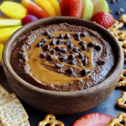 - 1 can (15 oz) chickpeas, drained and rinsed - 1/4 cup natural almond butter or peanut butter - 1/4 cup unsweetened cocoa powder - 1/3 cup maple syrup or honey - 1 teaspoon vanilla extract - 1/4 teaspoon salt - 1/4 cup almond milk (or more if needed) - 1/3 cup mini chocolate chips (dairy-free if desired) - Food processor - Measuring cups and spoons - Spatula Gather these ingredients before you start. Chickpeas are the base for this dip. Rinsing them makes it smooth and creamy. Almond butter adds a rich taste. Cocoa powder gives it that chocolatey flavor. Maple syrup sweetens up the mix. Don’t forget the vanilla and salt; they enhance the flavor. Almond milk helps adjust the dip's texture. Mini chocolate chips add fun bites of sweetness. Using the right equipment is key. A food processor blends everything well and fast. Measuring cups and spoons help you get the amounts just right. A spatula is great for mixing in those chocolate chips and serving your dip. With these items ready, you're set to make this tasty treat. - Start by draining and rinsing one can of chickpeas. - In a food processor, combine the chickpeas and 1/4 cup of almond butter or peanut butter. - Next, add 1/4 cup of unsweetened cocoa powder, 1/3 cup of maple syrup, 1 teaspoon of vanilla extract, and 1/4 teaspoon of salt. - Blend all the ingredients until they are smooth and creamy. - If the mix is too thick, gradually add 1/4 cup of almond milk. Blend until you reach your desired thickness. - Once the mix is creamy, fold in 1/3 cup of mini chocolate chips with a spatula. - Taste your hummus and adjust the sweetness if needed. Add more maple syrup for extra sweetness. To get a creamy texture, start with well-drained chickpeas. If you don’t rinse them well, your hummus can be grainy. Use a food processor to blend your ingredients. Blend until smooth and scrape down the sides often. If it feels too thick, add almond milk slowly. This will help you reach the right creaminess. Adjusting sweetness is simple. After blending, taste your hummus. If you want it sweeter, add more maple syrup. Mix again and taste until it’s just right! Drizzling almond butter on top adds a nice touch. It makes the hummus look fancy. You can also sprinkle extra mini chocolate chips. This adds a fun and tasty element. Use colorful dippers for serving. Fresh fruit like strawberries or apple slices work great. Pretzels and graham crackers also make fun choices. A mix of dippers looks nice and invites people to try it! You can add fun toppings to boost flavor. Try crushed nuts or a sprinkle of sea salt for a savory kick. Shredded coconut can add a sweet crunch too. Best ways to serve brownie batter hummus include pairing it with fruit, snacks, or as a dessert. It’s great for parties or a cozy night in. Just put it out with plenty of dippers, and watch everyone enjoy! {{image_2}} You can twist the flavor of brownie batter hummus easily. Here are my favorite ideas: - Different nut butters: Try cashew butter or sunflower seed butter. Each offers a unique taste. - Spices: A sprinkle of cinnamon adds warmth. You can also try a pinch of sea salt for depth. If you have dietary needs, there are great options: - Vegan-friendly: Use maple syrup instead of honey. This keeps the dip completely plant-based. - Nut-free: Swap almond butter for sunflower seed butter. This works well for nut allergies. Serving brownie batter hummus can be fun and creative: - Pairing: Serve it with fresh fruit, like apples or bananas. Pretzels and graham crackers also make great dippers. - Leftover hummus: Use it as a spread on toast or pancakes. You can also mix it into smoothies for a chocolatey boost. To keep your brownie batter hummus fresh, use an airtight container. Glass containers work great, but plastic ones are fine too. Make sure to seal the lid tightly. Store it in the fridge for best results. This dip will stay fresh longer when it is stored correctly. Brownie batter hummus can last up to a week in the fridge. To keep it fresh, always use a clean spoon for serving. If you see any changes in color or smell, it is time to toss it. A good sign of spoilage is if it starts to look dry or hard. You can freeze brownie batter hummus for up to three months. To freeze, place it in a freezer-safe container. Leave some space at the top for expansion. When you're ready to use it, thaw it in the fridge overnight. After thawing, stir it well to restore its creamy texture. Yes, you can! While chickpeas work best, you can try black beans. They add a nice richness and a slightly different flavor. Just rinse and drain them as you would with chickpeas. Be aware that the taste will change a bit, but it will still be tasty. The options are endless! I love using fresh fruit like strawberries, apples, and bananas. Pretzels add a salty crunch that pairs well with the sweet dip. Graham crackers are a classic choice too. You could even use rice cakes for a lighter snack. Get creative with what you like best! Brownie batter hummus lasts about five days when stored in the fridge. Keep it in an airtight container to keep it fresh. If you notice any changes in color, smell, or texture, it’s best to toss it out. Yes, it can be! This hummus is made with chickpeas, which are high in protein and fiber. Almond butter adds healthy fats, while cocoa powder provides antioxidants. However, it does have sugar from maple syrup or honey, so enjoy it in moderation. You can find the full recipe for brownie batter hummus in the recipe section above. It has all the steps to make this creamy dip. Enjoy making it! This recipe for brownie batter hummus is simple and fun. We covered the key ingredients, equipment, and steps to make it creamy and tasty. You can try different flavors and toppings to suit your taste. Remember to store it correctly for freshness. Enjoy with fruits, snacks, or even as a dessert. Brownie batter hummus is a tasty twist on a classic favorite. It's healthy too! I hope you feel excited to try it. Now, gather your ingredients and get started!