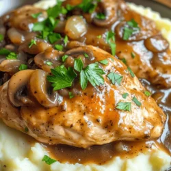 - 4 boneless, skinless chicken breasts - 1 cup chicken broth - 1 cup mushrooms, sliced (any variety or a mix) - 1 medium onion, finely chopped - 3 cloves garlic, minced Chicken breasts are the star of this dish. They stay juicy and tender. The chicken broth adds depth to the flavor. Mushrooms bring a rich, earthy taste. You can use any mushrooms you like. I often mix varieties for a fun twist. Onions and garlic give a nice base flavor. - 1 tablespoon balsamic vinegar - 1 teaspoon dried thyme - 1 teaspoon dried oregano - 1 teaspoon salt - ½ teaspoon black pepper - Fresh parsley, chopped (for garnish) Balsamic vinegar adds a sweet tang. Dried thyme and oregano enhance the dish with herbal notes. Salt and pepper bring all the flavors together. Fresh parsley makes for a lovely garnish. It adds color and a fresh taste. - 2 tablespoons olive oil for searing - 2 tablespoons cornstarch (optional, for thickening) Olive oil is great for searing the chicken. It helps to lock in the juices. Cornstarch can thicken the sauce if you prefer a richer texture. It’s not a must, but it’s nice to have. 1. Sear the chicken: Start by heating 2 tablespoons of olive oil in a large skillet over medium-high heat. Season your 4 chicken breasts with salt and black pepper. Place them in the skillet and sear for about 2-3 minutes on each side. You want a nice golden brown color. Once done, remove the chicken and set it aside. 2. Sauté vegetables: In the same skillet, add 1 medium chopped onion and 1 cup of sliced mushrooms. Cook for about 5 minutes until the onions look clear. Then, add 3 minced garlic cloves and sauté for another minute. This step adds a lot of flavor. 3. Combine ingredients in the slow cooker: Grab your slow cooker. Place the seared chicken breasts at the bottom. Next, add the sautéed onion and mushroom mix on top. Pour in 1 cup of chicken broth, 1 tablespoon of balsamic vinegar, and sprinkle in 1 teaspoon each of dried thyme and oregano. 4. Slow cook the dish: Cover the slow cooker and set it to low heat. Cook for 6-7 hours, or choose high heat for 3-4 hours. The chicken should be tender and fully cooked by the end of this time. 5. Thickening the sauce (optional): If you prefer a thicker sauce, mix 2 tablespoons of cornstarch with a little cold water to form a slurry. About 30 minutes before serving, add this slurry to the slow cooker and stir gently. Let it cook for the remaining time. 6. Final seasoning adjustments: When the cooking time is up, taste the sauce. Adjust the seasoning if needed. Before serving, sprinkle fresh chopped parsley on top for a bright finish. To make your Chicken Marsala even tastier, try marinating the chicken. Use a mix of olive oil, balsamic vinegar, salt, and pepper. Let it sit for at least 30 minutes. This helps the chicken soak up those rich flavors. If you want fresh herbs, consider using thyme or rosemary. They add a bright taste. You can chop them finely and sprinkle them on the chicken before cooking. Fresh herbs can really elevate the dish. Cooking times vary, so it's good to know your slow cooker. For low settings, cook the chicken for 6-7 hours. If you're in a hurry, set it to high for 3-4 hours. Just make sure the chicken is fully cooked and tender. When serving, place the chicken on a plate with a good amount of sauce. I love serving it over creamy mashed potatoes or herbed rice. The sauce seeps into the sides, making every bite flavorful. Don't forget to sprinkle fresh parsley on top. It adds color and a fresh touch. Your dish will look as great as it tastes! {{image_2}} Alternatives for chicken breast If you want to switch things up, try chicken thighs. They add more flavor and stay juicy. You can also use turkey breast for a leaner option. Both choices cook well in the slow cooker. Mushroom varieties Mushrooms are key in Chicken Marsala. You can use button mushrooms, cremini, or shiitake. Each type brings a unique taste. For a fun twist, mix different mushrooms for a richer flavor. Stovetop Chicken Marsala You can make Chicken Marsala on the stovetop. Sear the chicken in a pan. Add the onions and mushrooms. Pour in the broth and let it simmer. Cook until the chicken is tender. This method is quicker and still tasty. Instant Pot version If you want a faster meal, use the Instant Pot. Sear the chicken first, then add the other ingredients. Cook on high pressure for about 10 minutes. It’s a great way to save time while keeping the flavor. Gluten-free options To make this dish gluten-free, use gluten-free broth and cornstarch. You will still get a thick sauce without any gluten. This makes it safe for those with gluten allergies. Low-sodium variations For a low-sodium version, use low-sodium broth. Minimize added salt too. You can also enhance the flavor with herbs and spices instead of salt. This keeps the dish tasty without too much sodium. After you enjoy your Slow Cooker Chicken Marsala, store leftovers safely. Let the dish cool to room temperature. Then, place it in an airtight container. This keeps moisture in and prevents odors. You can keep it in the fridge for up to 3 days. To maintain taste, consume it within this time. You can freeze cooked Chicken Marsala for longer storage. First, let it cool completely. Transfer it to a freezer-safe container or bag. Make sure to remove as much air as possible. Label the container with the date. You can freeze it for up to 3 months. When you're ready to eat, thaw it in the fridge overnight. Reheating Chicken Marsala needs care to keep it tasty. The best method is to use the stove. Place your chicken and sauce in a small pot. Heat it on low. Stir occasionally until warm. If it's too thick, add a splash of broth. You can also use the microwave. Put it in a microwave-safe dish, cover it, and heat in short bursts. Stir in between to avoid hot spots. Enjoy your meal just like the first time! You can pair Slow Cooker Chicken Marsala with a few tasty sides. Here are some great options: - Creamy mashed potatoes - Herbed rice - Roasted vegetables - Garlic bread - Steamed green beans These sides balance the savory flavors of the chicken. They also soak up the delicious sauce well. Enjoy mixing and matching! Yes, you can use frozen chicken breasts! Cooking from frozen takes longer. You will need to adjust the cooking time. - For the slow cooker, cook on low for 7-8 hours. - On high, aim for 4-5 hours. Make sure the chicken reaches 165°F (75°C) inside. This ensures safety and tenderness. You can keep leftovers in the fridge for 3-4 days. Store them in an airtight container. If you want to keep them longer, freeze the chicken. It can last up to 3 months in the freezer. Just remember to thaw it in the fridge before reheating. Always reheat until hot, around 165°F (75°C) for safety. This blog post explored making a delicious Slow Cooker Chicken Marsala. We started by discussing key ingredients, like chicken and mushrooms. Then, I outlined simple steps to prepare and cook the dish. I also shared cooking tips and variations to suit different diets. Finally, I covered storage and reheating options. With these easy steps and ideas, you can create a satisfying meal any time. Enjoy your cooking!