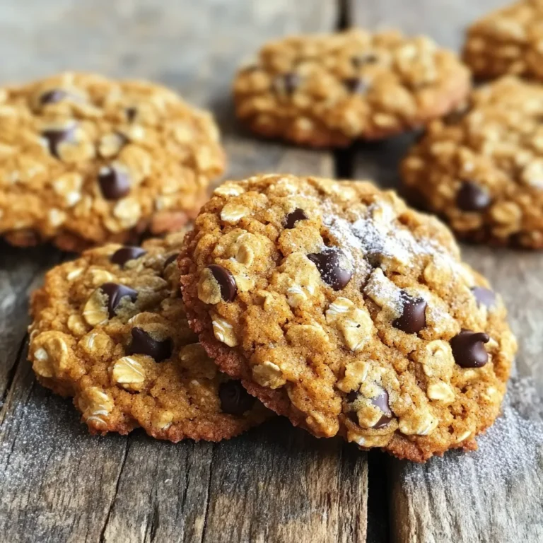 - 1 cup cooked pumpkin puree - 1 cup rolled oats - 1/2 cup all-purpose flour - 1/2 cup brown sugar, packed - 1/4 cup granulated sugar - 1/2 cup coconut oil, melted (or unsalted butter) - 1 large egg - 1 teaspoon vanilla extract - 1 teaspoon baking powder - 1 teaspoon ground cinnamon - 1/2 teaspoon ground nutmeg - 1/4 teaspoon ground ginger - 1/4 teaspoon salt - 1/2 cup chocolate chips or walnuts (optional) Let’s talk about the ingredients. The pumpkin puree gives these cookies a soft, moist texture. You can use canned pumpkin or cook your own fresh pumpkin. Both work well. The rolled oats add chewiness. If you want a gluten-free option, try using certified gluten-free oats. For the flour, all-purpose is my go-to. However, you can swap it for whole wheat flour for a nuttier taste. The sugars add sweetness and a slight caramel flavor. If you prefer less sugar, reduce the granulated sugar. Coconut oil adds a hint of tropical flavor. You can also use unsalted butter if you want a richer taste. The egg holds everything together. For a vegan option, you can use a flax egg instead. Now, let’s spice things up! You can add chocolate chips or walnuts for extra flavor and texture. Chocolate chips give a sweet touch. Walnuts add crunch and a nutty taste. You might also consider adding raisins or dried cranberries for a fruity twist. If you want even more spice, add chopped ginger or a pinch of cloves. Choose what you love! Start by preheating your oven to 350°F (175°C). This is key for even baking. While the oven heats, line a baking sheet with parchment paper. This helps prevent the cookies from sticking. In a large bowl, mix the cooked pumpkin puree, melted coconut oil, brown sugar, granulated sugar, egg, and vanilla extract. Use a whisk to blend everything until it’s smooth. This mixture adds moisture and flavor to your cookies. In another bowl, combine the rolled oats, all-purpose flour, baking powder, cinnamon, nutmeg, ginger, and salt. Stir these dry ingredients well. This step helps to evenly distribute the spices throughout the dough. Gradually add the dry mix to the wet ingredients. Stir gently until just combined. If you want to add chocolate chips or walnuts, fold them in now. This adds a fun twist to your cookies. Using a tablespoon or cookie scoop, drop rounded balls of dough onto the prepared baking sheet. Make sure to leave space between each ball. They will spread slightly while baking. Bake the cookies in your preheated oven for 12-15 minutes. Look for golden brown edges and set centers. Once baked, let them cool on the baking sheet for about 5 minutes. This helps them firm up before moving them to a wire rack to cool completely. Enjoy your delightful chewy treats! To make your pumpkin oatmeal cookies chewy, use cooked pumpkin puree. It adds moisture and a soft bite. Make sure to measure your oats correctly. Too many oats can make your cookies dry. Mixing the wet and dry ingredients is key. Combine them just until they mix. Overmixing can make the cookies tough. One common mistake is skipping the cooling time. Letting cookies cool on the sheet helps them firm up. If you forget, they may break apart when you try to move them. Another issue is not preheating the oven. Baking at the right temperature ensures even cooking. Lastly, don't pack your brown sugar too tightly. This can make your cookies too sweet and dense. Use measuring cups for dry ingredients and a liquid measuring cup for wet. This keeps your ratios right. When measuring flour, scoop it with a spoon into the cup. Then level it off with a knife. This prevents adding too much flour. For sticky ingredients like pumpkin, use a rubber spatula. It helps get every bit out of the bowl. Always read your recipe twice before you start. This will help you gather all your ingredients and tools. {{image_2}} You can easily make gluten-free pumpkin oatmeal cookies. Just swap the all-purpose flour for a gluten-free blend. Look for one that works well in baking. This change keeps the cookies soft and chewy. When you do this, check the flour's texture. You want it to be fine. Also, make sure your oats are labeled gluten-free. To make vegan pumpkin oatmeal cookies, replace the egg with a flaxseed meal. Mix 1 tablespoon of flaxseed with 3 tablespoons of water. Let it sit for about 5 minutes. This will act as your binder. Use melted coconut oil, as it is a great substitute for butter. These cookies stay moist and tasty without any animal products. Want to make your cookies extra special? Add some mix-ins! Try these options: - 1/2 cup of chocolate chips - 1/2 cup of chopped walnuts - 1/4 cup of dried cranberries - 1/4 cup of shredded coconut You can also add spices. A pinch of cloves or allspice works well. If you want a hint of citrus, add a teaspoon of orange zest. These tweaks create unique flavors in every bite. Experiment and find your favorite mix! To keep your pumpkin oatmeal cookies fresh, store them in an airtight container. This will help them stay soft and chewy. You can use a cookie jar or a plastic container with a tight lid. Place a slice of bread in the container. It adds moisture and keeps the cookies from drying out. Store at room temperature for up to a week. Freezing cookies is easy. First, let the cookies cool completely. Then, place them in a single layer on a baking sheet. Freeze them for about two hours. Once frozen, move them to a freezer bag. Squeeze out the air and seal it tight. Label the bag with the date. You can freeze the cookies for up to three months. These cookies last about one week at room temperature. If you freeze them, they can last for three months. When you're ready to enjoy them, let them thaw in the fridge or at room temperature. To reheat, place them in the oven at 350°F (175°C) for about 5-7 minutes. This will help them regain their soft texture. Enjoy your delightful chewy treats! Yes, you can use fresh pumpkin. Just cook and puree it. Make sure to drain excess water. This keeps your cookies from getting too wet. To make chewy cookies, add more oats. You can also use less flour. Bake them just until the edges are golden. Let them cool on the baking sheet to firm up. Yes, you can use unsalted butter or vegetable oil. Both work well in this recipe. They give a nice flavor and texture, too. If your cookies are dry, add a splash of milk or water. You can also place a slice of bread in the container. This helps keep cookies moist. Yes, these cookies freeze well. Store them in an airtight container. You can freeze them for up to three months. Just thaw them in the fridge before enjoying. This guide covered everything you need for perfect pumpkin oatmeal cookies. We explored ingredients, measurements, and fun add-ins. You learned step-by-step baking instructions, tips for texture, and how to store your cookies. Remember, whether you choose gluten-free or vegan options, the joy of baking lies in experimenting. With these tips in mind, you can create delicious cookies that everyone will love. Enjoy your baking journey!