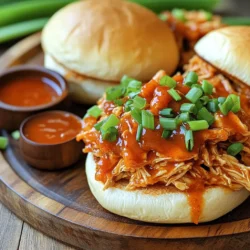 - 2 lbs boneless, skinless chicken breasts - 1 cup sweet chili sauce - 1/2 cup soy sauce or tamari - 1/4 cup honey - 2 cloves garlic, minced - 1 tsp ginger, grated - 1 tbsp rice vinegar - Spices for flavor enhancement (black pepper, red pepper flakes) - Hamburger buns or small tortillas - Green onions for garnish When I make sweet chili pulled chicken, I always start with the main ingredients. The chicken is key. I use 2 lbs of boneless, skinless chicken breasts. They are tender and easy to shred. Next, I grab my sweet chili sauce. One cup gives the dish a nice balance of sweet and spicy. Soy sauce or tamari comes next. I use 1/2 cup. It adds depth to the flavor. If you need gluten-free, tamari works great. Then, I add 1/4 cup of honey. This makes the sauce even sweeter and stickier. Don't forget the extra flavor! I use 2 cloves of minced garlic and 1 tsp of grated ginger. They pack a punch. I also add 1 tbsp of rice vinegar for some acidity. For a little heat, I add black pepper and red pepper flakes. Lastly, I always have my serving essentials. I choose hamburger buns or small tortillas. They hold the pulled chicken well. I love to add chopped green onions on top for a fresh look. They also add a mild onion flavor that complements the dish. Place the chicken breasts in the slow cooker. Arrange them evenly for cooking. This helps them cook well. You want them to soak up all the flavors. In a mixing bowl, combine these ingredients: - 1 cup sweet chili sauce - 1/2 cup soy sauce (or tamari) - 1/4 cup honey - 2 cloves garlic, minced - 1 tsp ginger, grated - 1 tbsp rice vinegar - 1/2 tsp black pepper - 1/4 tsp red pepper flakes (optional) Whisk until the mix is smooth. This sauce gives the chicken its sweet and spicy kick. Pour the sauce over the chicken. Make sure it's well coated. Cover the slow cooker. Set it to low for 6-7 hours or high for 3-4 hours. The chicken should be tender and easy to shred. When the chicken is done, take it out of the slow cooker. Use two forks to shred the chicken. It should fall apart easily. Return the shredded chicken to the sauce. Stir well to mix everything together. Let it sit for 10 more minutes to soak up the sauce. This makes it extra tasty! To ensure your chicken is fully cooked, check the internal temperature. It should reach 165°F. Use a meat thermometer for accuracy. If you don’t have one, cook on low for 6-7 hours or high for 3-4 hours. The chicken should shred easily when done. If you want a sweeter dish, add more honey. For extra heat, increase red pepper flakes. Mix in some lime juice for a tangy twist. You can also try different sauces, like teriyaki or BBQ, to create new flavors. Each sauce will change the taste of your dish. Serve the pulled chicken in buns or tortillas on a colorful platter. Add extra sweet chili sauce on the side for dipping. Top with green onions and sesame seeds for a pop of color. This makes your meal look appetizing and fun! {{image_2}} You can make this sweet chili pulled chicken faster using an Instant Pot. The Instant Pot cooks the chicken in about 30 minutes. First, season the chicken as you would for the slow cooker. Then, add the sweet chili sauce mixture. Cook on high pressure for 10 minutes. Release the pressure, shred the chicken, and mix it with the sauce. This method saves time but keeps the flavors rich and tasty. You can make this dish gluten-free by using tamari instead of soy sauce. For a more nutritious meal, add vegetables like bell peppers or carrots. Chop them into small pieces and add them to the slow cooker with the chicken. They will cook down and soak up the sweet chili flavor, making your meal more colorful and filling. If you want a sweeter taste, add more honey to the sauce. For a spicy kick, increase the red pepper flakes. You can also switch from chicken to pork or beef. Each meat gives a unique twist to the dish. Just adjust the cooking time based on the meat type you choose. Enjoy experimenting to find your favorite flavor! To store your sweet chili pulled chicken, let it cool down first. Place it in a clean, airtight container. This keeps the chicken fresh for up to four days. Label the container with the date to track freshness. Always keep it in the fridge at 40°F or lower. This way, you can enjoy the leftovers safely. If you want to keep it longer, consider freezing the pulled chicken. Use freezer-safe bags or containers. Remove as much air as possible to prevent freezer burn. It can last up to three months in the freezer. When you need it, just thaw it overnight in the fridge before reheating. To warm up your leftovers, use the microwave for quick results. Place the chicken in a microwave-safe bowl and cover it. Heat in short bursts, stirring in between until it's hot. Alternatively, you can reheat it on the stove. Just add a splash of water or extra sauce in a pan. Heat it over medium until it’s hot and juicy. This keeps the flavors intact and makes it taste fresh. You can cook sweet chili pulled chicken in a slow cooker for 6 to 7 hours on low heat or 3 to 4 hours on high heat. The chicken should be tender and easy to shred. Slow cooking on low heat allows the chicken to soak in flavors better. Using frozen chicken in the slow cooker is not safe. It may not cook evenly, leading to food safety risks. Always thaw chicken before cooking. This ensures that it cooks through properly and reduces the risk of foodborne illness. Sweet chili pulled chicken pairs well with many sides. Here are some great options: - Coleslaw: The crunch complements the soft chicken. - Rice: A fluffy side absorbs the sweet sauce. - Corn on the cob: Adds a sweet contrast. - Potato salad: Creamy and cool for balance. - Grilled vegetables: Adds color and nutrition. You can also serve it on hamburger buns or small tortillas for a fun meal. Enjoy your delicious pulled chicken! This guide covers everything you need for sweet chili pulled chicken. You learned about the main and extra ingredients, cooking steps, and serving essentials. I shared tips for flavor and presentation. You also saw cooking method variations and how to store leftovers. Experiment with the flavors and techniques to make this dish your own. Trust me, you'll enjoy it. This dish is both easy and rewarding, perfect for any meal. Get started, and happy cooking!
