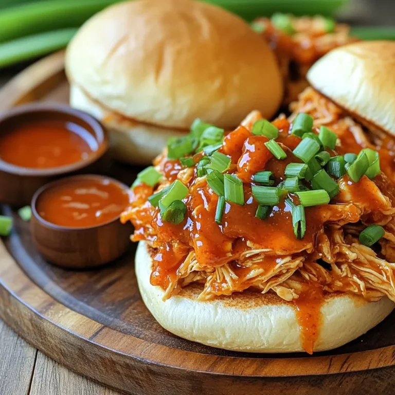- 2 lbs boneless, skinless chicken breasts - 1 cup sweet chili sauce - 1/2 cup soy sauce or tamari - 1/4 cup honey - 2 cloves garlic, minced - 1 tsp ginger, grated - 1 tbsp rice vinegar - Spices for flavor enhancement (black pepper, red pepper flakes) - Hamburger buns or small tortillas - Green onions for garnish When I make sweet chili pulled chicken, I always start with the main ingredients. The chicken is key. I use 2 lbs of boneless, skinless chicken breasts. They are tender and easy to shred. Next, I grab my sweet chili sauce. One cup gives the dish a nice balance of sweet and spicy. Soy sauce or tamari comes next. I use 1/2 cup. It adds depth to the flavor. If you need gluten-free, tamari works great. Then, I add 1/4 cup of honey. This makes the sauce even sweeter and stickier. Don't forget the extra flavor! I use 2 cloves of minced garlic and 1 tsp of grated ginger. They pack a punch. I also add 1 tbsp of rice vinegar for some acidity. For a little heat, I add black pepper and red pepper flakes. Lastly, I always have my serving essentials. I choose hamburger buns or small tortillas. They hold the pulled chicken well. I love to add chopped green onions on top for a fresh look. They also add a mild onion flavor that complements the dish. Place the chicken breasts in the slow cooker. Arrange them evenly for cooking. This helps them cook well. You want them to soak up all the flavors. In a mixing bowl, combine these ingredients: - 1 cup sweet chili sauce - 1/2 cup soy sauce (or tamari) - 1/4 cup honey - 2 cloves garlic, minced - 1 tsp ginger, grated - 1 tbsp rice vinegar - 1/2 tsp black pepper - 1/4 tsp red pepper flakes (optional) Whisk until the mix is smooth. This sauce gives the chicken its sweet and spicy kick. Pour the sauce over the chicken. Make sure it's well coated. Cover the slow cooker. Set it to low for 6-7 hours or high for 3-4 hours. The chicken should be tender and easy to shred. When the chicken is done, take it out of the slow cooker. Use two forks to shred the chicken. It should fall apart easily. Return the shredded chicken to the sauce. Stir well to mix everything together. Let it sit for 10 more minutes to soak up the sauce. This makes it extra tasty! To ensure your chicken is fully cooked, check the internal temperature. It should reach 165°F. Use a meat thermometer for accuracy. If you don’t have one, cook on low for 6-7 hours or high for 3-4 hours. The chicken should shred easily when done. If you want a sweeter dish, add more honey. For extra heat, increase red pepper flakes. Mix in some lime juice for a tangy twist. You can also try different sauces, like teriyaki or BBQ, to create new flavors. Each sauce will change the taste of your dish. Serve the pulled chicken in buns or tortillas on a colorful platter. Add extra sweet chili sauce on the side for dipping. Top with green onions and sesame seeds for a pop of color. This makes your meal look appetizing and fun! {{image_2}} You can make this sweet chili pulled chicken faster using an Instant Pot. The Instant Pot cooks the chicken in about 30 minutes. First, season the chicken as you would for the slow cooker. Then, add the sweet chili sauce mixture. Cook on high pressure for 10 minutes. Release the pressure, shred the chicken, and mix it with the sauce. This method saves time but keeps the flavors rich and tasty. You can make this dish gluten-free by using tamari instead of soy sauce. For a more nutritious meal, add vegetables like bell peppers or carrots. Chop them into small pieces and add them to the slow cooker with the chicken. They will cook down and soak up the sweet chili flavor, making your meal more colorful and filling. If you want a sweeter taste, add more honey to the sauce. For a spicy kick, increase the red pepper flakes. You can also switch from chicken to pork or beef. Each meat gives a unique twist to the dish. Just adjust the cooking time based on the meat type you choose. Enjoy experimenting to find your favorite flavor! To store your sweet chili pulled chicken, let it cool down first. Place it in a clean, airtight container. This keeps the chicken fresh for up to four days. Label the container with the date to track freshness. Always keep it in the fridge at 40°F or lower. This way, you can enjoy the leftovers safely. If you want to keep it longer, consider freezing the pulled chicken. Use freezer-safe bags or containers. Remove as much air as possible to prevent freezer burn. It can last up to three months in the freezer. When you need it, just thaw it overnight in the fridge before reheating. To warm up your leftovers, use the microwave for quick results. Place the chicken in a microwave-safe bowl and cover it. Heat in short bursts, stirring in between until it's hot. Alternatively, you can reheat it on the stove. Just add a splash of water or extra sauce in a pan. Heat it over medium until it’s hot and juicy. This keeps the flavors intact and makes it taste fresh. You can cook sweet chili pulled chicken in a slow cooker for 6 to 7 hours on low heat or 3 to 4 hours on high heat. The chicken should be tender and easy to shred. Slow cooking on low heat allows the chicken to soak in flavors better. Using frozen chicken in the slow cooker is not safe. It may not cook evenly, leading to food safety risks. Always thaw chicken before cooking. This ensures that it cooks through properly and reduces the risk of foodborne illness. Sweet chili pulled chicken pairs well with many sides. Here are some great options: - Coleslaw: The crunch complements the soft chicken. - Rice: A fluffy side absorbs the sweet sauce. - Corn on the cob: Adds a sweet contrast. - Potato salad: Creamy and cool for balance. - Grilled vegetables: Adds color and nutrition. You can also serve it on hamburger buns or small tortillas for a fun meal. Enjoy your delicious pulled chicken! This guide covers everything you need for sweet chili pulled chicken. You learned about the main and extra ingredients, cooking steps, and serving essentials. I shared tips for flavor and presentation. You also saw cooking method variations and how to store leftovers. Experiment with the flavors and techniques to make this dish your own. Trust me, you'll enjoy it. This dish is both easy and rewarding, perfect for any meal. Get started, and happy cooking!