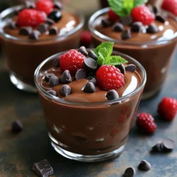 - 1 cup low-fat cottage cheese - 2 tablespoons unsweetened cocoa powder - 2 tablespoons honey or maple syrup - 1 teaspoon vanilla extract - 1/4 cup Greek yogurt - A pinch of sea salt - Garnishes: mini chocolate chips and fresh berries To create these delightful Chocolate Cottage Cheese Pudding Cups, start by gathering all your ingredients. Having everything ready makes cooking easier and more fun. You will need one cup of low-fat cottage cheese. This ingredient gives a creamy texture and boosts protein. Next, add two tablespoons of unsweetened cocoa powder. This gives the pudding its rich chocolate flavor. For sweetness, use either honey or maple syrup. Two tablespoons will do the trick. A teaspoon of vanilla extract adds warmth and depth. To make the pudding even creamier, include a quarter cup of Greek yogurt. This will enhance the texture and flavor. Don't forget a pinch of sea salt! It balances the sweetness and brings out all the flavors. Finally, for garnishing, gather some mini chocolate chips and fresh berries like strawberries or raspberries. These add a fun and colorful touch. With these ingredients, you are on your way to a tasty treat that is both healthy and satisfying. Enjoy the process and let your creativity shine! - First, gather your ingredients. You will need low-fat cottage cheese, cocoa powder, honey, vanilla, Greek yogurt, and sea salt. - Next, combine these ingredients in a blender or food processor. - Blend until the mixture is smooth and creamy. Scrape down the sides as needed. - Taste the pudding. If it needs more sweetness, add a bit more honey or syrup. Blend again to mix it well. - Chilling the pudding cups is very important. This step helps the flavors blend better. It also creates a nice texture. - I recommend chilling the pudding cups for at least 30 minutes. This wait makes them extra tasty. - For serving, use clear glasses. This way, you can show off the creamy texture and rich color. - Top each cup with mini chocolate chips. Add fresh berries for a pop of color. A sprig of mint can also make it look fancy. To get a smooth texture, start with a good blender. I like to use a high-speed blender. This helps mix the cottage cheese and cocoa well. If you notice clumps, stop blending and scrape down the sides. Then blend again until you reach that creamy perfection. You can customize the sweetness to fit your taste. If you want it sweeter, add more honey or maple syrup. You can try different sweeteners too, like agave or stevia. If you do not have Greek yogurt, plain yogurt works just fine. You can also use dairy-free yogurt for a vegan option. When serving, I recommend using clear cups. This lets everyone see the rich chocolate color. Chill your pudding cups for at least 30 minutes. This helps the flavors mix well and makes it taste better. For leftovers, keep them in the fridge. They last for up to three days. Make sure to cover them well to keep them fresh! {{image_2}} You can easily change the flavor of your pudding cups. Try adding a spoon of peanut butter for a nutty twist. You can also mix in a few drops of mint extract for a fresh taste. If you want to use sweeteners, consider agave nectar or stevia. These alternatives can give you a sweeter finish without added calories. If you need dairy-free or vegan options, swap the cottage cheese for silken tofu. This keeps the creamy texture without any dairy. For a low-calorie treat, use unsweetened cocoa powder and cut back on sweeteners. You can also use unsweetened almond milk instead of Greek yogurt to lower calories. Garnishing can really elevate your pudding cups. Instead of mini chocolate chips, try crushed nuts or coconut flakes. Fresh fruit like bananas or blueberries can add color and flavor too. You can even drizzle a little honey or maple syrup on top for extra sweetness. These small changes can make your dessert feel unique every time. You can store chocolate cottage cheese pudding cups for up to four days in the fridge. Make sure to cover them well to keep the moisture in. The freshness may change based on how you store them. If they sit too long, the texture might get watery. Always check for any off smells or changes before eating. Yes, you can freeze chocolate cottage cheese pudding. Place the pudding in airtight containers, leaving some space at the top for expansion. This helps keep the texture smooth. When you want to eat it, take it out and thaw it in the fridge overnight. Avoid using a microwave, as it might ruin the creamy texture. You can use leftover pudding in many ways. Try adding it to smoothies for a protein boost. You can layer it in parfaits with fruits and granola. For a sweet twist, mix it into pancake batter or use it as a topping for cakes. It also tastes great as a dip for fruits. Yes, you can use regular cottage cheese. It gives a richer taste. The texture may be creamier. However, it also adds more fat. If you're counting calories, stick to low-fat. You can use regular yogurt or sour cream. These options keep the creamy texture. They will change the taste slightly. For a dairy-free choice, try coconut yogurt or silken tofu. Both will work well here. These pudding cups last about three days in the fridge. Keep them covered to avoid drying out. You should not freeze them. Freezing changes the texture. Enjoy them chilled for the best taste! This blog post covered how to make a tasty chocolate cottage cheese pudding. We listed the ingredients, shared easy preparation steps, and explained how to chill and serve it. We also highlighted tips for blending and adjustments to fit your taste. You learned fun variations, storage tips, and answers to common questions. In the end, this dessert is simple and can be adapted for everyone. Enjoy making it your own!