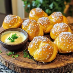 - 1 cup warm water (110°F-115°F) - 2 teaspoons granulated sugar - 1 packet (2 1/4 teaspoons) active dry yeast - 3 cups all-purpose flour - 1 teaspoon salt - 1/4 cup baking soda (for boiling) - Coarse sea salt (for sprinkling) - 2 tablespoons melted butter (for brushing) Gather these simple ingredients for air fryer pretzel bites. Warm water helps activate the yeast. Make sure it's not too hot. The sugar feeds the yeast, making it frothy. The flour gives the dough its structure and chew. Salt adds flavor, while baking soda helps create that classic pretzel taste. Coarse sea salt gives a nice crunch on top. Finally, melted butter adds richness and shine. These ingredients work together to form tasty pretzel bites. You can find them at any grocery store. Feel free to use fresh ingredients for the best flavor. This recipe is easy to follow and great for any skill level. Enjoy your cooking adventure! To start, mix 1 cup of warm water with 2 teaspoons of granulated sugar in a bowl. The water should be between 110°F and 115°F. This warmth helps the yeast grow. Next, sprinkle 1 packet of active dry yeast on top. Let it sit for about 5 minutes. You want to see it become frothy, which shows the yeast is alive. In a large bowl, combine 3 cups of all-purpose flour with 1 teaspoon of salt. Make a well in the center and pour in the frothy yeast mixture. Stir until a dough forms. Then, knead the dough on a floured surface for about 5 minutes. You want it smooth and elastic. This step is key for good texture. Once the dough is ready, shape it into a ball. Place it in a lightly greased bowl. Cover it with a kitchen towel. Let it rise in a warm spot for about 30 minutes. It should double in size. After rising, punch it down. Roll it out into a rectangle about 1/2 inch thick. Cut the dough into 1-inch squares or triangles. This gives you bite-sized pieces. Now, prepare a baking soda solution. In a medium bowl, dissolve 1/4 cup of baking soda in about 4 cups of hot water. Carefully dip each piece of dough into this solution for about 30 seconds. This step adds the classic pretzel flavor. After dipping, place the bites on a towel to drain. Preheat your air fryer to 375°F (190°C). Once ready, lightly spray or brush the air fryer basket with oil. Place the pretzel bites in a single layer. Make sure they aren't crowded. Air fry for about 6-8 minutes until they are golden brown. You may need to fry in batches. As soon as the bites are done, brush them with 2 tablespoons of melted butter. While they are still warm, sprinkle coarse sea salt over them. This adds a tasty finish. For a fun touch, serve them with cheese dip or mustard for dipping. Enjoy your tasty snack! When making pretzel bites, watch for common mistakes. First, avoid adding too much flour. This can make the dough dry. Knead the dough for about 5 minutes. It should feel smooth and soft. If it feels sticky, add a bit of flour, but don’t overdo it. To tell if the dough has risen properly, look for size. It should double in volume. You can also poke it gently. If it springs back slowly, it is ready. If it doesn’t, it may need more time to rise. For even cooking, space the bites well in the air fryer. Don’t overcrowd the basket. This allows hot air to flow around each bite. Flip them halfway through cooking for nice browning. You may need to adjust the cooking time. Different air fryer models can vary. Start with 6-8 minutes, but check often. If they are not golden brown, add another minute. To add flavor to your pretzel bites, consider seasonings. Coarse sea salt is classic, but you can try garlic powder or onion powder. For a sweet twist, add cinnamon sugar after baking. To achieve a crispy exterior, dip the bites in the baking soda solution. This step is key for that pretzel taste. Brush them with melted butter right after cooking. This keeps them soft and adds flavor. {{image_2}} You can make your pretzel bites stand out with new flavors. Try adding cheese or herbs into the dough. Mix in shredded cheese like cheddar or mozzarella for a cheesy twist. You can also use herbs like rosemary or garlic powder for a savory touch. Another fun idea is to create sweet pretzel bites. After baking, sprinkle them with cinnamon sugar. This gives a warm, sweet flavor that kids love. You can even dip them in icing for a treat. Dipping sauces enhance the joy of eating pretzel bites. Some popular choices are cheese sauce and mustard. For cheese dip, melt cream cheese and mix it with shredded cheddar. Heat it gently until smooth. For mustard sauce, simply mix Dijon mustard with honey. This gives a sweet and tangy flavor that pairs well with the salty bites. Both sauces are easy to make and add extra fun. You can enjoy pretzel bites even if you're gluten-free or vegan. For gluten-free options, substitute all-purpose flour with gluten-free flour blends. Make sure the blend has a good binding agent, like xanthan gum. If you want vegan pretzel bites, skip the butter and use oil instead. You can brush the bites with olive oil right after cooking. This keeps them soft and adds flavor without animal products. Enjoy these tasty variations! To keep your pretzel bites fresh, store them in an airtight container. Place a paper towel at the bottom to absorb moisture. This will help maintain crispness. Refrigerate them for up to three days. If you want to reheat them, use your air fryer. Just air fry at 350°F for about 3-5 minutes. This method keeps them warm and crispy, just like fresh out of the fryer. If you have extra pretzel bites, freezing is a good option. First, let them cool completely. Then, place them in a single layer on a baking sheet. Freeze them for about an hour. Once frozen, transfer them to a freezer bag. Remove as much air as possible. They can stay fresh in the freezer for up to three months. To reheat, thaw them overnight in the fridge. Then, air fry at 350°F for 5-7 minutes to restore their texture. Fresh pretzel bites are best eaten within three days if stored in the fridge. If frozen, they can last up to three months without losing flavor. Always check for any signs of spoilage before eating. By following these tips, you can enjoy your pretzel bites at their best! Yes, you can use instant yeast. It works well in this recipe. Instant yeast does not need to be dissolved before use. You can mix it straight with the flour. This saves time and still gives great results. The pretzel bites will rise nicely and taste just as good. You can tell when they are done by their color and texture. Look for a deep golden brown color. The bites should feel firm but soft inside. If you tap them, they should sound hollow. This means they are cooked through, and ready to eat! If you don’t have baking soda, use baking powder. But keep in mind, the flavor will change a bit. You can also try using lye, which is traditional for pretzels. Just be careful with lye, as it can be dangerous if not handled correctly. For these pretzel bites, any air fryer that heats to 375°F works well. Look for one with a good basket size. This lets you cook enough bites in one go. A model with adjustable time and temperature settings makes it easy. This way, you can get the perfect results every time! Making pretzel bites is fun and simple with the right steps. We covered the essential ingredients, from warm water to coarse sea salt. You learned how to activate yeast, prepare, shape, and boil the dough. We also explored air frying techniques and delicious flavor variations. Remember these tips to perfect your pretzel bites. Store them well for later, and don’t forget about dipping sauces. Enjoy tasty bites that impress! With practice, you can make pretzel bites everyone will love.