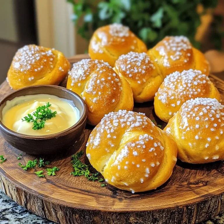 - 1 cup warm water (110°F-115°F) - 2 teaspoons granulated sugar - 1 packet (2 1/4 teaspoons) active dry yeast - 3 cups all-purpose flour - 1 teaspoon salt - 1/4 cup baking soda (for boiling) - Coarse sea salt (for sprinkling) - 2 tablespoons melted butter (for brushing) Gather these simple ingredients for air fryer pretzel bites. Warm water helps activate the yeast. Make sure it's not too hot. The sugar feeds the yeast, making it frothy. The flour gives the dough its structure and chew. Salt adds flavor, while baking soda helps create that classic pretzel taste. Coarse sea salt gives a nice crunch on top. Finally, melted butter adds richness and shine. These ingredients work together to form tasty pretzel bites. You can find them at any grocery store. Feel free to use fresh ingredients for the best flavor. This recipe is easy to follow and great for any skill level. Enjoy your cooking adventure! To start, mix 1 cup of warm water with 2 teaspoons of granulated sugar in a bowl. The water should be between 110°F and 115°F. This warmth helps the yeast grow. Next, sprinkle 1 packet of active dry yeast on top. Let it sit for about 5 minutes. You want to see it become frothy, which shows the yeast is alive. In a large bowl, combine 3 cups of all-purpose flour with 1 teaspoon of salt. Make a well in the center and pour in the frothy yeast mixture. Stir until a dough forms. Then, knead the dough on a floured surface for about 5 minutes. You want it smooth and elastic. This step is key for good texture. Once the dough is ready, shape it into a ball. Place it in a lightly greased bowl. Cover it with a kitchen towel. Let it rise in a warm spot for about 30 minutes. It should double in size. After rising, punch it down. Roll it out into a rectangle about 1/2 inch thick. Cut the dough into 1-inch squares or triangles. This gives you bite-sized pieces. Now, prepare a baking soda solution. In a medium bowl, dissolve 1/4 cup of baking soda in about 4 cups of hot water. Carefully dip each piece of dough into this solution for about 30 seconds. This step adds the classic pretzel flavor. After dipping, place the bites on a towel to drain. Preheat your air fryer to 375°F (190°C). Once ready, lightly spray or brush the air fryer basket with oil. Place the pretzel bites in a single layer. Make sure they aren't crowded. Air fry for about 6-8 minutes until they are golden brown. You may need to fry in batches. As soon as the bites are done, brush them with 2 tablespoons of melted butter. While they are still warm, sprinkle coarse sea salt over them. This adds a tasty finish. For a fun touch, serve them with cheese dip or mustard for dipping. Enjoy your tasty snack! When making pretzel bites, watch for common mistakes. First, avoid adding too much flour. This can make the dough dry. Knead the dough for about 5 minutes. It should feel smooth and soft. If it feels sticky, add a bit of flour, but don’t overdo it. To tell if the dough has risen properly, look for size. It should double in volume. You can also poke it gently. If it springs back slowly, it is ready. If it doesn’t, it may need more time to rise. For even cooking, space the bites well in the air fryer. Don’t overcrowd the basket. This allows hot air to flow around each bite. Flip them halfway through cooking for nice browning. You may need to adjust the cooking time. Different air fryer models can vary. Start with 6-8 minutes, but check often. If they are not golden brown, add another minute. To add flavor to your pretzel bites, consider seasonings. Coarse sea salt is classic, but you can try garlic powder or onion powder. For a sweet twist, add cinnamon sugar after baking. To achieve a crispy exterior, dip the bites in the baking soda solution. This step is key for that pretzel taste. Brush them with melted butter right after cooking. This keeps them soft and adds flavor. {{image_2}} You can make your pretzel bites stand out with new flavors. Try adding cheese or herbs into the dough. Mix in shredded cheese like cheddar or mozzarella for a cheesy twist. You can also use herbs like rosemary or garlic powder for a savory touch. Another fun idea is to create sweet pretzel bites. After baking, sprinkle them with cinnamon sugar. This gives a warm, sweet flavor that kids love. You can even dip them in icing for a treat. Dipping sauces enhance the joy of eating pretzel bites. Some popular choices are cheese sauce and mustard. For cheese dip, melt cream cheese and mix it with shredded cheddar. Heat it gently until smooth. For mustard sauce, simply mix Dijon mustard with honey. This gives a sweet and tangy flavor that pairs well with the salty bites. Both sauces are easy to make and add extra fun. You can enjoy pretzel bites even if you're gluten-free or vegan. For gluten-free options, substitute all-purpose flour with gluten-free flour blends. Make sure the blend has a good binding agent, like xanthan gum. If you want vegan pretzel bites, skip the butter and use oil instead. You can brush the bites with olive oil right after cooking. This keeps them soft and adds flavor without animal products. Enjoy these tasty variations! To keep your pretzel bites fresh, store them in an airtight container. Place a paper towel at the bottom to absorb moisture. This will help maintain crispness. Refrigerate them for up to three days. If you want to reheat them, use your air fryer. Just air fry at 350°F for about 3-5 minutes. This method keeps them warm and crispy, just like fresh out of the fryer. If you have extra pretzel bites, freezing is a good option. First, let them cool completely. Then, place them in a single layer on a baking sheet. Freeze them for about an hour. Once frozen, transfer them to a freezer bag. Remove as much air as possible. They can stay fresh in the freezer for up to three months. To reheat, thaw them overnight in the fridge. Then, air fry at 350°F for 5-7 minutes to restore their texture. Fresh pretzel bites are best eaten within three days if stored in the fridge. If frozen, they can last up to three months without losing flavor. Always check for any signs of spoilage before eating. By following these tips, you can enjoy your pretzel bites at their best! Yes, you can use instant yeast. It works well in this recipe. Instant yeast does not need to be dissolved before use. You can mix it straight with the flour. This saves time and still gives great results. The pretzel bites will rise nicely and taste just as good. You can tell when they are done by their color and texture. Look for a deep golden brown color. The bites should feel firm but soft inside. If you tap them, they should sound hollow. This means they are cooked through, and ready to eat! If you don’t have baking soda, use baking powder. But keep in mind, the flavor will change a bit. You can also try using lye, which is traditional for pretzels. Just be careful with lye, as it can be dangerous if not handled correctly. For these pretzel bites, any air fryer that heats to 375°F works well. Look for one with a good basket size. This lets you cook enough bites in one go. A model with adjustable time and temperature settings makes it easy. This way, you can get the perfect results every time! Making pretzel bites is fun and simple with the right steps. We covered the essential ingredients, from warm water to coarse sea salt. You learned how to activate yeast, prepare, shape, and boil the dough. We also explored air frying techniques and delicious flavor variations. Remember these tips to perfect your pretzel bites. Store them well for later, and don’t forget about dipping sauces. Enjoy tasty bites that impress! With practice, you can make pretzel bites everyone will love.