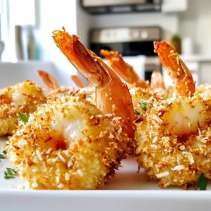 To make air fryer coconut shrimp, you'll need a few key ingredients: - 1 pound large shrimp, peeled and deveined - 1/2 cup all-purpose flour - 2 large eggs, beaten - 1 cup shredded coconut (sweetened or unsweetened) - 1/2 cup panko breadcrumbs These ingredients create a base that gives the shrimp a crunchy, tasty coating. To enhance the flavor, we add some seasonings: - 1 teaspoon garlic powder - 1 teaspoon paprika - 1/2 teaspoon salt - 1/4 teaspoon black pepper These seasonings bring out the taste of the shrimp. They add depth without overpowering the coconut. For the best results, choose large shrimp. I recommend using: - Jumbo shrimp - Extra-large shrimp These varieties hold up well during cooking. They also soak up the flavors nicely. If you prefer, you can use smaller shrimp, but cook time may change slightly. Start with 1 pound of large shrimp. Make sure they are peeled and deveined. This step is key for a smooth bite. Dry the shrimp well with paper towels. Removing moisture helps the coating stick better. Set up three shallow dishes. In the first dish, mix 1/2 cup of all-purpose flour with 1 teaspoon of garlic powder, 1 teaspoon of paprika, 1/2 teaspoon of salt, and 1/4 teaspoon of black pepper. Stir this well. In the second dish, beat 2 large eggs until smooth. This will help the coating stick. In the last dish, mix 1 cup of shredded coconut with 1/2 cup of panko breadcrumbs. This gives a crunchy texture. Now, take each shrimp. First, dredge it in the flour mix. Shake off the extra flour. Next, dip it into the beaten eggs. Let the excess egg drip off. Finally, roll it in the coconut and panko mix. Press gently to make sure it sticks. Place the coated shrimp on a plate or baking sheet. Preheat your air fryer to 400°F (200°C) for about 5 minutes. This helps cook the shrimp evenly. Lightly coat the air fryer basket with cooking spray. Arrange the shrimp in a single layer. Make sure they do not touch. This ensures they cook well and get crispy. Spray the tops of the shrimp lightly with cooking spray. This adds extra crispiness. Air fry the shrimp for 8-10 minutes. Flip them halfway through cooking. They should turn golden brown and crispy. Remove them from the air fryer and enjoy! To make your coconut shrimp extra crispy, follow these tips: - Use panko breadcrumbs. They add great texture and crunch. - Double coat the shrimp. Dredge them in flour, then egg, then the coconut mixture again. - Preheat the air fryer. This helps get that golden color quickly. - Use cooking spray. A light coat on the shrimp helps them crisp up nicely. - Don’t overcrowd the basket. Give each shrimp space to cook evenly. These steps will ensure every bite of your shrimp is crunchy and delicious. Avoid these common mistakes for the best results: - Skipping the drying step. Always pat shrimp dry before coating. This helps the breading stick. - Using wet shrimp. Moisture can make the coating soggy, so dry is key. - Not flipping the shrimp. Flip them halfway through cooking for even crispiness on both sides. - Using the wrong temperature. Keep the air fryer at 400°F (200°C) for the best results. These tips will help you avoid pitfalls and enjoy perfect coconut shrimp. Choosing the right cooking spray is important: - Non-stick cooking spray works great for easy removal. - Olive oil spray adds flavor and helps with browning. - Coconut oil spray enhances the coconut flavor in your shrimp. Use a spray that suits your taste and dietary needs. This will improve your dish's overall flavor and texture. {{image_2}} Want a kick in your coconut shrimp? Add heat with spices! Use cayenne pepper or chili flakes. Start with 1/4 teaspoon and adjust to taste. Mix this into the flour before you dredge the shrimp. You will get a spicy, crispy treat that shines with flavor. You can change the breading for fun flavors. Try using crushed cornflakes, potato chips, or even crushed nuts. Each adds a unique crunch. For a healthier twist, use whole wheat breadcrumbs instead of panko. The key is to coat the shrimp well to keep them crispy. Dipping sauces make coconut shrimp even better! You can try sweet chili sauce for a nice blend of sweet and spicy. A simple mix of honey and lime juice also works great. For something creamy, a coconut yogurt dip with a hint of lime will be refreshing. Each sauce adds its own twist, making every bite special. To store leftover coconut shrimp, let them cool first. Place them in an airtight container. This keeps them fresh. Make sure to store them in the fridge. They will stay good for up to three days. If you want to keep them longer, freezing is a great option. When you want to reheat your shrimp, the air fryer is best. Set it to 350°F (175°C). Heat the shrimp for about 5 minutes. This helps restore their crispiness. You can also use a conventional oven. Just bake at 350°F (175°C) for about 10 minutes. Avoid the microwave, as it makes them soggy. To freeze, first, let the shrimp cool completely. Arrange them in a single layer on a baking sheet. Freeze them for about 1 hour. Once they are firm, transfer them to a freezer bag. Label the bag with the date. They will last for up to three months in the freezer. When ready to eat, thaw them in the fridge overnight before reheating. Yes, you can use frozen shrimp for this recipe. Just make sure to thaw them before cooking. To thaw, place shrimp in cold water for about 15-20 minutes. Once they are thawed, pat them dry with paper towels. This step helps the coating stick better. Remember, dry shrimp make for crispier results in the air fryer. You can air fry coconut shrimp for 8-10 minutes. Set your air fryer to 400°F (200°C). Flip the shrimp halfway through to ensure even cooking. Keep an eye on them. They should be golden brown and crispy when done. If they need a bit more time, check them every minute until they reach the perfect crispiness. Coconut shrimp pairs well with many side dishes. Here are a few tasty options: - Mango salsa for a fresh, fruity kick - Coconut rice for a tropical touch - Coleslaw for a crunchy contrast - Sweet potato fries for a sweet and savory combo - Mixed greens salad for a light side These sides enhance the flavors and make your meal even more delightful. Enjoy experimenting with these pairings! This blog post covered everything you need for perfect air fryer coconut shrimp. We discussed the key ingredients, from the shrimp to the seasonings. I shared step-by-step instructions to help you get crispy results. You learned tips to avoid common mistakes and variations to keep the dish exciting. Remember, storing and reheating properly will keep leftovers tasty. Now you can confidently make coconut shrimp at home. Enjoy your cooking adventure!