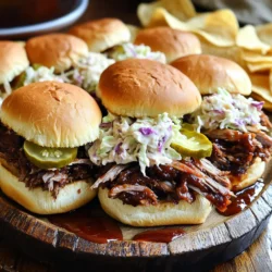 - 2 lbs beef brisket - 1 cup barbecue sauce - 1 large onion, sliced - 4 cloves garlic, minced - 1 tablespoon smoked paprika - 1 teaspoon cumin - 1 teaspoon black pepper - 1 teaspoon salt - 1 tablespoon brown sugar - 1 cup beef broth - 12 slider buns - Coleslaw (optional topping) - Pickles (for serving) The main star here is the beef brisket. Choose a good quality cut. It should weigh about 2 lbs. This will give you tender, juicy meat. The barbecue sauce you pick adds a lot of flavor. I suggest using your favorite brand. Next, slice one large onion and mince four garlic cloves. These will create a sweet base that enhances the brisket. For seasoning, you’ll need smoked paprika, cumin, black pepper, salt, and brown sugar. Each spice brings its own charm. Smoked paprika gives a lovely depth, while cumin adds warmth. The black pepper and salt balance the dish. The brown sugar brings a hint of sweetness. Lastly, you will need 1 cup of beef broth. This keeps the brisket moist while cooking. When it comes to assembling the sliders, grab 12 slider buns. You can choose any type you like. Coleslaw is optional but adds a nice crunch. Pickles are also a great addition for a tangy bite. These ingredients come together to create a delicious meal you will love to share. Start with a clean brisket. Pat it dry with paper towels. This helps the seasonings stick. Next, season the brisket with salt, black pepper, smoked paprika, cumin, and brown sugar. Rub the seasonings into the meat well. This step adds flavor. You can sear the brisket for extra taste. Heat a large skillet over medium-high heat. Place the brisket in the skillet and sear it for about 3-4 minutes on each side. Look for a nice brown color. This searing is optional but gives great flavor. Now, transfer the brisket to the slow cooker. In the same skillet, add sliced onion and minced garlic. Sauté them for 2-3 minutes until they smell great. Pour in beef broth and scrape any brown bits from the skillet. This adds depth to the dish. Mix in barbecue sauce and stir well. Pour this onion and BBQ sauce mixture over the brisket. Cover the slow cooker. Cook on low for 8 hours or on high for 4 hours. The brisket should be tender and easy to shred when done. Once cooked, take the brisket out of the slow cooker. Let it rest for 10-15 minutes. This helps keep the juices in. Use two forks to shred the brisket. It will fall apart easily. Stir the shredded brisket back into the sauce in the slow cooker. Make sure it is fully coated. To assemble the sliders, take each slider bun. Place a scoop of shredded brisket on the bottom half. Add coleslaw and pickles if you like. Close the sliders with the top halves of the buns. Serve them warm for the best taste. Searing the brisket adds a nice crust. It locks in juices and gives more flavor. When you sear, you create a Maillard reaction. This reaction makes the meat taste richer and deeper. Choosing the best barbecue sauce is key. Look for a sauce you love. Sweet, tangy, or smoky—pick what excites your taste buds. You can even mix sauces for a unique flavor. For different brisket sizes, adjust cooking time. A small brisket (1-1.5 lbs) needs about 6 hours on low. A larger one (3-4 lbs) may take up to 10 hours. Always check for tenderness. To check brisket tenderness, use a fork. If it pulls apart easily, it’s ready. If not, cook longer and check again. Pair the sliders with sides like chips or fries. These crunchy sides balance the soft texture of the sliders. You can also serve with a fresh salad for a lighter option. For presentation, arrange sliders on a large platter. Drizzle some extra BBQ sauce on top. This adds a nice touch and makes them look appealing. You can also add fresh herbs for color. {{image_2}} You can change up the sauce for your BBQ brisket sliders. Different sauces bring unique flavors. You might try a tangy mustard sauce or a sweet honey sauce. Each sauce gives a new twist to your meal. For seasonings, think about adding a spicy kick. You can use cayenne pepper or chili powder for heat. If you like sweetness, try a mix of brown sugar and cinnamon. These simple swaps can make this dish your own. The type of bun you use can also change your sliders. Gluten-free buns are great for those with allergies. Whole wheat buns add a touch of healthiness. You can even try pretzel buns for a fun twist! Toppings can take your sliders to the next level. Try adding jalapeños for spice. You might also like avocado slices or fried onions for extra flavor. Coleslaw adds crunch and freshness too. Mix and match to find your favorite combo! If you want to speed things up, use an Instant Pot. It cooks the brisket quickly while still keeping it tender. Just follow the same steps but set it to pressure cook. Oven braising is another option. You can cook the brisket covered in a roasting pan. Set the oven to 300°F and cook for about 3-4 hours. This method also gives great results and a delicious flavor. Each method and ingredient choice offers a chance to explore new tastes. Enjoy your cooking adventure! To keep your brisket fresh, place it in an airtight container. You want to avoid air exposure, which can cause spoilage. Store your brisket in the fridge right after it cools down. Leftovers can last 3 to 4 days. Always check for signs of spoilage before using. Freezing brisket is easy! First, let it cool fully. Then, slice or shred it for easier use later. Wrap it tightly in plastic wrap, or use a freezer bag. Make sure to remove all air to prevent freezer burn. BBQ brisket can last up to 3 months in the freezer. When you want to use it, thaw it overnight in the fridge. To reheat brisket without drying it out, use the oven or stovetop. For the oven, preheat to 250°F. Wrap the brisket in foil to keep it moist. Heat for about 30-40 minutes until warm. On the stovetop, add some BBQ sauce in a pan and stir in the brisket. Cook over low heat until hot. Serve your reheated sliders with fresh coleslaw and pickles. This adds crunch and flavor! You can tell the brisket is done when it feels very tender. The meat should pull apart easily with a fork. Check the temperature; it should reach at least 195°F for best results. Another sign is the juices; they should run clear when you poke it. If you see pink juices, it needs more time. Yes, you can make this recipe ahead of time. Prepare the brisket as per the recipe, then store it in the fridge after cooking. Let it cool before placing it in an airtight container. This way, you can enjoy it later. Reheat it in the slow cooker or on the stove. Just add a splash of beef broth to keep it moist. Pair your sliders with delicious sides like coleslaw, potato chips, or fries. These add crunch and balance to the meal. For drinks, try iced tea or lemonade for a refreshing touch. You can also serve pickles on the side to enhance flavors. You now have the tools to make delicious BBQ brisket sliders. We covered the key ingredients, like brisket, spices, and buns. You learned how to prepare, cook, and assemble your sliders. Remember the tips for enhancing flavor and adjusting cooking times. Try out different sauces and toppings to make it your own. Store leftovers properly and enjoy them later. With these steps, you can impress your family and friends. Get grilling and savor the tasty rewards!
