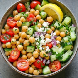- 1 can (15 oz) chickpeas, drained and rinsed - 1 cup cherry tomatoes, halved - 1 cucumber, diced - 1 bell pepper (red or yellow), diced - 1/2 red onion, finely chopped - 1/4 cup pitted Kalamata olives, halved - 1/4 cup feta cheese, crumbled - 2 tablespoons fresh parsley, chopped Chickpeas are the star of this dish. They add protein and fiber. The fresh vegetables bring color and crunch. Use ripe cherry tomatoes for sweetness. A crisp cucumber adds a refreshing bite. Bell peppers add a nice, sweet flavor. The olives give a briny taste, while feta cheese adds a creamy texture. Fresh parsley brings a hint of brightness. - 3 tablespoons olive oil - 2 tablespoons lemon juice - 1 teaspoon dried oregano - Salt and pepper to taste The dressing is simple yet vibrant. Olive oil is rich and smooth. Lemon juice adds brightness and tang. Dried oregano offers a hint of earthiness. Adding salt and pepper enhances all the flavors. This dressing ties all the ingredients together in a delightful way. - Key vitamins and minerals: Vitamin C, Vitamin A, Iron, and Calcium - Caloric breakdown per serving: About 200 calories This salad is packed with nutrients. The fresh vegetables give you Vitamin C and A. Chickpeas provide iron and protein. Feta cheese adds calcium. With about 200 calories per serving, it’s a healthy choice. Enjoy this salad as a light meal or a side dish. Mixing the base ingredients Start by gathering your main items. In a large mixing bowl, add: - 1 can (15 oz) chickpeas, drained and rinsed - 1 cup cherry tomatoes, halved - 1 cucumber, diced - 1 bell pepper (red or yellow), diced - 1/2 red onion, finely chopped - 1/4 cup pitted Kalamata olives, halved - 1/4 cup feta cheese, crumbled - 2 tablespoons fresh parsley, chopped Gently mix all these fresh ingredients. Ensure they blend well to create a vibrant base for your salad. Preparing the dressing In a small bowl, whisk together: - 3 tablespoons olive oil - 2 tablespoons lemon juice - 1 teaspoon dried oregano - Salt and pepper to taste This dressing will add a bright, zesty flavor. Whisk until it combines smoothly. Drizzling and tossing technique Now, drizzle the dressing over your mixed salad ingredients. Use a gentle tossing motion to coat everything evenly. Be careful not to mash the ingredients. You want to keep that fresh look and feel. Adjusting seasoning After tossing, it's time to taste. If you think it needs more flavor, add a pinch of salt or pepper. This step ensures every bite bursts with flavor. Presentation tips Serve your salad in a large bowl for a family-style meal. For individual servings, use small plates. Garnish with extra parsley and a lemon wedge. This adds a lovely touch of color and freshness. Suggested pairings This salad pairs well with grilled chicken or fish. You can also serve it with pita bread or hummus for a complete meal. Enjoy the mix of flavors and textures! You can easily change this salad to fit your taste. - Adding proteins: Try grilled chicken or tuna for extra protein. They make the salad heartier. - Alternative vegetables and herbs: Swap in bell peppers or cucumbers. You can also use fresh dill or mint for a twist. To make the salad even tastier, consider these tips. - Marinating time: Let the salad sit for at least 30 minutes. This helps all the flavors blend well. - Recommended dressing variations: For a kick, try adding a splash of balsamic vinegar or a dash of hot sauce. These add depth and a lively taste. {{image_2}} You can try many fun ways to make Mediterranean Chickpea Salad. For a Greek twist, add some diced cucumber and Kalamata olives. You can also use crumbled feta cheese. This adds a nice salty taste. Fresh herbs like dill or mint can really brighten the salad. Middle Eastern styles use sumac or tahini in the dressing. These flavors add depth and a touch of spice. You can also include diced bell peppers for color and crunch. This brings a new layer of flavor that is very enjoyable. If you want a vegan version, skip the feta cheese. You can replace it with avocado for creaminess. Another option is to use vegan cheese. This keeps the salad rich without dairy. For low-carb options, swap chickpeas for cauliflower. This change keeps the crunch while lowering carbs. You can also add more leafy greens like spinach or kale. These options keep the salad fresh and light while still being filling. To store leftovers, place the salad in a clean, airtight container. This keeps it fresh longer. Use glass or plastic containers with tight-fitting lids. Avoid using metal containers, as they can react with the dressing. If you have extra dressing, store it separately. This helps keep the salad crisp and tasty. The salad stays fresh for about three days in the fridge. Check for signs of spoilage. If you see wilting vegetables or an off smell, it’s time to toss it. A good rule is to use your senses. If it doesn’t look or smell right, it’s best to throw it away. Mediterranean Chickpea Salad has roots in the Mediterranean region. This area includes countries like Greece, Italy, and Turkey. Chickpeas are a staple in many dishes here. They have been used for centuries due to their taste and health benefits. This salad shows how people combine fresh veggies, herbs, and grains. It reflects the region's focus on fresh, wholesome food. Yes, you can make this salad ahead of time! I recommend prepping it a few hours before serving. This allows the flavors to blend well. Just keep it in the fridge until you are ready to eat. If you want, you can prepare the dressing and mix it in right before serving. This keeps everything fresh and crispy. If you cannot find chickpeas, don't worry! You can use other legumes like black beans or kidney beans. These will add protein and good flavor. You can also try using diced vegetables, like zucchini or cooked quinoa. These options give you a tasty twist on the dish. This blog post covered how to make a delicious Mediterranean Chickpea Salad. We discussed key ingredients like chickpeas, fresh veggies, and olives. We also shared tips on the dressing and serving ideas. Customizing your salad with proteins or new flavors can make it exciting. Remember to store leftovers properly to ensure freshness. Making this salad ahead saves time and adds convenience to your meals. Embrace the mix of flavors and enjoy a healthy dish that suits your taste!