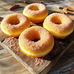 To create these amazing cinnamon sugar baked pumpkin donuts, gather your essential ingredients. Each one plays a key role in making these treats so tasty. - 1 cup all-purpose flour - 1/2 cup granulated sugar - 1/2 teaspoon baking powder - 1/4 teaspoon baking soda - 1 teaspoon ground cinnamon - 1/4 teaspoon ground nutmeg - 1/4 teaspoon ground ginger - 1/4 teaspoon salt - 1/2 cup canned pumpkin puree - 1/4 cup buttermilk (or milk with 1 tsp vinegar) - 1 large egg - 2 tablespoons unsalted butter, melted - 1 teaspoon vanilla extract - 1/4 cup granulated sugar (for topping) - 1 teaspoon ground cinnamon (for topping) These ingredients blend to give you soft, moist donuts with a warm, spiced flavor. The pumpkin puree adds richness, while the spices create that cozy autumn vibe. The cinnamon sugar topping is a delightful way to finish them off. You will love how each bite tastes! First, preheat your oven to 350°F (175°C). Lightly grease your donut pan with non-stick spray. This helps the donuts come out easily. Next, grab a mixing bowl. In it, whisk together these dry ingredients: - 1 cup all-purpose flour - 1/2 cup granulated sugar - 1/2 teaspoon baking powder - 1/4 teaspoon baking soda - 1 teaspoon ground cinnamon - 1/4 teaspoon ground nutmeg - 1/4 teaspoon ground ginger - 1/4 teaspoon salt Mix them well until you see no lumps. In another bowl, mix the wet ingredients until smooth: - 1/2 cup canned pumpkin puree - 1/4 cup buttermilk - 1 large egg - 2 tablespoons unsalted butter, melted - 1 teaspoon vanilla extract Slowly add the wet mix to the dry mix. Stir gently. Be careful not to overmix. This keeps the donuts light and fluffy. Now, fill each donut cavity about two-thirds full with the batter. This allows room for the donuts to rise. Bake your donuts for 10-12 minutes. To check if they are done, insert a toothpick into the center. If it comes out clean, your donuts are ready. While the donuts bake, prepare the cinnamon sugar topping. In a shallow bowl, mix together: - 1/4 cup granulated sugar - 1 teaspoon ground cinnamon After baking, let the donuts cool in the pan for about 5 minutes. Then, transfer them to a wire rack to cool slightly. While they are still warm, gently roll each donut in the cinnamon sugar mixture. Make sure each donut is well coated. Enjoy your fresh pumpkin donuts warm or at room temperature! To get the best texture, mix your dry ingredients well. This helps the baking powder and soda spread evenly. When you add the wet mix, stir just enough to blend. Overmixing makes donuts tough. You want them soft and fluffy. Baking temperature matters. Preheat your oven to 350°F (175°C). This heat cooks the donuts just right. Bake for 10-12 minutes. Test doneness with a toothpick. If it comes out clean, your donuts are ready! Want to boost flavor? Try adding a pinch of allspice or cloves. These spices mix well with pumpkin. You can also add a splash of maple syrup for sweetness. Using fresh pumpkin is great, but canned puree works fine too. Canned pumpkin is smooth and easy. Fresh can have a richer taste, but it needs cooking first. Choose what fits your time and taste. How you serve your donuts can make them more fun. Stack them on a plate. Sprinkle some extra cinnamon sugar on top for flair. Pair your donuts with a warm drink like coffee or cider. They match well and make a cozy treat. For toppings, consider a drizzle of chocolate or cream cheese frosting. Enjoy creating your perfect donut experience! {{image_2}} You can make these donuts gluten-free. Use a gluten-free all-purpose flour. Brands like Bob’s Red Mill or King Arthur work well. Keep in mind, gluten-free flour can absorb more liquid. You may need to adjust the wet ingredients slightly to keep the batter moist. Add a bit more pumpkin puree or buttermilk if needed. This small change ensures your donuts stay light and fluffy. Want to play with flavors? You can add chocolate chips or nuts for a fun twist. Dark chocolate chips create a nice contrast with pumpkin. Chopped walnuts or pecans add a lovely crunch. For seasonal variations, try mixing in apple chunks or caramel. You can even blend in some maple syrup for a rich taste. These additions keep the recipe fresh and exciting. Mini donuts are cute and fun! If you choose this size, reduce the bake time. Bake mini donuts for about 8-10 minutes. Always check with a toothpick to be sure they are done. If you make regular-sized donuts, follow the original bake time of 10-12 minutes. Think about how you plan to serve them. Mini donuts are perfect for parties. Regular donuts are great for a cozy, family treat. To keep your cinnamon sugar baked pumpkin donuts fresh, store them at room temperature. Place them in an airtight container to prevent drying. They will stay good for about two days. For longer storage, consider refrigeration. Wrap each donut in plastic wrap. Then, place them in a sealed bag. This keeps them moist and fresh for up to a week. If you want to save some donuts for later, freezing is a great option. First, let the donuts cool completely. Next, wrap each one tightly in plastic wrap. Place the wrapped donuts in a freezer bag. They can stay frozen for about three months. When you want to eat them, take out a donut and let it thaw at room temperature. To reheat, you can warm it in the microwave for about 10-15 seconds. This makes the donut soft and warm again. Enjoy your delicious treat anytime! These donuts stay fresh for about 3 days at room temperature. Store them in an airtight container. If you refrigerate them, they last up to a week. Make sure to wrap them well to keep them moist. Yes, you can make the batter ahead. Just mix it and cover it tightly. Store it in the fridge for up to 24 hours. When ready to bake, let it sit at room temperature for about 15 minutes. This helps the batter warm up and rise better. If you don’t have buttermilk, mix 1/4 cup of milk with 1 teaspoon of vinegar. Let it sit for 5 minutes to thicken. You can also use plain yogurt or sour cream. Just thin them with a little water to get the right consistency. You now have the tools to make delicious pumpkin donuts at home. We covered the key ingredients and shared step-by-step instructions for baking and coating. I provided tips to enhance flavor and texture, and we explored fun variations to try. Remember, storage and reheating are easy so you can enjoy them later. With these methods, you can bake impressively tasty donuts and share them happily. Dive in and enjoy your homemade treats!