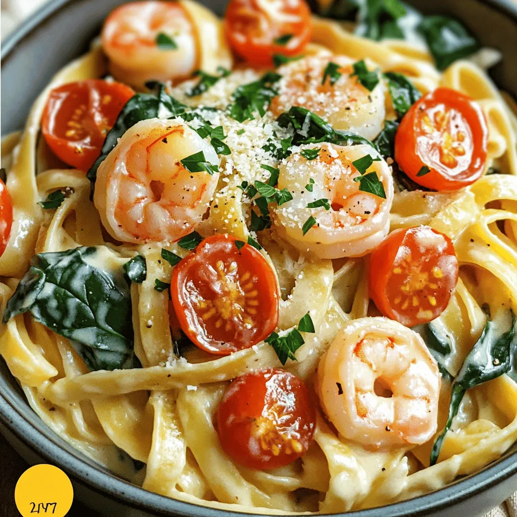 - 1 lb large shrimp, peeled and deveined - 8 oz fettuccine pasta - 2 cups heavy cream - 1 cup chicken broth - 1 tablespoon Cajun seasoning - 1 cup grated Parmesan cheese - 3 tablespoons butter - 3 cloves garlic, minced - 1 cup cherry tomatoes, halved - 1 cup fresh spinach - Salt and pepper to taste - Chopped parsley for garnish To make Creamy Cajun Shrimp Alfredo, you need fresh and tasty ingredients. The shrimp adds a sweet flavor, while the Cajun seasoning gives it a nice kick. The fettuccine pasta makes this dish hearty and filling. Heavy cream and Parmesan cheese make the sauce rich and creamy. - Large pot or Dutch oven - Wooden spoon or spatula - Measuring cups and spoons Using the right tools is key. A large pot or Dutch oven helps cook everything evenly. A wooden spoon or spatula helps you stir without scratching your pot. Measuring cups and spoons ensure you use the right amounts of each ingredient. This keeps your dish balanced and tasty. Start by melting 3 tablespoons of butter in a large pot over medium heat. Once the butter melts, add 3 cloves of minced garlic. Sauté the garlic for about 1 minute. You want it fragrant but not brown. Next, add 1 pound of peeled and deveined shrimp to the pot. Sprinkle 1 tablespoon of Cajun seasoning over the shrimp. Cook the shrimp for 2 to 3 minutes. They will turn pink and opaque. Once cooked, remove the shrimp and set them aside. In the same pot, pour in 2 cups of heavy cream and 1 cup of chicken broth. Stir well to combine. Bring this mixture to a simmer. Next, add 8 ounces of fettuccine pasta into the pot. Make sure the pasta is submerged. Cook the pasta according to the package instructions. It should take about 10 to 12 minutes. Stir occasionally until the pasta is al dente. Once the pasta is cooked, lower the heat. Stir in 1 cup of grated Parmesan cheese until it melts and becomes creamy. Now, add the cooked shrimp back into the pot. Toss in 1 cup of halved cherry tomatoes and 1 cup of fresh spinach. Stir gently to combine everything. Allow the spinach to wilt for a couple of minutes. Season with salt and pepper to taste. Cook for an additional 2 to 3 minutes to heat everything through. Enjoy your creamy Cajun shrimp Alfredo! Timing for perfectly cooked shrimp: Cook shrimp for just 2-3 minutes. They should turn pink and opaque. Remove them right away to keep them tender. How to avoid overcooking shrimp: Overcooked shrimp get tough. Watch them closely as they cook. If they curl tightly, they are done. Additional spices to try: Add a dash of paprika or cayenne for more heat. A pinch of smoked paprika gives a nice depth. Suggestions for creamy consistency: To make the sauce even creamier, add more cheese or a splash of cream. Stir well to blend everything smoothly. Serving suggestions for visual appeal: Serve the Alfredo in deep bowls for a cozy feel. Make sure to keep the sauce visible on top. Garnishing ideas with parsley and Parmesan: Sprinkle chopped parsley on top for a fresh look. Add extra Parmesan for a tasty finish. This small touch makes your dish pop. {{image_2}} You can swap shrimp for chicken or sausage. Chicken adds a nice texture. Just cube it first. Sausage gives a spicy kick. Use smoked or andouille sausage for extra flavor. For a vegetarian option, try chickpeas or tofu. Both work well with Cajun spices. They soak up the creamy sauce nicely. If you're gluten-free, use rice or corn pasta. They cook well and taste great. Other pasta shapes like penne or rotini also work. They hold the sauce nicely and add fun to the dish. Just adjust cooking times based on the pasta you choose. Boost nutrition by adding extra veggies. Bell peppers or zucchini are perfect choices. They add color and crunch. You can also use seasonal produce like asparagus in spring or spinach in winter. Just chop them small. Add them when you mix in the shrimp and tomatoes. They cook quickly and blend well. To keep your creamy Cajun shrimp Alfredo fresh, store it in an airtight container. Place it in the refrigerator within two hours of cooking. This helps prevent bacteria growth. The dish stays good for about three days. When reheating, use a skillet over low heat. This method warms the food gently, keeping the shrimp tender. Add a splash of chicken broth or cream to revive the sauce. Stir often to avoid sticking or burning. For long-term storage, you can freeze the dish. First, let it cool completely. Then, pack the Alfredo in freezer-safe bags or containers. Remove as much air as possible to prevent freezer burn. It can last up to three months in the freezer. When ready to eat, thaw it overnight in the fridge. Reheat it in a skillet over low heat, adding a little chicken broth or cream. This will help regain the creamy texture. Stir often and be patient for the best results. Yes, you can prep this dish in advance. Cook the shrimp and pasta, then store them separately. Keep the sauce in a sealed container. When you are ready to eat, combine everything in a pot and heat until warm. This way, the flavors stay fresh. To change the spice level, adjust the Cajun seasoning. For less heat, use half a tablespoon instead. If you want more spice, add a bit more. You can also use hot sauce for an extra kick. Start small, then taste as you go. If you want a lighter dish, try using half-and-half instead of heavy cream. You can also use coconut cream for a dairy-free option. Another choice is Greek yogurt, but mix it with a bit of broth to keep it smooth. This recipe guide shows you how to create a delicious shrimp fettuccine dish. We covered all the essential ingredients, kitchen tools, and step-by-step instructions. You learned key tips for perfect shrimp and flavor enhancement. Remember, you can customize this meal with different proteins, pasta types, and veggies. Explore the variations to make it your own. Store leftovers safely and reheat correctly for the best taste. I hope this inspires you to cook and enjoy your meals!