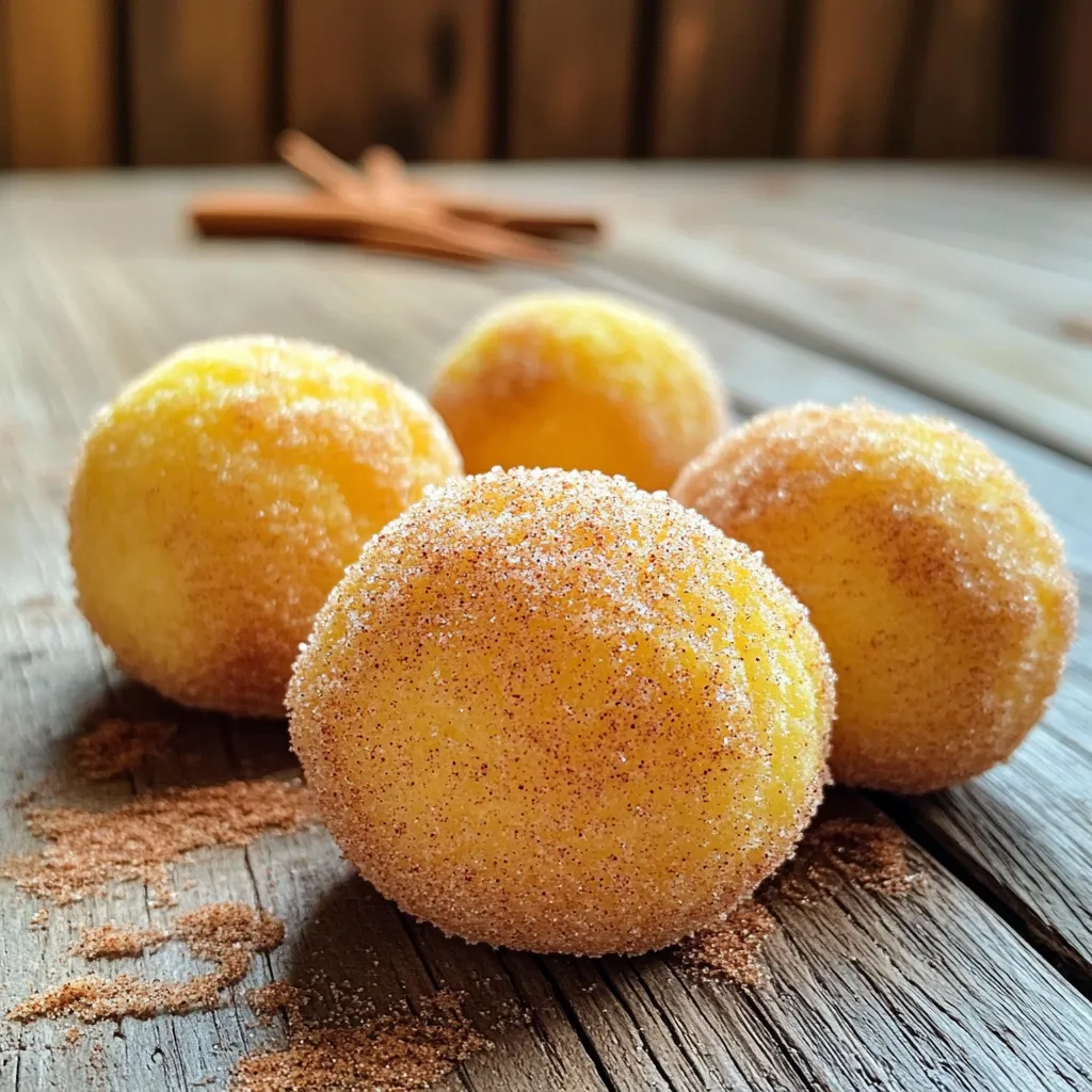- 1 cup all-purpose flour - 1/2 cup granulated sugar - 2 teaspoons baking powder - 1/4 teaspoon salt - 1/4 teaspoon ground nutmeg - 1/4 teaspoon ground cinnamon - 1/2 cup whole milk - 1 large egg - 2 tablespoons unsalted butter, melted - 1/2 cup granulated sugar (for coating) - 1 tablespoon ground cinnamon (for coating) Gathering the right ingredients is key to making great donut holes. I love using all-purpose flour as it gives the best rise and texture. The sugar adds sweetness, while baking powder makes them fluffy. A pinch of salt balances the flavors perfectly. Ground nutmeg and cinnamon bring warmth and spice. You can mix them into the dry ingredients for a rich taste. Whole milk adds moisture and richness. The egg binds everything together, while melted butter makes the donuts soft. For coating, I use a mix of sugar and cinnamon. This adds a sweet and spicy finish to the donut holes. Having all these ingredients ready makes the whole process smooth and fun. Enjoy the joy of making these delightful treats at home! - In a large bowl, add 1 cup of all-purpose flour, 1/2 cup of sugar, 2 teaspoons of baking powder, 1/4 teaspoon of salt, 1/4 teaspoon of ground nutmeg, and 1/4 teaspoon of ground cinnamon. - Whisk these dry ingredients until they blend well. - In a separate bowl, whisk together 1/2 cup of whole milk, 1 large egg, and 2 tablespoons of melted butter until smooth. - Carefully pour the wet mix into the dry mix. - Stir just until combined. Leave a few lumps; don't overmix. - Lightly grease your hands with oil or non-stick spray. - Scoop about a tablespoon of dough and roll it into a ball. - Place the shaped ball on a parchment-lined plate. - Repeat until you shape all the dough into balls. - Preheat your air fryer to 350°F (175°C). - Place the donut holes in the air fryer basket in a single layer. - Make sure they are not crowded. You may need to work in batches. - Air fry for 8 to 10 minutes. Check for golden brown color. - While the donut holes cook, mix 1/2 cup of sugar and 1 tablespoon of cinnamon in a bowl. - Once the holes are cooked, take them out of the air fryer. - Roll each warm donut hole in the cinnamon-sugar mixture. - Make sure they are fully coated. To make the best donut holes, avoid overmixing the dough. Mix until just combined; it’s okay to have some lumps. This keeps the donut holes fluffy. Always check for doneness with a toothpick. Insert it into the center of a donut hole. If it comes out clean, they are ready. Greasing your hands helps shape the dough easily. You can use oil or non-stick spray. Lightly coat your hands to prevent the dough from sticking. For the air fryer basket, you can use cooking spray. This will stop the donut holes from sticking to the basket. These donut holes taste best when served warm. The warmth makes them soft and delightful. Pair them with coffee or tea for a perfect snack. You can also enjoy them with milk for a sweet treat. {{image_2}} You can change the flavor of your donut holes easily. Add chocolate chips for a sweet surprise. Sprinkles also make them fun and colorful. If you want a twist, try adding spices like ginger or cardamom. These spices can give a warm, cozy taste that pairs well with cinnamon. For a simple glaze, mix powdered sugar with a little milk. Drizzle it over your warm donut holes. If you love chocolate, melt some chocolate chips for a rich icing. You can also mix vanilla extract into your glaze for a nice touch. This adds a sweet flavor that makes the donut holes even better. Instead of cinnamon sugar, roll your donut holes in powdered sugar for a lighter taste. Cocoa powder is another fun option. It gives a rich chocolate flavor. For added crunch, mix in chopped nuts like pecans or walnuts. This adds texture and flavor to each bite. To keep your donut holes fresh, place them in an airtight container. This method helps lock in moisture and flavor. You can store them in the fridge for up to three days. If you want to enjoy them later, refrigeration is a great option. To reheat and keep them soft, use your air fryer. Set it to 300°F (149°C) and heat for about three to five minutes. This method revives their fluffy texture without drying them out. You can also use a microwave, but they may lose some of their texture. If you want to freeze the donut holes, let them cool completely first. Then, place them in a freezer-safe bag or container. They can last up to three months in the freezer. To thaw, simply leave them in the fridge overnight or warm them in the air fryer for a few minutes. This will help keep their taste fresh and enjoyable. Yes, you can use whole wheat flour. It will change the texture and flavor. Whole wheat makes the donut holes denser. I suggest using half whole wheat and half all-purpose for a lighter result. To make it dairy-free, swap whole milk for a plant-based milk. Almond, oat, or soy milk work well. Use dairy-free butter instead of regular butter. This keeps the flavor rich and tasty. Yes, you can use several egg substitutes. A common choice is 1/4 cup of unsweetened applesauce. Another option is one mashed banana. These will help bind the dough while adding a hint of sweetness. The best way to test for doneness is to use a toothpick. Insert it into the center of a donut hole. If it comes out clean, they are ready. If it has dough on it, cook them a bit longer. You learned how to make easy donut holes at home. From mixing the right ingredients to air frying, each step is simple. Don't forget to coat them in cinnamon sugar for extra flavor. You can also explore fun variations, like adding chocolate chips or spices. Enjoy them warm with your favorite drink. With these tips and recipes, you'll impress friends and family. Baking should be fun and delicious!