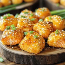 - 1 pound salmon fillet - Honey, soy sauce, minced ginger, and garlic - Sesame oil and cornstarch I love using fresh salmon for this recipe. Salmon is rich in omega-3 fats, making it tasty and healthy. You'll need one pound of salmon fillet. Make sure to remove the skin and cut it into bite-sized cubes. This helps the flavors soak in better. Next, gather your flavorful ingredients: - 3 tablespoons honey - 2 tablespoons soy sauce (or tamari for gluten-free) - 1 tablespoon fresh ginger, minced - 3 cloves garlic, minced - 1 tablespoon sesame oil - 1 tablespoon cornstarch These ingredients create a sweet and savory marinade. The honey adds a nice sweetness. The soy sauce gives it that salty kick. Ginger and garlic bring warmth and depth. Sesame oil adds a nutty flavor, too! - Chopped green onions - Sesame seeds For garnishing, you’ll need chopped green onions and sesame seeds. These add a pop of color and crunch. They make your salmon bites look as good as they taste. - Salt and pepper Don't forget to season with salt and pepper to your taste. These simple seasonings help enhance all the flavors in the dish. Now you have everything ready to create some delicious air fryer honey garlic salmon bites! First, you need to make the marinade. In a medium bowl, whisk together: - 3 tablespoons honey - 2 tablespoons soy sauce - 1 tablespoon fresh ginger, minced - 3 cloves garlic, minced - 1 tablespoon sesame oil Whisk until smooth. Next, add the salmon to the marinade. Use 1 pound of salmon fillet, cut into bite-sized cubes. Gently toss the salmon to coat it well in the marinade. Let the salmon marinate for 15 to 20 minutes. This time helps the flavors soak in. If you can wait a bit longer, it will taste even better. Keep the salmon in the fridge during this time. After marinating, it's time to cook! Preheat your air fryer to 400°F (200°C) for about 3 to 5 minutes. While it heats, lightly spray the air fryer basket with cooking spray. This step helps prevent sticking. Place the salmon bites in a single layer in the basket. Don't overcrowd them; they need space to cook evenly. Cook the salmon bites for 7 to 10 minutes. Shake the basket halfway through to help with even cooking. You want them golden and cooked through. Adjust the time based on the size of the bites and your air fryer. Once done, carefully remove the salmon bites and place them on a serving platter. Enjoy your tasty meal! To get that crispy texture, the cornstarch coating is key. It helps absorb moisture and gives the salmon bites a crunchy finish. Make sure to toss the salmon cubes gently in cornstarch. This step is vital for that delightful crunch. Set your air fryer to 400°F (200°C) for the best results. Preheating for 3-5 minutes helps the salmon cook evenly and quickly. Adjust the sweetness to your taste by adding more or less honey. If you prefer a stronger flavor, add more soy sauce or ginger. The marinade time is also important. For salmon fillets, 15-20 minutes is perfect to soak up flavors. Use less time for thinner cuts. These honey garlic salmon bites pair well with rice or a fresh salad. You can serve them over quinoa for a healthy twist. For a fun touch, try adding a dipping sauce like sweet chili or soy sauce. Enjoy them warm and garnished with green onions and sesame seeds for a beautiful plate! {{image_2}} You can easily make this dish gluten-free. Just swap out soy sauce for tamari. Tamari is a great choice. It has a similar taste but lacks gluten. This small change keeps the recipe safe for those with gluten allergies. Want to boost the flavor? You can add citrus zest, like lemon or lime, to the marinade. This adds a bright, fresh taste. You might also try spices like paprika or cayenne for heat. Fresh herbs such as cilantro or basil can bring a new twist to the dish. Experimenting with flavors makes cooking fun! If you don’t have an air fryer, you can bake these salmon bites. Preheat your oven to 400°F (200°C). Place the salmon bites on a lined baking sheet. Bake for 12-15 minutes, flipping halfway through. This method still gives you tasty salmon bites, just with a slightly different texture. Store your leftover salmon bites in an airtight container. Refrigerate them right away. They stay fresh for up to three days. If you want to keep them longer, freezing is a good option. To reheat, use your air fryer again. Set it to 350°F (175°C) and cook for about 5 minutes. This helps keep the salmon bites crispy. You can also use a microwave. Just heat them gently to avoid sogginess. To freeze, place the salmon bites in a single layer on a baking sheet. Freeze them for about an hour. Once frozen, move them to a freezer-safe bag. They can stay in the freezer for up to three months. When ready to eat, thaw them in the fridge overnight before reheating. You should air fry salmon bites for 7-10 minutes. The time may change based on the size of your pieces. For smaller cubes, lean toward 7 minutes. For larger bites, go closer to 10 minutes. Always check for a nice golden color and ensure they are cooked through. You can use skin-on salmon, but it needs some care. Remove the skin before cutting the fish into bites. Skin can make cooking uneven and chewy. Skinless salmon cooks better in the air fryer, giving you a tender bite. These salmon bites pair well with many sides. Try a fresh salad, like mixed greens with a light vinaigrette. You can also serve them with rice or quinoa for a hearty meal. Roasted veggies make a great side too! This article covered all the steps to make delicious honey garlic salmon bites. We explored the main ingredients, preparation methods, and cooking tips. You learned how to marinate, air fry, and serve your dish. I shared storage advice to keep leftovers fresh, plus gluten-free and alternative cooking options. In the end, these tasty bites can impress anyone. Don't hesitate to adjust flavors to fit your taste. Enjoy your cooking adventure with salmon!