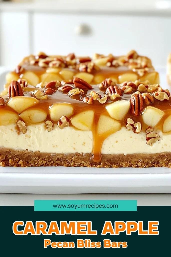 Indulge in the deliciousness of Caramel Apple Pecan Cheesecake Bars! This easy recipe combines a buttery graham cracker crust, creamy cheesecake, tart apples, and crunchy pecans all drizzled with luscious caramel. Perfect for dessert lovers, these bars will impress at any gathering. Ready to elevate your baking game? Click through to explore the full recipe and enjoy every bite! #CheesecakeBars #AppleDesserts #FallRecipes #BakingInspiration