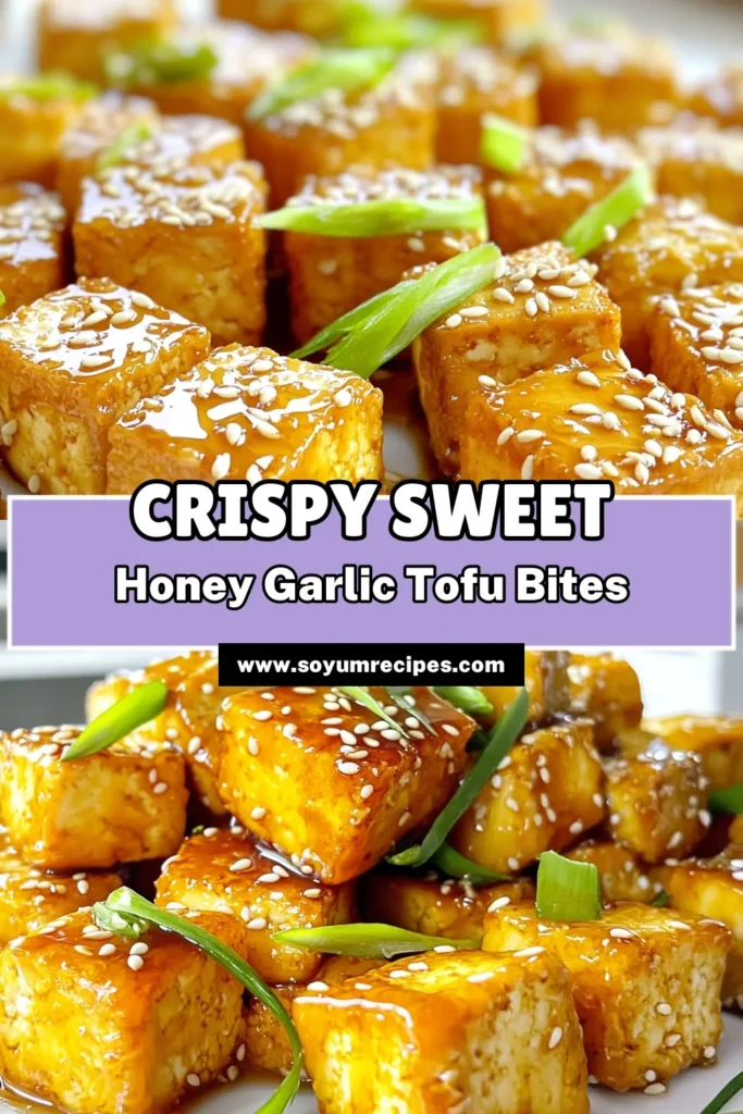 Craving a delicious and easy plant-based dish? Try these Honey Garlic Tofu Bites! Bursting with flavor, they're perfect as a snack or appetizer. With simple ingredients like tofu, honey (or agave for vegan), garlic, and soy sauce, you’ll love how easy they are to whip up in an air fryer. Click through for the full recipe and impress your friends and family with this tasty treat! #HoneyGarlicTofu #PlantBasedRecipes #AirFryerRecipes #HealthySnacks
