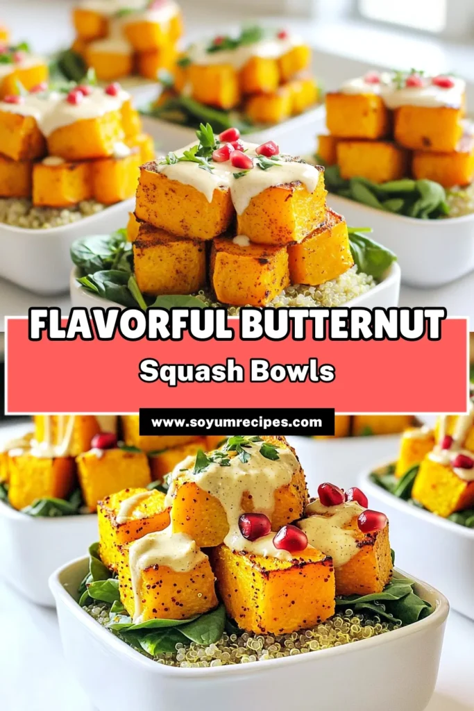Elevate your meal prep with these delightful Butternut Squash Quinoa Bowls! Packed with nutritious ingredients, this simple recipe combines roasted butternut squash, fluffy quinoa, and a creamy tahini dressing for a satisfying dish. Perfect for lunch or dinner, it's colorful and bursting with flavor. Ready to create your own? Click through for the full recipe and enjoy a healthy, tasty meal! #ButternutSquash #HealthyEating #QuinoaBowls #MealPrep