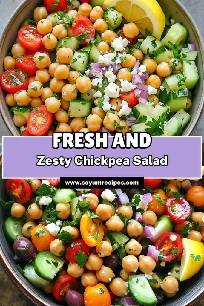 Refresh your meals with this vibrant Mediterranean Chickpea Salad! Packed with chickpeas, fresh veggies, tangy feta, and a zesty dressing, it’s the perfect healthy dish to enjoy any time. Ideal for meal prep or a quick lunch, this recipe takes just 15 minutes to make! Dive into deliciousness and click through to explore all the tasty details. Your taste buds will thank you! #MediterraneanSalad #HealthyEating #ChickpeaRecipes #QuickMeals