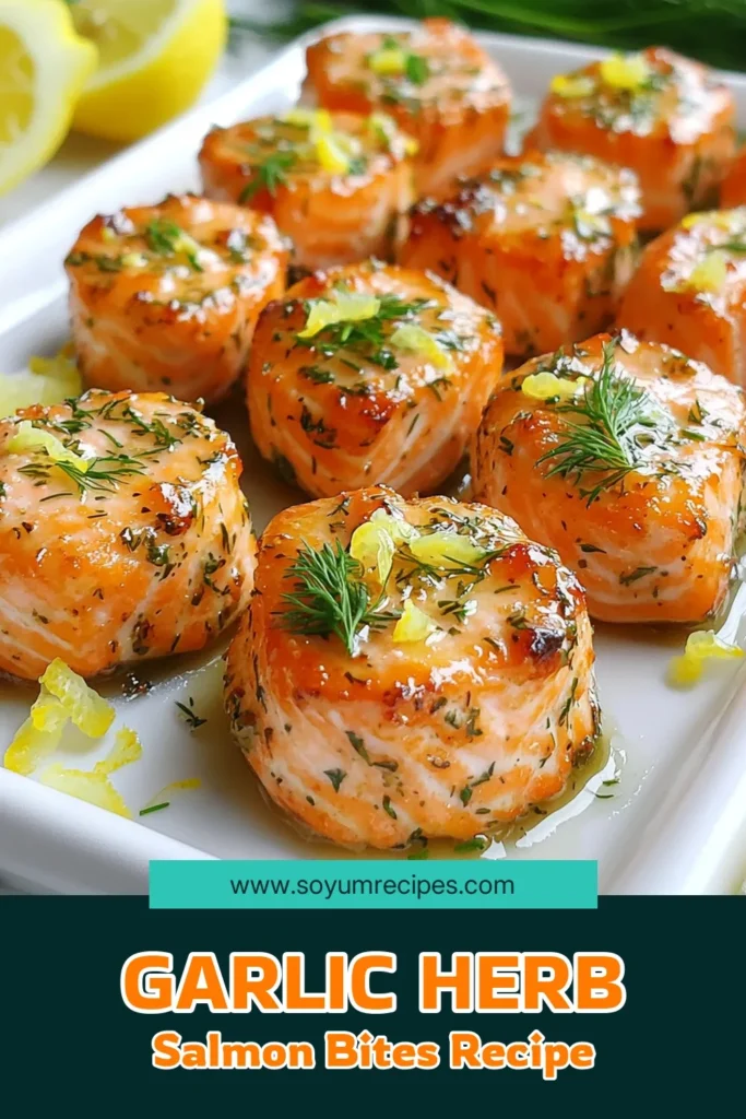 Whip up delicious Garlic Herb Salmon Bites in just 25 minutes! This easy recipe combines fresh garlic, parsley, and dill with tender salmon for a flavorful dish that's perfect for any occasion. Air-fried to golden perfection, these bites are savory, healthy, and sure to impress. Dive into the full recipe, and bring a taste of the sea to your table today! Click to explore the flavors! #GarlicHerbSalmon #HealthyEating #QuickRecipes #SeafoodLovers