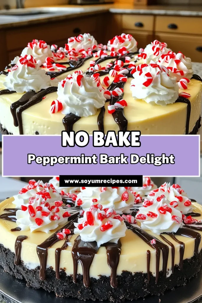 Indulge in the festive flavors of this No-Bake Peppermint Bark Oreo Cheesecake that's perfect for holiday gatherings! With a creamy filling, rich chocolate drizzles, and a crunchy Oreo crust, this delightful dessert is a must-try. Easy to whip up and beautifully decorated, it's sure to impress your guests. Click through to explore the full recipe and make this holiday season even sweeter!