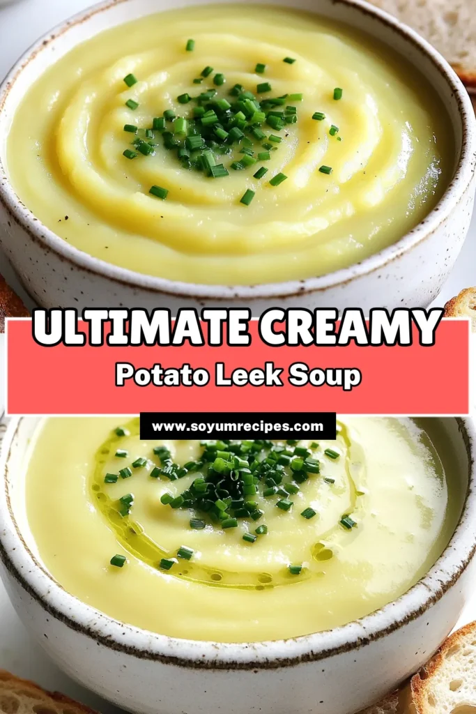 Warm up with a bowl of Cozy Creamy Potato Leek Soup that’s perfect for chilly days! This comforting recipe combines tender potatoes, fragrant leeks, and a splash of creamy goodness for a deliciously satisfying meal. With easy instructions and minimal prep, you’ll love how simple it is to enjoy this hearty dish. Discover the full recipe now and elevate your dinner game! #PotatoLeekSoup #CozyMeals #DeliciousRecipes #ComfortFood