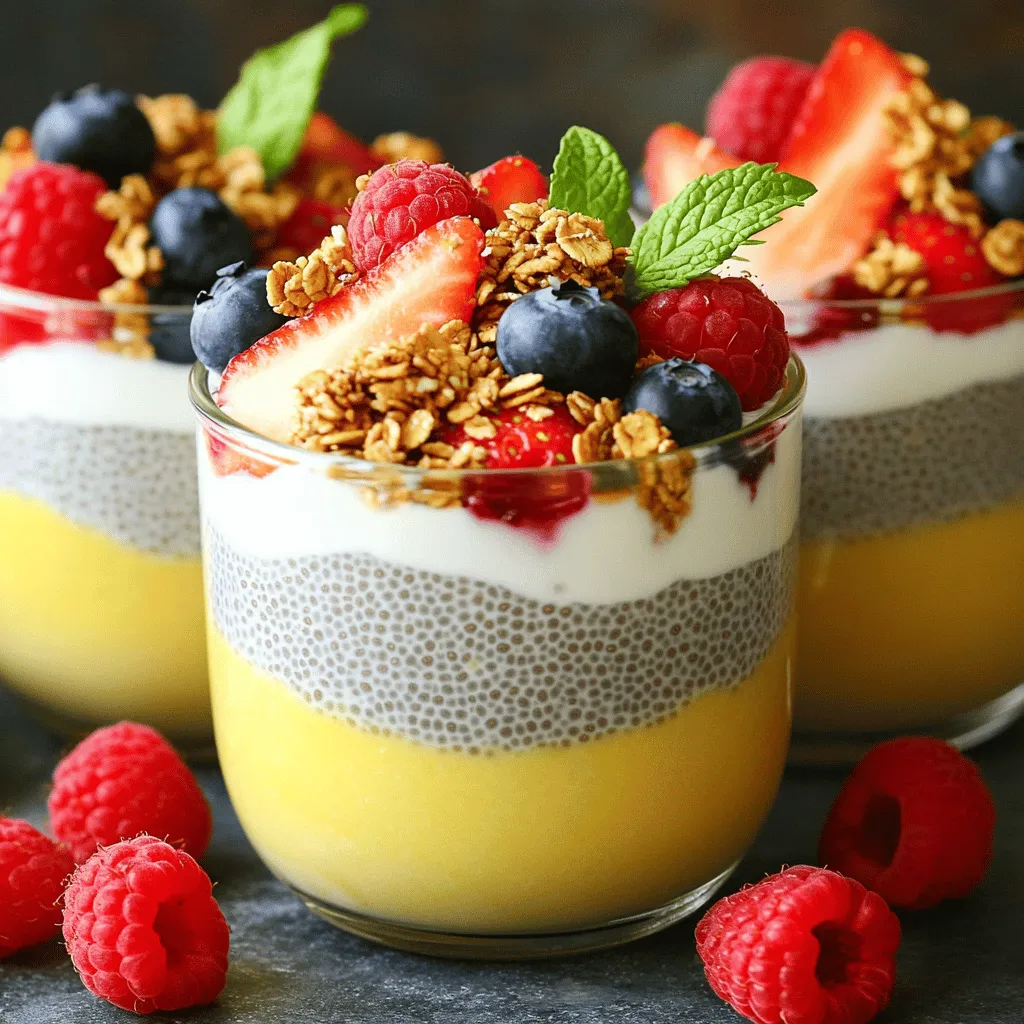 Chia seeds are the star of this recipe. They absorb liquid and swell up, creating a thick, creamy texture. For this recipe, we use 1/2 cup of chia seeds. These tiny seeds pack a big nutritional punch. They are full of fiber, protein, and healthy fats. They also help keep you full longer. The liquid base is key to the pudding. I use 2 cups of almond milk, but you can choose any milk you like. Dairy milk, coconut milk, or oat milk work great too. Each type of milk adds its own flavor. Feel free to mix it up based on what you have at home. To sweeten the pudding, I add 1/4 cup of maple syrup. Honey is a good option too. You can adjust the sweetness based on your taste. For flavor, I use 1 teaspoon of pure vanilla extract. This gives the pudding its lovely vanilla taste. You can also add a pinch of salt (1/4 teaspoon) to enhance all the flavors. Toppings make this pudding even better. Fresh berries are my favorite choice. You can use strawberries, blueberries, or raspberries. They add color and freshness. For crunch, add granola or nuts. This gives a nice texture. You can even drizzle a little extra maple syrup on top if you like it sweeter. Serve in clear cups to show off those beautiful layers! Start by grabbing a medium bowl. Pour in 2 cups of almond milk. You can use any milk you like. Next, add 1/4 cup of maple syrup for sweetness. If you prefer honey, that works too. Then, add 1 teaspoon of pure vanilla extract. This gives the pudding its lovely flavor. Finally, sprinkle in 1/4 teaspoon of salt. Whisk everything together until it’s well mixed. Now, it’s time for the chia seeds. Gradually add 1/2 cup of chia seeds into the bowl. Whisk continuously as you add them. This step prevents clumping, which can make your pudding lumpy. Once the seeds are in, let the mixture sit for 5 minutes. This allows the seeds to absorb some liquid. After 5 minutes, whisk it again to ensure the chia seeds are evenly spread. Cover the bowl with plastic wrap. Place it in the refrigerator for at least 4 hours. You can also leave it overnight for a thicker pudding. After the chilling time, take it out and stir it well. This helps make the pudding creamy and smooth. If it’s too thick, you can add a splash of milk to loosen it up. Spoon the chia pudding into individual cups. I love using glass jars for a pretty look. Top each cup with fresh berries like strawberries, blueberries, or raspberries. This adds color and freshness. For extra crunch, sprinkle some granola or nuts on top. If you want more sweetness, drizzle a little maple syrup on your pudding. Enjoy your delicious and healthy snack! To get a smooth texture, mix well from the start. After you whisk the almond milk, syrup, vanilla, and salt, add the chia seeds slowly. This step helps avoid lumps. Let the mix sit for five minutes before whisking again. This gives the seeds time to soak up some liquid. After chilling, stir the pudding again for a creamy finish. When serving, use clear cups or jars. This way, you can show off the beautiful layers. Start with a layer of pudding, then add some berries. Repeat the layers until your cups are full. A sprig of mint on top adds a nice touch. It makes the cups look fresh and inviting. Not everyone likes the same level of sweetness. You can adjust the maple syrup or honey to fit your taste. If you want it sweeter, add a little more syrup. If you prefer less sweetness, cut back a bit. Tasting the mix before chilling helps find the perfect balance. You don’t need fancy tools for this recipe. A medium bowl and a whisk are all you need. A measuring cup helps with the liquids, and a spoon is great for serving. If you want, use jars to serve the pudding. They make for easy storage too. {{image_2}} You can easily change the taste of vanilla chia pudding. Adding matcha or cocoa gives it a fun twist. For matcha, stir in one to two teaspoons with the milk. It adds a green color and a nice earthy flavor. For cocoa, mix in one to two tablespoons. This will make it chocolatey and rich. Both options are simple and add unique flavors to your snack. If you want a dairy-free option, almond milk works well. But you can also use oat milk or coconut milk. These choices keep the pudding creamy without dairy. If you need a nut-free version, stick to coconut milk or soy milk. Both keep the pudding smooth and tasty while being safe for those with nut allergies. Toppings make chia pudding even better. Fresh berries like strawberries and blueberries are great choices. You can also use raspberries or blackberries. For a tropical twist, add diced mango or pineapple. In the fall, try sliced apples or pears with a sprinkle of cinnamon. Seasonal fruits add color and flavor, making your pudding look lovely and taste fresh. Store your vanilla chia pudding in the fridge. This keeps it fresh and tasty. Use an airtight container to avoid any odors. Make sure to separate layers if you add toppings. Keep the toppings in their own container until you're ready to eat. This helps maintain their crunch. Chia pudding lasts about 4 to 5 days in the fridge. If you want to enjoy it later, don’t freeze it. Freezing changes the texture. Simply eat it cold. If it seems too thick, stir in a little almond milk to loosen it up. You can also add fresh toppings when you serve. Pick containers that are glass or BPA-free plastic. Glass jars work well. They show off the pretty layers. Plus, glass keeps flavors better. If you plan to take pudding on the go, use a leak-proof container. This keeps your bag clean and your snack safe. The best milk for chia pudding is almond milk. It has a light taste. You can also use coconut milk for more creaminess. Other options include oat milk or soy milk. Choose what you like best. Each milk gives a unique flavor. Yes, you can use different sweeteners. Maple syrup is my favorite. Honey works well too. You can try agave syrup or stevia. Adjust the amount based on your taste. Just remember, some sweeteners are stronger than others. Chia pudding lasts about 5 days in the fridge. Store it in a sealed container. Keep it fresh and tasty. If you notice any change in smell or texture, throw it away. Always check before eating. Chia pudding is great for meal prep! It’s easy to make and store. You can prepare it in advance for busy days. Just divide it into cups and chill. It’s a healthy snack ready to grab. In this article, we explored making chia pudding. We covered ingredients like chia seeds, liquid bases, sweeteners, and toppings. Next, we highlighted easy step-by-step instructions for preparation and ways to ensure a creamy texture. I also shared variations and storage tips to keep your pudding fresh. Chia pudding is fun and versatile. You can customize it to match your taste. Enjoy creating your unique version at home!
