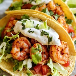 To make Minute Creamy Cajun Shrimp Tacos, you need these main items: - 1 lb shrimp, peeled and deveined - 1 tablespoon Cajun seasoning - 2 tablespoons olive oil - 1/2 cup sour cream - 2 tablespoons mayonnaise - 1 tablespoon lime juice - 1 teaspoon garlic powder - Salt and pepper to taste - 8 small corn or flour tortillas You can add more flavor and texture with these optional items: - Diced avocado for creaminess - Shredded cheese for a cheesy twist - Sliced jalapeños for extra heat - Corn for a sweet crunch Garnishes make your tacos pop. Try these: - 1 cup shredded lettuce - 1/2 cup diced tomatoes - 1/4 cup sliced green onions - Fresh cilantro for a fresh touch These ingredients and add-ins boost flavor and make your tacos fun to eat! Enjoy mixing and matching to find your favorites! Start by tossing 1 pound of peeled shrimp in Cajun seasoning. Make sure each piece gets a good coat. This step packs the shrimp with flavor. Next, heat 2 tablespoons of olive oil in a large skillet over medium-high heat. Once the oil is hot, add the shrimp. Cook for about 2-3 minutes on each side. The shrimp should turn pink and opaque. When done, remove the shrimp from the heat and set them aside. In a separate bowl, combine 1/2 cup of sour cream and 2 tablespoons of mayonnaise. Add 1 tablespoon of lime juice and 1 teaspoon of garlic powder. Sprinkle in some salt and pepper to taste. Whisk everything together until the sauce is smooth. This creamy sauce adds richness and balances the spice from the shrimp. Warm 8 small corn or flour tortillas on a skillet or in the microwave. This makes them soft and easy to fold. Place a scoop of the cooked shrimp onto each tortilla. Drizzle the creamy sauce over the shrimp. Top with a handful of shredded lettuce, some diced tomatoes, and sliced green onions. Finish by garnishing with fresh cilantro. Now, your tacos are ready to enjoy! When you buy shrimp, look for bright shells. Fresh shrimp should smell like the ocean, not fishy. Check for firm texture and no black spots. If you can, buy shrimp that is wild-caught. This often means better flavor and quality. I prefer pan-searing shrimp for this recipe. It cooks quickly and gives a nice crust. You can also grill shrimp for a smoky taste. Boiling is fine but may be less tasty. Always cook shrimp until they are pink and opaque. This means they are done! To boost flavor, add garlic or lime juice when cooking shrimp. A squeeze of lime on the tacos makes them bright and fresh. You can also sprinkle some extra Cajun seasoning for more heat. Fresh herbs like cilantro add a nice touch, too! {{image_2}} You can swap shrimp for other proteins. Chicken works well and cooks fast. Just cut chicken into small pieces. Season it with Cajun spice like you do with shrimp. Cook until it’s no longer pink. Fish is another great option. Use firm fish like tilapia or cod. They flake nicely and soak up flavor. If you want a veggie taco, try using mushrooms. They have a meaty texture. Simply slice them and sauté with Cajun spices. You can also use tofu. Press it to get rid of water, then cube it. Toss it in the same seasoning mix and cook until golden. Another tasty choice is black beans. They add protein and fiber. Mix them with some corn for extra crunch. Tortillas can change the taco vibe. Corn tortillas are classic and gluten-free. They add a nice corn flavor. Flour tortillas are soft and chewy. They hold more filling, making them great for hearty tacos. Try lettuce wraps for a low-carb option. They are fresh and crisp. You can even use pita bread for a fun twist. Each type brings its own taste and texture. To store your leftover tacos, place them in an airtight container. Cover the tacos tightly. This keeps the shrimp fresh and the tortillas soft. You can keep them in the fridge for up to two days. You can freeze the shrimp and sauce separately. Wrap the shrimp in plastic wrap or a freezer bag. Be sure to remove as much air as possible. The creamy sauce can go in a sealed container. Use within three months for the best taste. Do not freeze the tortillas. They do not hold up well in the freezer. When you are ready to eat, thaw the shrimp and sauce in the fridge overnight. Heat the shrimp in a pan over medium heat. Stir until warm, about five minutes. You can reheat the sauce in the microwave for about 30 seconds. Warm the tortillas on a skillet until soft. Then, assemble your tacos again for a tasty meal. Yes, you can make these tacos ahead of time. Prepare the shrimp and creamy sauce in advance. Store them in separate containers in the fridge. You can warm the tortillas just before serving. This way, you can enjoy fresh, tasty tacos without much fuss. Cajun seasoning has a mild to moderate heat. It adds flavor without overwhelming your taste buds. The spice level can vary by brand. If you are sensitive to spice, use less seasoning at first. You can always add more if you want extra heat. If you need a sour cream substitute, try Greek yogurt. It has a similar texture and tangy flavor. You can also use cream cheese or even avocado for a creamy touch. Each option gives your tacos a unique twist while keeping them rich and delicious. In this blog post, I covered how to make delicious shrimp tacos. We talked about the main ingredients and tasty garnishes. Then, I shared easy steps to prepare the shrimp and sauce. I also gave tips for choosing fresh shrimp and cooking them well. You learned about different protein options and how to store leftovers. These tacos are fun to make and enjoy. Try exploring your own variations for added fun!