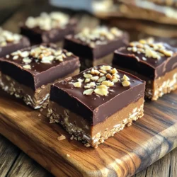 The key to making delicious Chocolate Almond Butter Bars lies in the right ingredients. Each one plays a role in flavor and texture. Here’s what you need: - 1 cup almond butter - 1/2 cup honey or maple syrup - 1/4 cup coconut oil, melted - 1/2 cup cocoa powder - 1 teaspoon vanilla extract - 1/2 teaspoon sea salt - 1 cup rolled oats - 1/2 cup dark chocolate chips - Optional: chopped almonds for topping Let’s break down why these ingredients matter. Almond butter gives the bars creaminess and a nutty taste. Honey or maple syrup adds sweetness and binds everything together. Coconut oil helps with texture and adds a light coconut flavor. Cocoa powder brings rich chocolate notes, making these bars a true treat. The vanilla extract enhances all the flavors, while sea salt balances the sweetness. Rolled oats add chewiness and nutrition, making the bars filling. Dark chocolate chips are the cherry on top, adding extra chocolate goodness. If you want a crunch, sprinkle chopped almonds on the top! This combination creates a rich, decadent treat you will love. 1. In a mixing bowl, combine the almond butter, honey, and melted coconut oil. Stir until smooth. This creates a rich base for our bars. 2. Next, add in the cocoa powder, vanilla extract, and sea salt. Mix well until the mixture is creamy and uniform. This step adds depth and flavor. 3. Now, stir in the rolled oats. Make sure each oat is coated with the chocolate mixture. This gives the bars a nice chewy texture. 4. Finally, fold in the dark chocolate chips. They will melt slightly, adding delightful pockets of chocolate throughout the bars. 1. Line an 8x8 inch baking pan with parchment paper. Leave some overhang for easy removal later. This makes it simple to lift the bars out. 2. Pour the chocolate almond butter mixture into the prepared pan. Press down firmly to create an even layer. This helps the bars hold their shape when cut. 1. Place the pan in the refrigerator for at least 2 hours. This allows the bars to set firmly. You can also leave them overnight for best results. 2. Once set, lift the bars out using the parchment overhang. Cut into squares or rectangles for serving. Each piece is a rich treat to enjoy! To make your bars smooth, mix the wet ingredients well. Start by combining the almond butter, honey (or maple syrup), and melted coconut oil. Stir until everything blends perfectly. This smooth base helps the bars feel creamy. Adjust sweetness to your taste. If you like a sweeter bar, add more honey or maple syrup. Start with a little extra, then taste and mix. You can always add more, but you can't take it out! To evenly distribute toppings, sprinkle chopped almonds on the mixture. Then, gently press them in. This helps keep them from sliding off later. When you pour the mixture into the pan, press down evenly. Use a spatula or your hands to flatten the top. This makes sure every bite has the same great taste. Avoid over-mixing the batter. Too much mixing can make the bars tough. Mix just until the oats and chocolate chips are well combined. Letting the bars set is key. If you skip the chilling time, your bars may fall apart. Refrigerate for at least 2 hours. This helps them hold their shape when you cut them. {{image_2}} You can spice up your chocolate almond butter bars easily. Try using different nut butters, like cashew or peanut butter. Each nut brings a new taste and texture. You may also add dried fruits, like cranberries or raisins. These fruits add natural sweetness and chewiness. Seeds, such as chia or sunflower, can also give a nice crunch. If you're looking for vegan options, swap honey for maple syrup. Maple syrup gives the bars a great taste and keeps them plant-based. For gluten-free needs, use gluten-free oats instead of regular oats. This way, everyone can enjoy these yummy treats without worry. Serve your bars with yogurt or fresh fruit for a tasty snack. The creaminess of yogurt pairs well with the chocolate flavor. You can also drizzle extra melted chocolate on top for a rich touch. This makes each bite even more decadent and fun! To keep your chocolate almond butter bars fresh, store them in an airtight container. They will last up to a week in the refrigerator. Make sure to place a piece of parchment paper between layers if you stack them. This helps prevent sticking. Keep them in a cool, dark spot. Avoid direct sunlight or heat, as this can change the texture. Freezing is a great option if you want to keep these bars longer. Wrap each bar in plastic wrap or foil before placing them in a freezer-safe container. They can last for up to three months in the freezer. When you want to eat one, take it out and let it thaw in the refrigerator for a few hours. You can also leave it out at room temperature for about 30 minutes. It’s easy to tell if your bars have gone bad. Look for any mold or off smells. If they feel sticky or have an unusual texture, it’s best to throw them away. Always trust your senses when it comes to food safety. Enjoy your treats while they are fresh! These chocolate almond butter bars last about a week in an airtight container. Store them in the fridge to keep them fresh. You can also freeze them for longer storage. They can last up to three months in the freezer. Just remember to wrap them well! Yes, you can use different sweeteners. Honey and maple syrup work well, but you can try agave or brown rice syrup. Just keep the amount the same. Each sweetener may change the taste a bit, but they will all be tasty! Absolutely! These bars are great for kids. They are packed with healthy ingredients and taste like a treat. They have a rich chocolate flavor that kids love. Plus, they are easy to make together, making it a fun kitchen activity! If you need a substitute for almond butter, you can use peanut butter or sunflower seed butter. Each will give a different flavor, but they work well. Just make sure the substitute is smooth for the best texture. Yes, you can make these bars nut-free! Use sunflower seed butter instead of almond butter. Make sure to check other ingredients too, like chocolate chips. Look for nut-free options to keep it safe for everyone. You now know how to make chocolate almond butter bars from scratch. We covered the ingredients, preparation steps, and essential tips for the best results. You learned about variations to fit different diets and preferences. Storing your bars properly ensures they stay fresh longer. Remember, making these treats is fun and easy. Enjoy experimenting, and share your creations! Happy snacking!