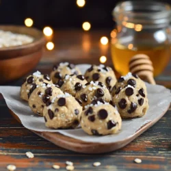To make No-Bake Cookie Dough Protein Bites, you need these key items: - 1 cup almond flour - 1/2 cup rolled oats - 1/3 cup natural peanut butter or almond butter - 1/4 cup honey or maple syrup - 1/4 cup protein powder (vanilla or chocolate flavor) - 1/4 teaspoon salt - 1/2 teaspoon vanilla extract - 1/3 cup mini chocolate chips (dark or dairy-free) - Optional: 1/4 cup chopped nuts (walnuts or pecans) These ingredients work together to create a tasty and healthy treat. If you don’t have almond flour, use oat flour instead. It gives a nice texture. For nut butter, sunflower seed butter is a great option. It’s nut-free! Honey can be swapped with agave syrup for a vegan choice. You can also use any protein powder you prefer. Just ensure it has a good taste. If you dislike chocolate chips, try dried fruit or seeds for a fun twist. - Almond flour is rich in healthy fats and protein. It’s low in carbs, too. - Rolled oats provide fiber, which helps keep you full. - Nut butter adds healthy fats and protein, giving energy. - Honey or maple syrup offers natural sweetness along with some vitamins. - Protein powder boosts your protein intake, which is great for recovery. - Mini chocolate chips add joy and a bit of sweetness without overdoing it. - Chopped nuts bring in extra protein and good fats if you use them. These ingredients not only taste good but also support your body. Making these No-Bake Cookie Dough Protein Bites is quick and easy. You only need 10 minutes to prep everything. You will mix dry and wet ingredients separately. Then, combine them and form the bites. Finally, chill them to set. 1. Mix Dry Ingredients: In a large bowl, combine 1 cup almond flour, 1/2 cup rolled oats, 1/4 cup protein powder, and 1/4 teaspoon salt. Stir until everything is well mixed. 2. Mix Wet Ingredients: In another bowl, blend 1/3 cup peanut butter, 1/4 cup honey (or maple syrup), and 1/2 teaspoon vanilla extract. Stir until you have a smooth mix. 3. Combine Ingredients: Pour the wet mix into the dry mix. Stir well until a dough forms. It might take some strength, so keep mixing! 4. Add Extras: Fold in 1/3 cup mini chocolate chips and nuts, if you like. Make sure they are evenly spread in the dough. 5. Shape the Bites: Scoop out about 1 tablespoon of dough and roll it into a ball. Place each ball on a baking sheet lined with parchment paper. 6. Chill: Put the baking sheet in the fridge for at least 30 minutes. This will help the bites firm up. - Use Fresh Ingredients: Make sure your nuts and nut butter are fresh. This will enhance the taste. - Mix Well: Ensure your dough is well mixed. This helps each bite taste great. - Chill Longer: If you prefer firmer bites, chill them for an hour or more. - Get Creative: Feel free to add your favorite mix-ins for more flavor. One common mistake is not mixing the dry ingredients well. If you skip this step, your bites may not taste even. Another mistake is not letting the bites chill long enough. They need time to firm up. If you forget the salt, you might miss that essential flavor boost. Lastly, be careful not to make the bites too big. Each bite should be about one tablespoon for best results. To boost flavor, try adding a dash of cinnamon. It elevates the sweetness without extra sugar. You can also swap regular chocolate chips for dark or dairy-free ones. This adds richness. If you like crunch, mix in some chopped nuts. Walnuts or pecans bring a nice texture. For a sweet twist, consider using maple syrup instead of honey. It adds a unique taste. Serve the protein bites on a pretty platter for a fun touch. You can line the platter with parchment paper for a clean look. Sprinkle a bit of sea salt on top for extra flavor. Pair your bites with fresh fruit like banana slices or apple wedges. This adds freshness and a pop of color. You can even offer a bowl of extra chocolate chips for a sweet dip! {{image_2}} You can swap ingredients to make these protein bites even healthier. Use coconut flour instead of almond flour for a different flavor. This swap gives your bites a tropical twist. If you want a nut-free option, try sunflower seed butter. It works great and tastes amazing too! You can change the flavor of your protein bites easily. For a caramel flavor, add a teaspoon of caramel extract. This will make each bite taste rich and sweet. If you love mint, a few drops of mint extract will give a refreshing touch. You can even mix in different types of chocolate chips. Dark chocolate, white chocolate, or butterscotch chips can add fun flavors! Superfoods can boost the nutrition of your bites. Try adding chia seeds or flaxseeds for extra fiber. You can also mix in protein-packed hemp seeds. For a fruity touch, add dried fruit like cranberries or apricots. These additions will make your bites not only tasty but also full of good nutrients. After making your no-bake cookie dough protein bites, store them in an airtight container. This keeps them fresh and tasty. You can place a piece of parchment paper in between layers for extra care. Make sure to keep them in the fridge. The cold helps maintain their shape and flavor. If you want to save some bites for later, freezing is a great option. Place the protein bites in a single layer on a baking sheet. Freeze them for about one hour. Once they are firm, transfer them to a freezer-safe bag or container. This method helps to prevent them from sticking together. You can keep them frozen for up to three months. In the fridge, these protein bites last for about one week. If you follow the freezing instructions, they can last much longer. Just remember to label your container with the date. This way, you’ll know when to enjoy them at their best! Yes, you can use any nut butter you like. Almond butter works well. Cashew butter adds a nice taste too. For a fun twist, try sunflower seed butter. It gives a slightly different flavor but tastes great! To make these bites vegan, swap honey for maple syrup. Use almond or sunflower seed butter instead of peanut butter. Make sure your protein powder is also vegan. Many brands offer great options that fit this diet. Yes, these cookie dough bites are gluten-free. The main ingredients, almond flour and rolled oats, do not contain gluten. Just check your oats to ensure they are certified gluten-free. This is important for those with gluten sensitivity. If you don’t have protein powder, you can use more almond flour. This will change the texture slightly, but it will still taste good. Another option is to use ground flaxseed or chia seeds. They add fiber and nutrients while keeping it healthy. This blog post covered essential ingredients, tips, and methods for making protein bites. You now know how to select ingredients, substitute when needed, and enhance flavors. I shared common mistakes to help you avoid pitfalls. Also, I provided storage tips for longer shelf life. With different variations and answers to your questions, you're set to create tasty protein bites. Enjoy experimenting and finding your perfect mix!