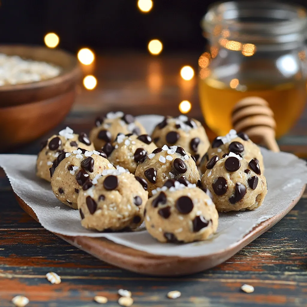 To make No-Bake Cookie Dough Protein Bites, you need these key items: - 1 cup almond flour - 1/2 cup rolled oats - 1/3 cup natural peanut butter or almond butter - 1/4 cup honey or maple syrup - 1/4 cup protein powder (vanilla or chocolate flavor) - 1/4 teaspoon salt - 1/2 teaspoon vanilla extract - 1/3 cup mini chocolate chips (dark or dairy-free) - Optional: 1/4 cup chopped nuts (walnuts or pecans) These ingredients work together to create a tasty and healthy treat. If you don’t have almond flour, use oat flour instead. It gives a nice texture. For nut butter, sunflower seed butter is a great option. It’s nut-free! Honey can be swapped with agave syrup for a vegan choice. You can also use any protein powder you prefer. Just ensure it has a good taste. If you dislike chocolate chips, try dried fruit or seeds for a fun twist. - Almond flour is rich in healthy fats and protein. It’s low in carbs, too. - Rolled oats provide fiber, which helps keep you full. - Nut butter adds healthy fats and protein, giving energy. - Honey or maple syrup offers natural sweetness along with some vitamins. - Protein powder boosts your protein intake, which is great for recovery. - Mini chocolate chips add joy and a bit of sweetness without overdoing it. - Chopped nuts bring in extra protein and good fats if you use them. These ingredients not only taste good but also support your body. Making these No-Bake Cookie Dough Protein Bites is quick and easy. You only need 10 minutes to prep everything. You will mix dry and wet ingredients separately. Then, combine them and form the bites. Finally, chill them to set. 1. Mix Dry Ingredients: In a large bowl, combine 1 cup almond flour, 1/2 cup rolled oats, 1/4 cup protein powder, and 1/4 teaspoon salt. Stir until everything is well mixed. 2. Mix Wet Ingredients: In another bowl, blend 1/3 cup peanut butter, 1/4 cup honey (or maple syrup), and 1/2 teaspoon vanilla extract. Stir until you have a smooth mix. 3. Combine Ingredients: Pour the wet mix into the dry mix. Stir well until a dough forms. It might take some strength, so keep mixing! 4. Add Extras: Fold in 1/3 cup mini chocolate chips and nuts, if you like. Make sure they are evenly spread in the dough. 5. Shape the Bites: Scoop out about 1 tablespoon of dough and roll it into a ball. Place each ball on a baking sheet lined with parchment paper. 6. Chill: Put the baking sheet in the fridge for at least 30 minutes. This will help the bites firm up. - Use Fresh Ingredients: Make sure your nuts and nut butter are fresh. This will enhance the taste. - Mix Well: Ensure your dough is well mixed. This helps each bite taste great. - Chill Longer: If you prefer firmer bites, chill them for an hour or more. - Get Creative: Feel free to add your favorite mix-ins for more flavor. One common mistake is not mixing the dry ingredients well. If you skip this step, your bites may not taste even. Another mistake is not letting the bites chill long enough. They need time to firm up. If you forget the salt, you might miss that essential flavor boost. Lastly, be careful not to make the bites too big. Each bite should be about one tablespoon for best results. To boost flavor, try adding a dash of cinnamon. It elevates the sweetness without extra sugar. You can also swap regular chocolate chips for dark or dairy-free ones. This adds richness. If you like crunch, mix in some chopped nuts. Walnuts or pecans bring a nice texture. For a sweet twist, consider using maple syrup instead of honey. It adds a unique taste. Serve the protein bites on a pretty platter for a fun touch. You can line the platter with parchment paper for a clean look. Sprinkle a bit of sea salt on top for extra flavor. Pair your bites with fresh fruit like banana slices or apple wedges. This adds freshness and a pop of color. You can even offer a bowl of extra chocolate chips for a sweet dip! {{image_2}} You can swap ingredients to make these protein bites even healthier. Use coconut flour instead of almond flour for a different flavor. This swap gives your bites a tropical twist. If you want a nut-free option, try sunflower seed butter. It works great and tastes amazing too! You can change the flavor of your protein bites easily. For a caramel flavor, add a teaspoon of caramel extract. This will make each bite taste rich and sweet. If you love mint, a few drops of mint extract will give a refreshing touch. You can even mix in different types of chocolate chips. Dark chocolate, white chocolate, or butterscotch chips can add fun flavors! Superfoods can boost the nutrition of your bites. Try adding chia seeds or flaxseeds for extra fiber. You can also mix in protein-packed hemp seeds. For a fruity touch, add dried fruit like cranberries or apricots. These additions will make your bites not only tasty but also full of good nutrients. After making your no-bake cookie dough protein bites, store them in an airtight container. This keeps them fresh and tasty. You can place a piece of parchment paper in between layers for extra care. Make sure to keep them in the fridge. The cold helps maintain their shape and flavor. If you want to save some bites for later, freezing is a great option. Place the protein bites in a single layer on a baking sheet. Freeze them for about one hour. Once they are firm, transfer them to a freezer-safe bag or container. This method helps to prevent them from sticking together. You can keep them frozen for up to three months. In the fridge, these protein bites last for about one week. If you follow the freezing instructions, they can last much longer. Just remember to label your container with the date. This way, you’ll know when to enjoy them at their best! Yes, you can use any nut butter you like. Almond butter works well. Cashew butter adds a nice taste too. For a fun twist, try sunflower seed butter. It gives a slightly different flavor but tastes great! To make these bites vegan, swap honey for maple syrup. Use almond or sunflower seed butter instead of peanut butter. Make sure your protein powder is also vegan. Many brands offer great options that fit this diet. Yes, these cookie dough bites are gluten-free. The main ingredients, almond flour and rolled oats, do not contain gluten. Just check your oats to ensure they are certified gluten-free. This is important for those with gluten sensitivity. If you don’t have protein powder, you can use more almond flour. This will change the texture slightly, but it will still taste good. Another option is to use ground flaxseed or chia seeds. They add fiber and nutrients while keeping it healthy. This blog post covered essential ingredients, tips, and methods for making protein bites. You now know how to select ingredients, substitute when needed, and enhance flavors. I shared common mistakes to help you avoid pitfalls. Also, I provided storage tips for longer shelf life. With different variations and answers to your questions, you're set to create tasty protein bites. Enjoy experimenting and finding your perfect mix!