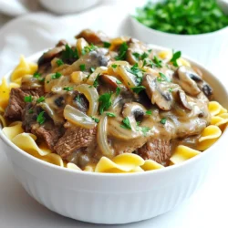 - 2 lbs beef chuck, cut into thin strips - 1 medium onion, chopped - 3 cloves garlic, minced - 8 oz mushrooms, sliced - 4 cups beef broth The main ingredients create a rich base for our beef stroganoff. Beef chuck offers a nice, tender bite after slow cooking. The onion and garlic give depth and warmth, while mushrooms add a savory touch. Beef broth ties it all together, ensuring a moist and flavorful dish. - 1 cup sour cream - 3 tablespoons Worcestershire sauce - 2 tablespoons Dijon mustard - 2 tablespoons all-purpose flour These sauce components create the creamy texture that defines stroganoff. Sour cream adds a tangy flavor. Worcestershire sauce gives it a savory kick. Dijon mustard enhances the taste, while flour thickens the sauce, making it perfect for coating the beef. - 1 tablespoon olive oil - Salt and pepper to taste - Egg noodles or rice (for serving) - Fresh parsley, chopped (for garnish) Seasoning is key to bringing out flavors. Use olive oil for browning the beef. Salt and pepper should be added to taste. Serve your beef stroganoff over egg noodles or rice for a complete meal. Fresh parsley adds color and a hint of freshness when you garnish your dish. Start with 2 lbs of beef chuck. Cut it into thin strips. Heat 1 tablespoon of olive oil in a large skillet over medium-high heat. Season the beef with salt and pepper. Brown the beef in batches for 2-3 minutes on each side. This step adds great flavor. Once browned, transfer the beef to your slow cooker. In the same skillet, add the chopped onion, minced garlic, and sliced mushrooms. Cook these for about 5 minutes. You want the onions to turn translucent and the mushrooms to soften. This mix brings out deep flavors in your dish. Sprinkle 2 tablespoons of all-purpose flour over the sautéed mixture. Stir for one minute. This helps cook the flour slightly. Next, add 4 cups of beef broth, 3 tablespoons of Worcestershire sauce, and 2 tablespoons of Dijon mustard. Stir well and bring it to a simmer for 2-3 minutes. Pour this sauce over the beef in the slow cooker. Mix everything together until it is well combined. Cover the slow cooker. Cook on low for 6-8 hours or on high for 3-4 hours. Check for tenderness; the beef should be soft and easy to pull apart. About 30 minutes before serving, stir in 1 cup of sour cream. This will make your sauce creamy and rich. Serve the beef stroganoff over egg noodles or rice, and add fresh parsley on top for a pop of color. To get tender beef in your stroganoff, start with good cuts. I recommend beef chuck. Cut it into thin strips. Browning the beef first helps lock in juices. Make sure to season it well with salt and pepper. Brown it in batches to avoid overcrowding. This step is key for a rich flavor. Once browned, transfer it to the slow cooker without delay. Adding spices can elevate your dish. Consider using garlic powder, onion powder, or paprika. Fresh herbs like thyme or rosemary also work well. These will give your stroganoff depth. Use them in small amounts first, then adjust to taste. Worcestershire sauce is another great addition. It adds a savory note that complements the beef. For a creamier sauce, adjust the sour cream amount. If you like it richer, add more sour cream. For a lighter dish, use less. Stir it in about 30 minutes before serving. This gives it time to blend with the other flavors. Mixing well ensures a smooth sauce. Serve over egg noodles or rice. {{image_2}} You can swap out beef for chicken or turkey. Both options work great in slow cooker beef stroganoff. Use about 2 pounds of boneless, skinless chicken breasts or turkey thighs. Cook them like you would the beef. The chicken or turkey will soak up the yummy flavors, making a tasty meal. Just remember to adjust cooking times. Chicken cooks faster, so check it at 4 hours on low or 2 hours on high. Want a meatless stroganoff? You can easily make a vegetarian version. Replace the beef with hearty veggies like mushrooms and zucchini. Use 8 ounces of sliced mushrooms and 2 cups of diced zucchini. You’ll still use the same broth and sauce ingredients. The sour cream adds creaminess, making it rich and delicious. This version is perfect for anyone who loves veggies or wants a lighter dish. You can change the sauce base for unique flavors. Try using cream cheese instead of sour cream for a richer taste. Just add 8 ounces of cream cheese about 30 minutes before serving. This will give your stroganoff a creamy texture and deeper flavor. You could also use different broths. Vegetable or chicken broth can replace beef broth. These small changes can give your dish a fresh twist while keeping it comforting. To keep your beef stroganoff fresh, store it in an airtight container. Let it cool first. You can keep it in the fridge for up to three days. If you want to keep it longer, freeze it. Place it in a freezer-safe container or bag. Make sure to remove as much air as possible. This helps prevent freezer burn. When you're ready to enjoy your leftovers, reheat them gently. Use the stove on low heat for the best flavor. Stir often to avoid sticking. You can also use the microwave. Heat it in short bursts, stirring in between. This keeps the sauce creamy and delicious. Your beef stroganoff will last about three days in the fridge. If frozen, it can last up to three months. Just remember, the sooner you eat it, the better the taste! Always check for signs of spoilage before eating leftovers. Yes, you can. If you want a creamy texture without sour cream, try using Greek yogurt. It adds creaminess and tang. Another option is to use cream cheese. Just mix it in near the end of cooking for a rich feel. You can also substitute with heavy cream. This will give you a smooth sauce that tastes great. If your sauce is too runny, there are easy ways to thicken it. You can mix cornstarch with cold water to create a slurry. Stir this into your sauce and let it cook for a few more minutes. Another option is to add more flour. Just sprinkle it in and mix well. Let it cook longer, so the flour thickens the sauce. Beef stroganoff tastes amazing with several sides. Classic egg noodles are a great choice. They soak up the sauce well. You can also serve it over rice for a hearty meal. Other good options include mashed potatoes or roasted vegetables. A simple green salad can add freshness to your plate. In this article, we explored the basics of making beef stroganoff. We discussed key ingredients like beef chuck, onions, and mushrooms. The blog also covered methods for preparing, cooking, and storing your dish. Tips for enhancing flavors and variations for different diets were shared. Always remember, cooking is about being creative and having fun. With these steps and ideas, you're ready to make a great meal that everyone will enjoy. Enjoy cooking!