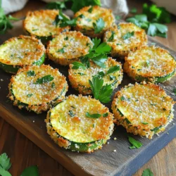 For this recipe, you will need 2 medium zucchinis. Slice them into 1/4-inch rounds. This thickness helps them cook evenly and become crispy. Make sure to choose firm zucchinis. They should feel heavy for their size. The flavor comes from our seasonings. You will need: - 1 cup breadcrumbs (panko is best for crunch) - 1/2 cup grated Parmesan cheese - 1 teaspoon garlic powder - 1 teaspoon onion powder - 1 teaspoon dried oregano - 1/2 teaspoon black pepper Mix these well in a shallow dish. This blend gives a great taste and texture. The cheese adds savory notes, while the spices bring warmth. You need 2 large eggs, which you will beat in a bowl. The eggs act as a glue for the crumbs. You will also use olive oil spray. This helps the rounds crisp up nicely in the air fryer. For garnish, fresh parsley is optional but adds a nice touch. The green color makes the dish look fresh and appealing. First, set your air fryer to preheat at 400°F (200°C). This step is important. A hot air fryer helps the zucchini cook evenly. It also makes them crispy. While the air fryer heats, you can prepare the breadcrumbs and zucchini. Slice the zucchinis into 1/4-inch rounds. Then, set up two bowls. In one bowl, beat the two large eggs. In the second bowl, mix the breadcrumbs, grated Parmesan, garlic powder, onion powder, oregano, and black pepper. Dip each zucchini round in the eggs. Make sure to coat each piece well. Let any extra egg drip off. Now roll the zucchini in the breadcrumb mix. Press gently so the crumbs stick well. Place the coated zucchini rounds in the air fryer basket. Make sure they are in a single layer. If they overlap, they won’t cook as well. Lightly spray the tops with olive oil spray. This helps them get even crispier. Cook the zucchini for 10-12 minutes. Flip them halfway through for even cooking. They should be golden brown and crispy. Once done, remove them from the fryer and let them cool for a bit. If you like, garnish with fresh parsley before serving. Enjoy your crispy zucchini rounds! To get the best crunch, use panko breadcrumbs. They create a light and airy texture. Make sure to spray the zucchini rounds with olive oil. This helps them crisp up nicely. Avoid overcrowding the air fryer basket. Give each piece space to breathe and cook evenly. Cooking times can vary based on your air fryer. Start with 10 minutes at 400°F. Check them halfway through. If they need more time, add 1-2 minutes. Remember to flip the rounds to ensure even cooking. Look for a golden brown color as a sign they're done. These crispy zucchini rounds are great as a snack or a side dish. Serve them warm with marinara sauce for dipping. You can also pair them with a fresh salad for a light meal. For added flavor, sprinkle on some fresh herbs like basil or thyme. {{image_2}} You can change the cheese in this recipe. Parmesan gives a nice flavor, but you can try others. Mozzarella adds a gooey texture. Cheddar gives a bold taste. Goat cheese adds creaminess. Mix and match to find your favorite! You can make your zucchini rounds more exciting with spices and herbs. Add red pepper flakes for heat. Try Italian seasoning for a classic touch. Fresh herbs like basil or thyme can brighten the dish. Just sprinkle them into the breadcrumb mix for a new flavor. Zucchini is great, but other veggies work, too. Try eggplant slices for a meaty texture. Sweet potatoes add a sweet and earthy flavor. You can even use carrots for a crunchy bite. Just remember to adjust the cooking time based on the veggie you choose. To keep your zucchini rounds fresh, place them in an airtight container. Store them in the fridge. They stay good for about 3 days. Make sure they cool down before sealing the container. This helps keep them crispy for longer. For the best results, reheat your zucchini rounds in the air fryer. Set it to 350°F (175°C) for about 5 minutes. This will restore the crispiness. You can also use an oven set to 375°F (190°C). Just place the rounds on a baking sheet and heat for 10 minutes. You can freeze these zucchini rounds too. Lay them flat on a baking sheet. Freeze until solid, then transfer to a freezer bag. They can last up to 3 months. When ready to eat, cook them straight from the freezer in the air fryer. Just add a few extra minutes to the cooking time. Yes, you can use regular breadcrumbs. However, panko gives a better crunch. Regular breadcrumbs may not be as crispy. They can work, but your rounds might not have the same texture. If you want that nice crunch, stick with panko. The zucchini is fully cooked when it turns golden brown and is crispy. You should also check if a fork easily pierces the rounds. If they feel soft inside, they are done. Keep an eye on them while they cook. They usually take about 10-12 minutes in the air fryer. Yes, you can prepare the zucchini rounds ahead of time. Just bread them and store them in the fridge. You can also freeze them before cooking. When ready to eat, cook them straight from the fridge or freezer. Just adjust the cooking time if frozen. Enjoy your tasty snack! In this blog post, we explored how to make crispy air-fried zucchini. We covered the key ingredients, including zucchini, seasonings, and additional items like eggs and olive oil. You learned step-by-step instructions for prepping, breading, and cooking the zucchini. We shared tips for extra crispiness and serving ideas, plus variations with cheese and herbs. Storing and reheating tips help you enjoy them later. For your questions, you found clear answers about breadcrumbs and cooking times. This dish is fun, tasty, and a great way to enjoy vegetables!
