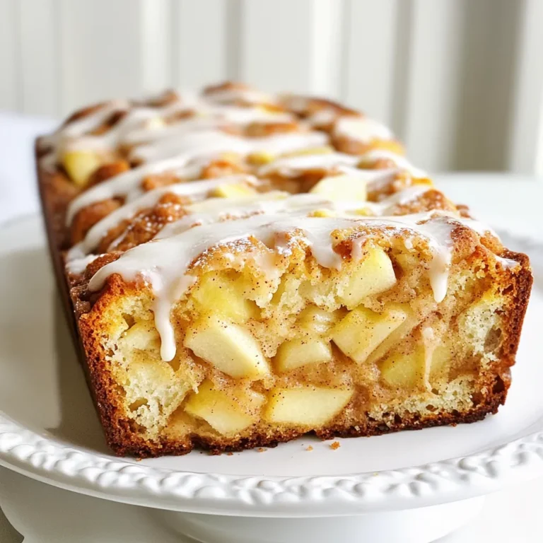 - 2 cups all-purpose flour - 1 cup granulated sugar - 1 tablespoon baking powder - 1 teaspoon ground cinnamon - 1/2 teaspoon salt - 1/2 cup unsalted butter, melted - 1 cup milk - 2 large eggs - 2 cups peeled and diced apples (such as Granny Smith) - 1/2 teaspoon vanilla extract To create the perfect Amish Apple Fritter Bread, gather these simple ingredients. You start with all-purpose flour, which gives your bread a nice structure. Granulated sugar adds sweetness, while baking powder helps it rise. Ground cinnamon brings warmth and flavor, making each slice delightful. Next, you need salt to balance the sweetness. Melted unsalted butter gives a rich taste and moist texture. Milk adds creaminess, while the eggs bind everything together. For the star of the show, use fresh diced apples, like Granny Smith. Their tartness complements the sweet bread. Lastly, vanilla extract rounds out the flavors beautifully. With these ingredients, you can make a cozy treat that fills the kitchen with warmth and joy. {{ingredient_image_1}} 1. Preheat your oven to 350°F (175°C). Grease a 9x5-inch loaf pan. This helps the bread come out easily. 2. In a large bowl, mix together the dry ingredients. Combine 2 cups of flour, 1 cup of sugar, 1 tablespoon of baking powder, 1 teaspoon of ground cinnamon, and 1/2 teaspoon of salt. Stir well until everything blends nicely. 3. In a separate bowl, whisk together the wet ingredients. Use 1/2 cup of melted butter, 1 cup of milk, 2 large eggs, and 1/2 teaspoon of vanilla extract. Make sure they are mixed well. 4. Pour the wet mixture into the dry mixture. Stir until just combined. It’s important not to overmix. A few lumps are fine. 5. Gently fold in 2 cups of peeled and diced apples. This adds great flavor and texture to the bread. 6. Pour half of the batter into the prepared loaf pan. If you want, sprinkle a little extra cinnamon and sugar on top. 7. Add the rest of the batter. Smooth the surface with a spatula. You can sprinkle more cinnamon and sugar on top if you like. 8. Bake in the preheated oven for 50-60 minutes. Check for doneness by inserting a toothpick into the center. It should come out clean. 9. Let the bread cool in the pan for about 10 minutes. Then, transfer it to a wire rack to cool completely. Enjoy the smell as it cools! How to avoid overmixing When you mix the wet and dry ingredients, do it gently. Stir until just combined. It’s okay if there are small lumps. Overmixing makes the bread tough and dense. Best practices for apple selection Choose firm apples like Granny Smith for this recipe. They hold their shape well during baking. Avoid soft apples, as they can turn mushy. You can also try Honeycrisp or Fuji for a sweeter taste. Ideas for additional spices or mix-ins You can add a pinch of nutmeg or ginger for extra warmth. Chopped nuts like walnuts or pecans add crunch. Dried fruits such as raisins also pair well with apples. Suggestions for serving with glazes or toppings Drizzle a simple icing made from powdered sugar and milk over the bread. You can also sprinkle some extra cinnamon and sugar on top before baking for added sweetness. Serve warm with butter for a treat that melts in your mouth. Pro Tips Use Fresh Apples: For the best flavor and texture, use fresh, crisp apples like Granny Smith or Honeycrisp. They hold their shape well during baking. Don’t Overmix: When combining wet and dry ingredients, mix just until incorporated. Overmixing can lead to a dense bread. Check for Doneness: Use a toothpick to test the center of the bread; it should come out clean. Baking times may vary based on your oven. Enhance Flavor with Spices: Consider adding nutmeg or allspice to the batter for an extra layer of warmth and flavor. {{image_2}} If you want to change things up, you can easily swap ingredients. For a gluten-free version, use a good gluten-free flour blend. Make sure it has xanthan gum to hold the bread together. Dairy-free options are simple too. You can use almond milk or oat milk instead of regular milk. For butter, try coconut oil or a dairy-free margarine. These swaps keep the bread delicious and friendly for different diets. You can make this bread even more fun by adding different fruits. Try diced pears or chopped peaches for a sweet twist. Nuts like walnuts or pecans also add nice crunch. If you want to add a streusel topping, mix some flour, sugar, and butter. Crumble it on top before baking. This adds a sweet and crunchy layer to your bread. Experiment and find your favorite mix! To keep your Amish apple fritter bread fresh, use an airtight container. This will help to keep moisture in and air out. If you don't have a container, wrap the bread tightly in plastic wrap. When stored this way, the bread lasts about three days on the counter. If you want it to last longer, place it in the fridge. In the refrigerator, it can stay fresh for up to a week. I recommend letting it come to room temperature before serving. Reheating this bread is easy. I suggest using the oven for the best results. Preheat your oven to 350°F (175°C). Place the slices on a baking sheet. Warm them for about 10 minutes. This keeps the bread moist and brings back its fresh taste. If you're in a hurry, you can use the microwave. Just heat for about 15-20 seconds per slice. However, the microwave may make the bread a bit chewy. To keep it fresh, cover the bread with a damp paper towel when microwaving. This helps maintain some moisture while warming. Can I make this bread ahead of time? Yes, you can make this bread ahead of time. It tastes great the next day. Just wrap it in plastic wrap or foil. Store it at room temperature for up to three days. If you want to keep it longer, freeze it. Just thaw it before serving. What type of apples work best for this recipe? I recommend using Granny Smith apples. They are tart and hold their shape well. You can also mix in Honeycrisp or Fuji for extra sweetness. The mix of flavors adds depth to the bread. What to do if the bread is too dry? If your bread is too dry, try adding a little milk or melted butter. You can also reduce the baking time next time. Check the bread a few minutes early. This will help keep it moist and tender. How to fix undercooked bread? If your bread is undercooked, return it to the oven. Bake it for an extra 5 to 10 minutes. Cover the top with foil if it browns too fast. This will help the inside cook without burning the outside. Origin of Amish Apple Fritter Bread Amish Apple Fritter Bread has roots in Pennsylvania Dutch culture. It combines traditional recipes with a love for apples. The Amish people often use local produce in their cooking. This bread is a delightful way to showcase the harvest. Significance of apple fritter bread in Amish culture In Amish culture, this bread symbolizes community and sharing. Families often bake and gift it to neighbors. It is a treat enjoyed at gatherings and special occasions. The warm, comforting flavors bring people together. This blog detailed how to make Amish Apple Fritter Bread from start to finish. We covered the essential ingredients, preparation steps, and baking tips. You learned about ingredient swaps and how to store your bread. With practice, you can make this tasty treat your own. Give it a try. Enjoy the warm, sweet flavors of home. You might just find a new favorite.