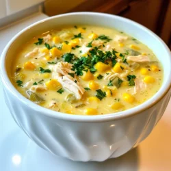 - 2 cups cooked chicken, shredded - 4 cups fresh or frozen corn kernels - 1 medium onion, diced - 2 medium potatoes, diced - 2 cloves garlic, minced - 4 cups chicken broth - 1 cup heavy cream - 1 teaspoon smoked paprika - 1 teaspoon thyme - Salt and pepper, to taste - 2 tablespoons olive oil - Fresh parsley, chopped (for garnish) Using fresh ingredients makes a big difference. Fresh corn gives the chowder a sweet, bright taste. Choose firm, sweet corn if you use fresh. For frozen corn, look for high-quality brands with no added ingredients. Fresh herbs like parsley should be vibrant and fragrant. They add a nice touch to your dish. Use low-sodium chicken broth for better control of salt. This helps you adjust flavors to your liking. You can swap out shredded chicken for turkey or even cooked sausage. If you want a lighter chowder, use half-and-half instead of heavy cream. You may also replace potatoes with sweet potatoes for a twist. If you can’t find smoked paprika, regular paprika works too. For a vegetarian option, use vegetable broth and skip the meat altogether. Adjust the recipe to fit your taste and what you have at home. {{ingredient_image_1}} Start by gathering all your ingredients. You will need: - 2 cups cooked chicken, shredded - 4 cups fresh or frozen corn kernels - 1 medium onion, diced - 2 medium potatoes, diced - 2 cloves garlic, minced - 4 cups chicken broth - 1 cup heavy cream - 1 teaspoon smoked paprika - 1 teaspoon thyme - Salt and pepper, to taste - 2 tablespoons olive oil - Fresh parsley, chopped (for garnish) In a skillet, heat the olive oil over medium heat. Add the diced onion and minced garlic. Sauté until the onion turns soft and clear. This step builds rich flavor for your chowder. Next, transfer the onion and garlic to your crockpot. In the crockpot, add the shredded chicken, corn, and diced potatoes. Pour in the chicken broth and stir in the smoked paprika and thyme. Season with salt and pepper. Mix everything well. Cover the crockpot and cook on low for 6-8 hours or on high for 3-4 hours. The longer you cook, the better the flavors blend together. About 30 minutes before serving, stir in the heavy cream. This makes the chowder creamy and rich. Taste your chowder and adjust the salt and pepper if needed. When ready, ladle the chowder into bowls. Garnish each bowl with fresh parsley for a nice touch. For a great meal, serve with crusty bread on the side. To make your chowder taste even better, use fresh herbs. Fresh thyme adds a bright note. Adding a squeeze of lemon juice before serving brightens the dish. You can also try adding smoked paprika for a nice twist. This gives a rich and smoky flavor that makes every bite special. If you enjoy heat, add a pinch of cayenne pepper. This will warm your chowder right up! For the best taste, aim for longer cooking times. Cooking on low for 6-8 hours allows flavors to blend well. If you're short on time, the high setting works in 3-4 hours. Just keep an eye on the potatoes; they should be fork-tender. Adding heavy cream about 30 minutes before serving makes it creamy. This step is key to achieving that rich texture you crave. If your chowder is too thick, add more chicken broth. Stir it well until you reach your desired consistency. If it's too thin, let it cook a bit longer with the lid off. This helps it thicken naturally. If you find it bland, don’t hesitate to adjust the seasoning. A bit more salt and pepper can make a big difference. Always taste as you go. Pro Tips Use Rotisserie Chicken: For a quick and flavorful shortcut, use store-bought rotisserie chicken. This saves time and adds a delicious smoky flavor to the chowder. Customize with Vegetables: Feel free to add other vegetables like bell peppers or carrots for extra nutrition and color. Just make sure to adjust cooking times accordingly. Thickening the Chowder: If you prefer a thicker chowder, mash some of the potatoes against the side of the crockpot before adding the cream. This will create a heartier texture. Serving Suggestions: Pair the chowder with a fresh garden salad or some homemade cornbread for a complete and satisfying meal. {{image_2}} You can swap the chicken for other proteins. Try shredded turkey for a lighter dish. If you prefer beef, use shredded beef or ground beef. For a heartier taste, consider adding diced ham. Each protein adds its unique flavor to the chowder. To make this dish vegan, replace the chicken with chickpeas or lentils. Use vegetable broth instead of chicken broth. Swap heavy cream with coconut milk or cashew cream for a rich texture. This way, you keep the chowder creamy without dairy. Feel free to mix in seasonal veggies. In summer, add fresh zucchini or bell peppers. In fall, diced butternut squash gives a sweet touch. Winter root veggies like carrots or parsnips also work well. This keeps your chowder fresh and fun with each season! After enjoying Chicken Corn Chowder, store leftovers in an airtight container. Let it cool to room temperature first. Place the container in the fridge. It will stay fresh for up to three days. Make sure to label your container with the date. To reheat, pour the chowder into a pot over medium heat. Stir it often to heat evenly. You can also use the microwave. Place it in a microwave-safe bowl and cover it loosely. Heat in short bursts, stirring in between. Aim for warm, not hot. For long-term storage, freezing is a great option. Use freezer-safe containers or bags. Make sure to leave space for expansion. It will last up to three months in the freezer. When ready to eat, thaw it overnight in the fridge. Reheat it gently on the stove for best results. You can store Chicken Corn Chowder in the fridge for about three to four days. Make sure to use an airtight container. This keeps it fresh and safe to eat. If you want to keep it longer, consider freezing it. In the freezer, it can last for up to three months. Just remember to label your containers with the date. Yes, you can use fresh corn! Fresh corn adds a sweet and crisp taste. If you choose fresh corn, you will need about four cups. Simply cut the kernels off the cob and add them to the chowder. It is a great way to enjoy the seasonal flavor of corn. Chicken Corn Chowder pairs well with several sides. Here are some great options: - Crusty bread for dipping - A simple green salad for freshness - Cornbread for added sweetness - Crackers for some crunch These sides make your meal more filling and fun! In this article, we explored Chicken Corn Chowder. We discussed key ingredients, their quality, and substitutes. I provided clear steps for preparation, cooking, and finishing touches. You learned valuable tips for flavoring, timing, and fixing common issues. We also talked about protein variations, plant-based options, and seasonal veggie ideas. Lastly, I covered storage, reheating, and freezing methods. You now have the tools to make this dish your own. Enjoy creating this comforting chowder!