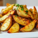 Here’s what you need for crispy air fryer potato wedges: - 4 medium russet potatoes - 3 tablespoons olive oil - 2 teaspoons garlic powder - 1 teaspoon onion powder - 1 teaspoon smoked paprika - 1 teaspoon dried oregano - Salt and pepper to taste - Fresh parsley, chopped (for garnish) These simple ingredients make a big difference. The russet potatoes give a fluffy inside and a crispy outside. Olive oil helps the spices stick and enhances the flavor. Garlic powder and onion powder add depth to the taste. Smoked paprika gives a nice kick. Dried oregano adds herb freshness. Lastly, don't forget salt and pepper for the perfect finish. Using fresh parsley as a garnish makes the dish look bright and inviting. It’s a simple step that adds color and a burst of flavor. Start by washing and scrubbing the potatoes. This removes dirt and makes them clean. Pat them dry with a kitchen towel. Next, cut each potato in half lengthwise. Then, cut each half into 4 to 6 wedges. The size of the wedges can change how they cook. In a large bowl, mix the wedges with olive oil. Add 2 teaspoons of garlic powder, 1 teaspoon of onion powder, 1 teaspoon of smoked paprika, and 1 teaspoon of dried oregano. Sprinkle in salt and pepper to taste. Toss everything together well. This step ensures every wedge gets that tasty flavor. First, preheat your air fryer to 400°F (200°C) for about 3 minutes. This helps the wedges cook evenly. Next, place the seasoned wedges in a single layer in the air fryer basket. You may need to do this in batches if your fryer is small. Cook the wedges for 15 to 20 minutes. Remember to shake the basket halfway through. This gives you golden brown and crispy wedges. When done, remove them and let them cool for a few minutes. Enjoy your delicious, crispy potato wedges! To get crispy wedges, start by drying the potatoes. After washing, pat them dry with a towel. This step is key. If the potatoes are wet, they will steam instead of crisp. Adjust the cooking time if your wedges are thick. Thicker wedges need a bit more time to get that golden look. Aim for about 20 minutes for thicker cuts. Adding extra spices can take your wedges to the next level. Consider using cayenne for heat or rosemary for a fresh twist. You can also try sweet potatoes for a different flavor. They add a nice sweetness and color. Each type of potato brings its unique taste, so feel free to experiment. When making multiple batches, keep the first batch warm. Place them on a baking sheet in a low oven, about 200°F. This way, everyone can enjoy hot, crispy wedges together. Don’t overcrowd the air fryer basket. Leave space for air to flow, ensuring each wedge cooks evenly. {{image_2}} You can change the flavor of your potato wedges easily. Here are some fun ideas: - Spicy potato wedges: Add cayenne pepper or chili powder for heat. Mix these with your oil and spices. This gives a nice kick to the dish. - Herb-infused options: Try adding fresh or dried herbs. Rosemary, thyme, or basil work great. They add a fresh taste. Mix them with the garlic and onion powder for a lovely aroma. You can cook potato wedges in different ways. Each method gives a unique taste: - Oven-baked version: Preheat your oven to 425°F (220°C). Spread the seasoned wedges on a baking sheet. Bake for 25-30 minutes until crispy. Flip them halfway for even cooking. - Traditional frying method: Heat oil in a deep pan. Fry the wedges until golden brown. This method gives a rich, crispy texture. Be careful with hot oil! Pairing your potato wedges with the right dips makes them even better. Here are some suggestions: - Pairing with dips: Serve with ranch, ketchup, or aioli. These dips enhance the flavor and add creaminess. - Complementary dishes: Enjoy them with burgers, grilled chicken, or salads. They make a great side dish. Mix and match to find your favorite combo! To keep your potato wedges fresh, place them in an airtight container. Glass or plastic containers work well. Make sure the wedges cool to room temperature before sealing. This prevents moisture buildup, which can make them soggy. The best way to reheat potato wedges is in the air fryer. Set it to 350°F (175°C) and heat for about 5-7 minutes. This method helps retain crispiness. You can also use a conventional oven. Heat it to 375°F (190°C) and bake for about 10 minutes. Yes, you can freeze potato wedges! To freeze, first cook them fully. Let them cool down before placing them in a single layer on a baking sheet. Freeze for about 1-2 hours until firm. Then, transfer them to a freezer bag or container. When ready to eat, bake them directly from the freezer. No need to thaw! To make air fryer potato wedges from scratch, first wash and scrub 4 medium russet potatoes. Pat them dry with a towel. Cut each potato in half lengthwise, then slice each half into 4 to 6 wedges. In a bowl, mix the wedges with 3 tablespoons olive oil, 2 teaspoons garlic powder, 1 teaspoon onion powder, 1 teaspoon smoked paprika, 1 teaspoon dried oregano, and salt and pepper. Toss until coated. Preheat your air fryer to 400°F (200°C). Arrange the wedges in a single layer in the air fryer basket. Cook for 15 to 20 minutes, shaking halfway through. Enjoy your crispy wedges! The best type of potato for wedges is the russet potato. Russets are starchy and crisp up well when cooked. They have a fluffy interior and a great texture. You can also try Yukon Gold potatoes for a buttery flavor. Avoid waxy potatoes, as they may not get as crispy. Yes, you can use different seasonings for air fryer potato wedges! You can try chili powder for heat or Italian herbs for a fresh taste. Other options include parmesan cheese, lemon zest, or even a sprinkle of cayenne pepper. Feel free to mix and match spices to find your favorite flavor. To ensure your wedges are crispy, dry the potatoes well after washing. Make sure they are not overcrowded in the air fryer basket. Cooking in batches helps. Shake the basket halfway through cooking to allow even air flow. Lastly, adjust cooking time as needed for your air fryer model. You can store cooked potato wedges in the fridge for about 3 to 5 days. Place them in an airtight container to keep them fresh. When you’re ready to eat, reheat them in the air fryer to regain their crispiness. Air fryer potato wedges are easy and tasty. We covered the key ingredients, crucial steps, and helpful tips. You learned how to season, cook, and store them for later. Explore flavor options and different cooking methods to mix things up. Enjoy your crispy wedges with your favorite dips. With these ideas, you can create a delicious snack that everyone will love. Happy cooking!