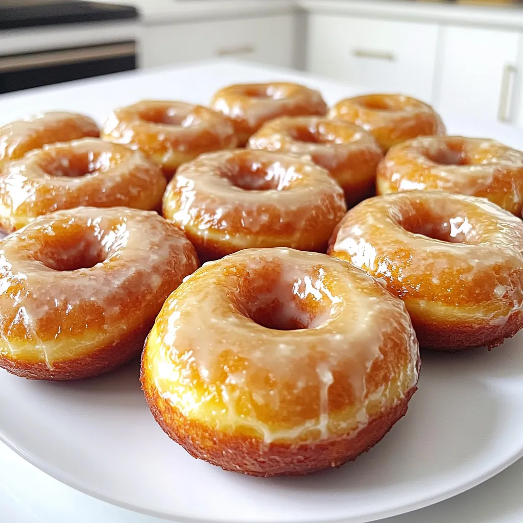 To make these tasty donuts, gather the following main ingredients: - 1 cup all-purpose flour - 1/2 cup granulated sugar - 1/4 cup brown sugar, packed - 1 teaspoon baking powder - 1/2 teaspoon baking soda - 1/4 teaspoon salt - 1/2 teaspoon ground cinnamon - 1/4 teaspoon nutmeg - 1/2 cup buttermilk, at room temperature - 1 large egg, at room temperature - 1/2 teaspoon vanilla extract - 1/2 cup unsalted butter (for browning) These ingredients give the donuts their light texture and rich flavor. The brown sugar adds depth, while the spices bring warmth and comfort. For the sweet maple glaze, you will need: - 1/2 cup maple syrup - 1 cup powdered sugar This glaze makes the donuts shine with a lovely sweetness. The maple syrup adds a unique flavor that pairs perfectly with the brown butter. If you need to swap out some ingredients, here are a few great options: - All-purpose flour can be replaced with whole wheat flour for a healthier version. - Buttermilk can be made by mixing milk with a bit of vinegar or lemon juice. - Granulated sugar can be substituted with coconut sugar if you prefer a less processed option. - For a dairy-free version, use almond milk or oat milk and a plant-based butter. These substitutions keep the taste delightful while catering to your dietary needs. Start by preheating your oven to 350°F (175°C). This step is key for perfect donuts. While the oven heats, grab your donut pan. Lightly grease it with non-stick spray. This helps prevent the donuts from sticking. Next, we’ll brown the butter. In a small saucepan, melt 1/2 cup of unsalted butter over medium heat. Gently swirl the pan as it melts. Watch it closely. In about 5-7 minutes, it will turn a deep golden brown. It will smell nutty and delicious. Remove it from heat and let it cool slightly. Now, it’s time to mix your dry ingredients. In a large bowl, whisk together: - 1 cup all-purpose flour - 1/2 cup granulated sugar - 1/4 cup brown sugar, packed - 1 teaspoon baking powder - 1/2 teaspoon baking soda - 1/4 teaspoon salt - 1/2 teaspoon ground cinnamon - 1/4 teaspoon nutmeg Make sure everything is well combined. In another bowl, mix your wet ingredients. Combine 1/2 cup buttermilk, 1 large egg, and 1/2 teaspoon vanilla extract. Slowly add the slightly cooled browned butter. Whisk until smooth. Pour the wet mixture into the dry ingredients. Gently fold them together until just combined. Be careful not to overmix. Transfer the batter into a piping bag or zip-top bag. Snip off the corner of the bag. Fill each cavity of the donut pan about 2/3 full. Bake for 10-12 minutes. They should be golden brown. A toothpick should come out clean from the center. Let them cool in the pan for about 5 minutes, then move to a wire rack. While the donuts cool, prepare the maple glaze. In a bowl, whisk together 1/2 cup maple syrup and 1 cup powdered sugar. Mix until smooth. If the glaze is too thick, add a teaspoon of water. Once the donuts are cool, dip the tops into the glaze. Let them set on a wire rack or plate. Enjoy your sweet treat! To make sure your butter is perfectly browned, watch it closely. Start by melting the butter in a pan over medium heat. Swirl the pan often. This helps the butter brown evenly. You want a deep golden color. It should smell nutty, which means it’s ready. This will take about 5-7 minutes. If it burns, you need to start over. When making the batter, don’t overmix. Mix just until the wet and dry ingredients are combined. Overmixing makes donuts tough. Also, use room temperature ingredients. This helps the batter blend smoothly. If your egg or buttermilk is cold, it can shock the batter and change the texture. For the glaze, start with maple syrup and powdered sugar. Mix them until smooth. If the glaze is too thick, add a little water, one teaspoon at a time. Keep mixing until you get the right consistency. It should coat the back of a spoon but not drip off too fast. This will give your donuts a nice, even glaze. {{image_2}} You can easily change the taste of your donuts. Try using different extracts. For example, almond or maple extract adds a unique twist. Just replace half of the vanilla extract with your chosen flavor. You can also use spices like cardamom or ginger for warmth. Experimenting with flavors helps you find your favorite. Adding texture to your donuts makes them even better. Chop up nuts like walnuts or pecans and fold them into the batter. If you love chocolate, mix in chocolate chips. Dark or milk chocolate works great here. Just be careful not to overmix, as this can make your donuts dense. These add-ins make every bite exciting and tasty. You can switch up the way you glaze your donuts. Instead of the classic maple glaze, try a chocolate glaze. Just melt chocolate and dip the donuts in it. You can also sprinkle toppings like crushed nuts or sprinkles on the glaze. For a lighter option, dust them with powdered sugar. These techniques allow you to create a variety of delicious donuts to enjoy! To keep your Brown Butter Maple Donuts fresh, store them in an airtight container. Layer parchment paper between the donuts to prevent them from sticking together. Place the container in a cool, dry spot, like your kitchen counter. This method helps maintain the donuts' soft texture and delicious flavor for up to three days. If you want to save some donuts for later, freezing is a great option. Allow the donuts to cool completely before freezing. Wrap each donut in plastic wrap, then place them in a freezer bag. Squeeze out the air before sealing. Properly stored, these donuts can last in the freezer for up to three months. When you're ready to enjoy them, simply thaw at room temperature. To bring back the warm, fresh taste of your donuts, reheat them in the oven. Preheat your oven to 350°F (175°C). Place the donuts on a baking sheet and warm them for about 5-10 minutes. This method keeps the outside crisp while warming the inside. Avoid using the microwave, as it can make the donuts chewy rather than soft and fluffy. Enjoy your treats as if they were just baked! If you don’t have buttermilk, you can make a quick substitute. Mix 1/2 cup of milk with 1/2 tablespoon of lemon juice or vinegar. Let it sit for about 5 minutes. This will create a similar tangy flavor. You can also use plain yogurt or sour cream, thinned with a little milk. Yes, you can make these donuts vegan! Replace the egg with a flax egg. To make a flax egg, mix 1 tablespoon of ground flaxseed with 2.5 tablespoons of water. For buttermilk, use a non-dairy milk like almond or soy milk with a splash of vinegar. Finally, substitute the butter with a vegan butter or coconut oil. Brown Butter Maple Donuts stay fresh for about 2 days at room temperature. To keep them longer, store them in an airtight container in the fridge for up to a week. You can also freeze them for up to 3 months. Just thaw them at room temperature before enjoying. Finding Brown Butter Maple Donuts can be fun! Check local bakeries or coffee shops. Many places offer seasonal treats. You can also search online for bakeries that specialize in gourmet donuts. Some might even deliver! Making Brown Butter Maple Donuts is fun and rewarding. We covered the main ingredients and how to make a tasty glaze. I shared step-by-step instructions and helpful tips to avoid common mistakes. You can even try different flavors or store leftovers easily. Enjoying these donuts brings joy to your day. Try this recipe, experiment, and share with friends. Get ready to impress everyone with your delicious treats!