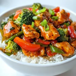 For this tasty dish, you need: - 500g chicken breast, thinly sliced - 2 tablespoons sweet chili sauce - 1 tablespoon soy sauce - 1 tablespoon sesame oil - 1 red bell pepper, sliced - 1 green bell pepper, sliced - 1 cup broccoli florets - 2 cloves garlic, minced - 1 tablespoon fresh ginger, minced - 2 green onions, chopped - 1 tablespoon cornstarch (mixed with 2 tablespoons water) - Salt and pepper to taste - Cooked jasmine rice for serving These ingredients give your stir fry a great blend of sweet and savory. The chicken serves as the base, while the sweet chili sauce adds a lovely kick. The bell peppers and broccoli provide color and crunch. You’ll want to have some basic tools handy: - A large bowl for marinating - A large pan or wok for cooking - A wooden spoon or spatula for stirring - A cutting board and knife for chopping These tools help you cook quickly and keep everything organized. A wok is great because it heats evenly and allows for easy tossing of your food. Feel free to get creative! You can add: - Pea pods for extra crunch - Carrots for sweetness - Mushrooms for umami flavor - Cashews for a nutty twist These add-ins can make your dish unique. Try different combinations to find what you love best. Mixing in seasonal veggies also helps reduce waste and keep your meals fresh. {{ingredient_image_1}} To start, grab a large bowl. Place the thinly sliced chicken breast inside. Add two tablespoons of sweet chili sauce and one tablespoon of soy sauce. Sprinkle in a pinch of salt and pepper. Mix it all well. Let the chicken marinate for about 15 minutes. This helps the flavors blend nicely. Now, heat two tablespoons of sesame oil in a large pan or wok. Make sure it’s hot before adding the marinated chicken. Stir-fry the chicken for about 5 to 7 minutes. You want it to be fully cooked and a bit caramelized. Once done, remove the chicken and set it aside. In the same pan, add two cloves of minced garlic and one tablespoon of minced ginger. Sauté for about 30 seconds until it smells great. Next, toss in one sliced red bell pepper, one sliced green bell pepper, and one cup of broccoli florets. Stir-fry these for about 3 to 4 minutes until they are tender but still crisp. Return the cooked chicken to the pan with the veggies. Mix one tablespoon of cornstarch with two tablespoons of water in a small bowl. Pour this mixture over the chicken and vegetables. Stir everything together well. Cook for an additional 2 to 3 minutes until the sauce thickens. Finally, toss in the chopped green onions just before serving. This adds a fresh crunch to your stir fry! Marinating chicken adds flavor and makes it tender. Use a large bowl for marinating. Combine the sliced chicken with sweet chili sauce, soy sauce, and a pinch of salt and pepper. Let it sit for 15 minutes. This short time helps the chicken soak up the flavors. If you have more time, you can marinate it for up to an hour for even more taste. The key to a great stir fry is high heat. Use a large pan or wok. Heat sesame oil until it shimmers. This shows it’s hot and ready. Add the marinated chicken and stir-fry it for 5-7 minutes. Cook until it is fully cooked and a bit caramelized. Remove the chicken, then add garlic and ginger to the same pan. This way, you keep the yummy flavors. Add your veggies and stir-fry them until they are tender but still crisp. How you serve your dish matters! Place the stir fry over fluffy jasmine rice. This rice soaks up the sauce well. For a nice touch, add extra chopped green onions on top. A drizzle of more sweet chili sauce gives it a pop of color and flavor. This makes your dish look and taste amazing! Pro Tips Marinate for Maximum Flavor: Allow the chicken to marinate for at least 15 minutes, but for best results, marinate for 1-2 hours in the refrigerator to enhance the flavor. Use High Heat: Stir-frying is best done at high heat. This helps to quickly cook the chicken and vegetables, locking in their flavors and textures. Veggie Variety: Feel free to add or substitute other vegetables like snap peas, carrots, or zucchini to add color and nutrition to your stir-fry. Thicken Your Sauce: If you prefer a thicker sauce, allow the stir-fry to simmer a bit longer after adding the cornstarch mixture until it reaches your desired consistency. {{image_2}} You can easily make this dish vegetarian or vegan. Simply swap the chicken for tofu or tempeh. Use the same marinade to soak the tofu or tempeh. Both options absorb flavors well. For a vegan sauce, check labels on sweet chili sauce and soy sauce. Some may have animal products. Don’t feel limited to chicken! You can use shrimp, beef, or pork instead. Just adjust cooking times. Shrimp cooks fast, while beef may need a bit longer. For beef, slice it thinly for even cooking. Feel free to get creative with your veggie mix! Carrots, snap peas, or zucchini work great. Just aim for vibrant colors and varied textures. This keeps every bite exciting. Add veggies at different times based on how long they take to cook. To keep your sweet chili chicken stir fry fresh, use an airtight container. Place it in the fridge. It stays good for about 3 to 4 days. Make sure it cools before you store it. This prevents the growth of bacteria. When you reheat, do it gently. Use a pan on medium heat. Add a splash of water or broth to keep it moist. Stir often to heat evenly. You can also use a microwave. Just cover it with a damp paper towel to keep it from drying out. You can freeze this dish for later! Use a freezer-safe bag or container. Remove as much air as you can to avoid freezer burn. It can last for up to 2 months in the freezer. To enjoy, thaw it in the fridge overnight before reheating. You can marinate chicken for about 15 to 30 minutes. This time allows the chicken to soak up the flavors. If you have more time, you can marinate it longer in the fridge for even better taste. Just remember to not go over 24 hours. Yes, you can use other sauces! Soy sauce adds a nice saltiness. Teriyaki sauce gives a sweet twist. If you like spice, try sriracha. Just balance the flavors to keep it tasty. The best vegetables for stir fry are bell peppers, broccoli, and snap peas. You can also add carrots, zucchini, or snow peas. Choose veggies you love. Cut them into bite-sized pieces for even cooking. Sweet chili chicken stir fry can be healthy! It has lean protein and lots of colorful veggies. Just watch the amount of sauce you use. You can also serve it with brown rice for more fiber and nutrients. Yes, you can make this dish in advance! Cook the stir fry and let it cool. Store it in the fridge for up to three days. Reheat it in a pan or microwave when you're ready to eat. Just add a splash of water to keep it moist. In summary, this post shared essential tips to make sweet chili chicken stir fry. You learned about the key ingredients, cooking steps, and helpful techniques. Don't forget the variations to fit your tastes, and how to store leftovers for later enjoyment. This dish is quick and flavorful, perfect for busy evenings. Enjoy making it your own and impressing your family or friends. Now, get cooking and savor every bite!