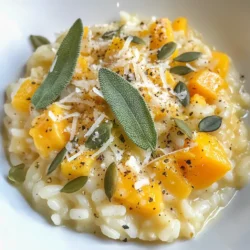 - 1 medium butternut squash, peeled and diced - 1 cup arborio rice - 4 cups vegetable broth Butternut squash gives this dish a sweet taste and creamy texture. The arborio rice is key for that signature risotto creaminess. Using vegetable broth enhances the flavor without overpowering the dish. - 2 tablespoons olive oil - 1/2 cup shredded Parmesan cheese (or a vegan alternative) - 6-8 fresh sage leaves, chopped Olive oil helps sauté the onion and garlic, adding depth to the dish. Parmesan cheese adds a rich, savory note, while fresh sage brings a lovely herbal aroma that pairs perfectly with the squash. - Pumpkin seeds for garnish - Vegan alternatives Pumpkin seeds add a nice crunch and visual appeal. If you want a vegan risotto, simply swap out the Parmesan for a plant-based cheese. This way, everyone can enjoy this creamy comfort dish! {{ingredient_image_1}} 1. First, grab a medium saucepan. Heat 4 cups of vegetable broth over low heat. 2. Keep the broth warm while you cook the risotto. This helps the rice cook evenly. 1. Now, take a large skillet. Add 2 tablespoons of olive oil and 1 tablespoon of butter. Heat over medium heat. 2. Once the oil is hot, add 1 small chopped onion. Sauté for 3-4 minutes until it turns clear. 3. Next, stir in 2 minced garlic cloves and cook for 1 minute. This gives great flavor. 4. Then, add 1 medium peeled and diced butternut squash. Cook for about 5 minutes. You want it to start softening. 1. Now it's time for the rice. Add 1 cup of arborio rice to the skillet. Stir well so each grain gets coated. 2. Toast the rice for around 2 minutes. This step adds a nice flavor. 3. Start adding the warm vegetable broth one ladle at a time. Stir often. 4. Wait until the broth is absorbed before adding more. Continue this for 18-20 minutes. The rice should be creamy and slightly firm. 1. Once the rice is ready, stir in 6-8 chopped fresh sage leaves and 1/2 cup of shredded Parmesan cheese. 2. Season with salt and pepper to taste. Mix until the cheese melts and everything is combined well. 3. Remove from heat and let it sit for a few minutes. This helps the flavors blend. Enjoy your creamy butternut squash sage risotto! To make your risotto creamy, stir often. Stirring helps release starch from the rice. This starch is key to that creamy texture. Use arborio rice for best results. Arborio rice has the right amount of starch. It absorbs liquid well and gets soft without losing shape. Adjusting seasonings can boost your dish. Taste your risotto while cooking. This way, you can add salt and pepper as needed. Fresh herbs, like chopped sage, add depth. They give a fragrant touch to the dish. You can also try adding garlic or onion powder for more flavor. For the best experience, serve with a side salad. A light green salad balances the meal. You can also add crusty bread for extra texture. For presentation, use bowls. Garnish with pumpkin seeds and whole sage leaves. This adds color and makes your risotto look gourmet. Pro Tips Use Fresh Sage: Fresh sage leaves provide a more vibrant flavor compared to dried ones. Add them at the end of cooking for the best aroma. Toast the Rice: Toasting the arborio rice before adding broth enhances its nutty flavor and helps achieve a creamy texture. Consistent Stirring: Stirring the risotto continuously while adding broth helps release the starches, creating a creamy consistency. Garnish for Presentation: Garnish with pumpkin seeds and whole sage leaves to add texture and a pop of color to your dish. {{image_2}} You can change grains for this risotto. Try using farro or quinoa instead of arborio rice. These grains cook differently but can add unique flavors and textures. When choosing seasonal vegetables, think about what’s fresh. You can add mushrooms, spinach, or even peas. They can provide extra taste and a pop of color. For vegan options, swap the Parmesan cheese for a vegan alternative. Nutritional yeast is a great choice. It gives a cheesy flavor without dairy. If you want a gluten-free risotto, make sure your broth is gluten-free. Arborio rice is naturally gluten-free, so you’re safe there. To add depth, consider spices like nutmeg or cinnamon. These warm spices can enhance the sweetness of the squash. You can also mix in proteins. Cooked chicken or shrimp can make this dish heartier. For a vegetarian protein, add chickpeas or lentils. These options can turn your risotto into a complete meal. To store leftovers, first let the risotto cool. Then, place it in an airtight container. It is best to refrigerate it within two hours of cooking. This way, you keep it fresh for later meals. For freezing, use a freezer-safe container. Make sure to leave space at the top for expansion. You can freeze risotto for up to three months. When you want to eat it, place the container in the fridge overnight to thaw. To reheat, warm it on the stove with a splash of broth. Stir often to get the creamy texture back. In the fridge, butternut squash sage risotto lasts about three to five days. Always check for signs of spoilage before enjoying leftovers. If it smells off or has changed color, it’s best to toss it. Enjoy your creamy comfort dish fresh for the best taste! Arborio rice is the best choice for risotto. Its short, round grains absorb liquid well. This rice releases starch when cooked, making the dish creamy. You want that smooth texture in every bite. Other rice types, like jasmine or basmati, won't give you the same result. Yes, you can make risotto without broth. You can use water, but it won't have as much flavor. Try using white wine or vegetable stock instead. You can also mix water with herbs to boost taste. This way, you can still enjoy a tasty risotto. To make risotto ahead, cook it until it's almost done. Leave out a little liquid, so it stays creamy. Cool it down quickly in a wide dish. Once cool, store it in an airtight container. When ready to eat, reheat it slowly, adding a splash of broth or water to revive the creaminess. This recipe combines butternut squash, arborio rice, and vegetable broth for a delicious dish. I shared step-by-step instructions to help you make creamy risotto, plus tips for flavor and presentation. You can customize it with seasonal veggies and dietary changes to fit your needs. Proper storage will keep leftovers fresh and tasty. Remember, with a little practice, you can create a comforting risotto that's perfect for any meal. Enjoy experimenting with flavors and ingredients to make it your own!
