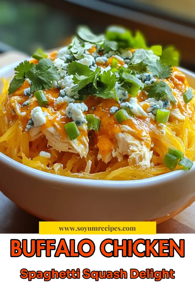 Discover a delicious twist on dinner with this Buffalo Chicken Stuffed Spaghetti Squash recipe! This healthy buffalo chicken dish is perfect for weeknight meals, delivering a low-carb option that’s full of flavor. Enjoy the savory-filled spaghetti squash with shredded chicken mixed in spicy buffalo sauce, cream cheese, and melted cheddar. Perfect for your spaghetti squash dinner ideas! Save this easy stuffed spaghetti squash recipe for later! #BuffaloChicken #SpaghettiSquash #HealthyRecipes #LowCarbEats