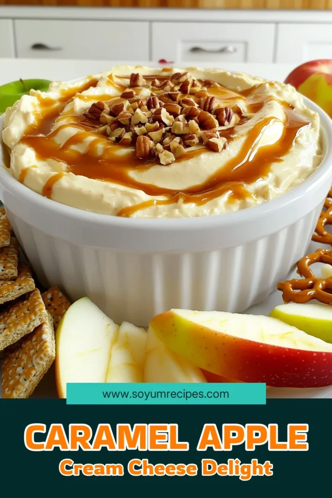 Indulge in a deliciously sweet treat with this Caramel Apple Cream Cheese Dip recipe! Made with creamy cheese, rich caramel, and a sprinkle of cinnamon, this dip is perfect for entertaining or a fun family snack. Serve it with fresh apple slices, graham crackers, or pretzels for a delightful crunch. Click through to explore this simple recipe and elevate your dessert game! #CaramelAppleDip #PartySnack #EasyRecipes #DessertDip