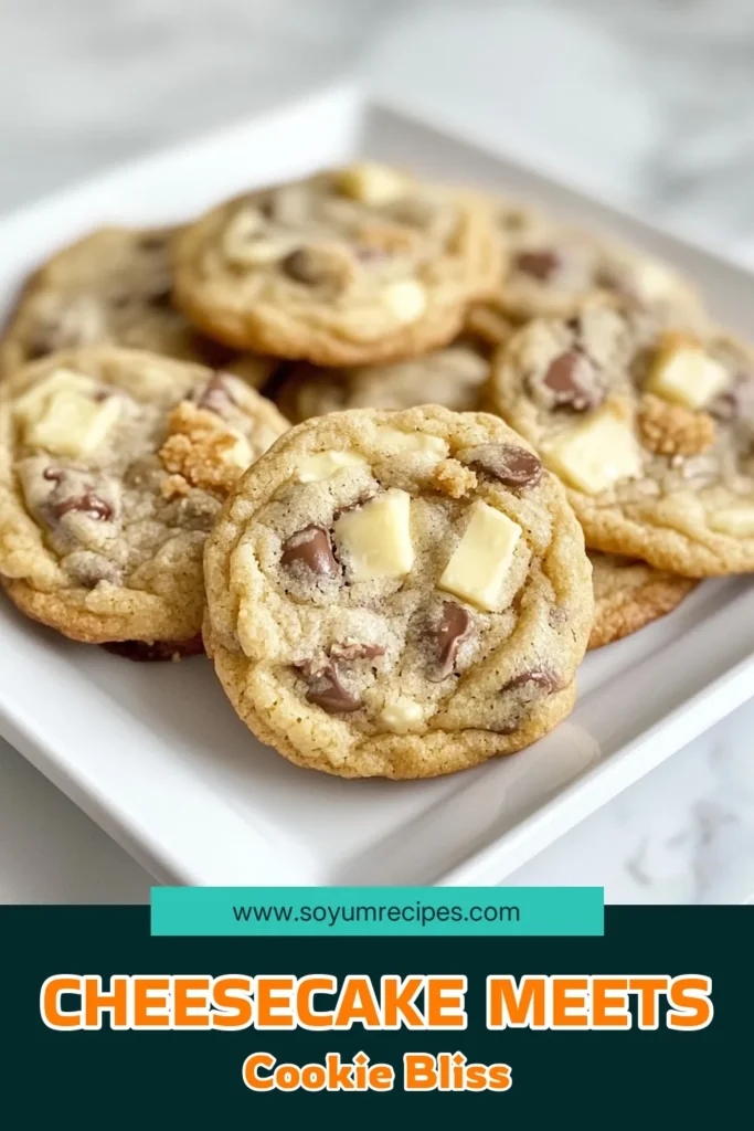 Indulge in these delightful chocolate chip cheesecake cookies! This easy cookie recipe combines the rich flavors of cream cheese and semi-sweet chocolate chips, creating a perfect treat for any occasion. You'll love the added touch of graham cracker crumbs that give these baked cheesecake cookies their signature flavor. Try this cream cheese cookie recipe today and amaze your family and friends! Save and share this deliciousness! #ChocolateChipCheesecakeCookies #EasyCookieRecipe #GrahamCrackerCookies #BakedCheesecakeCookies