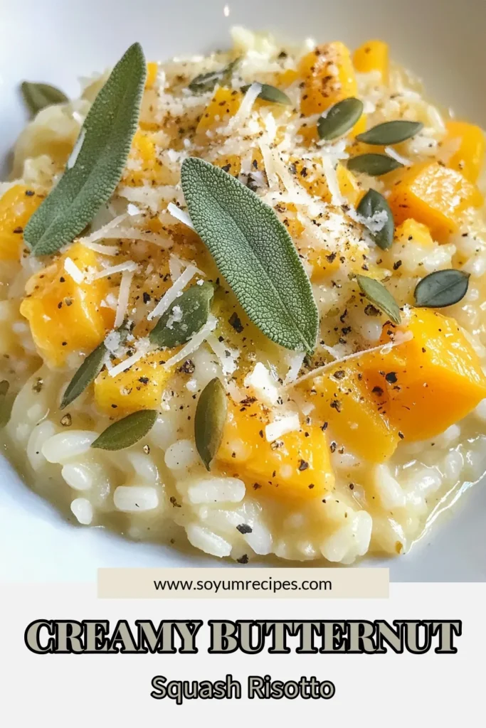 Discover the ultimate comfort food with this butternut squash risotto. This creamy sage risotto recipe is perfect for fall, featuring tender butternut squash, aromatic sage, and rich Parmesan cheese. Enjoy a delicious vegetarian risotto that’s easy to make and looks stunning on any table. Ideal for cozy dinners or special occasions, this dish will satisfy all. Save this recipe for a tasty fall dish today! #ButternutSquashRisotto #CreamyRisotto #FallRecipes #VegetarianRisotto