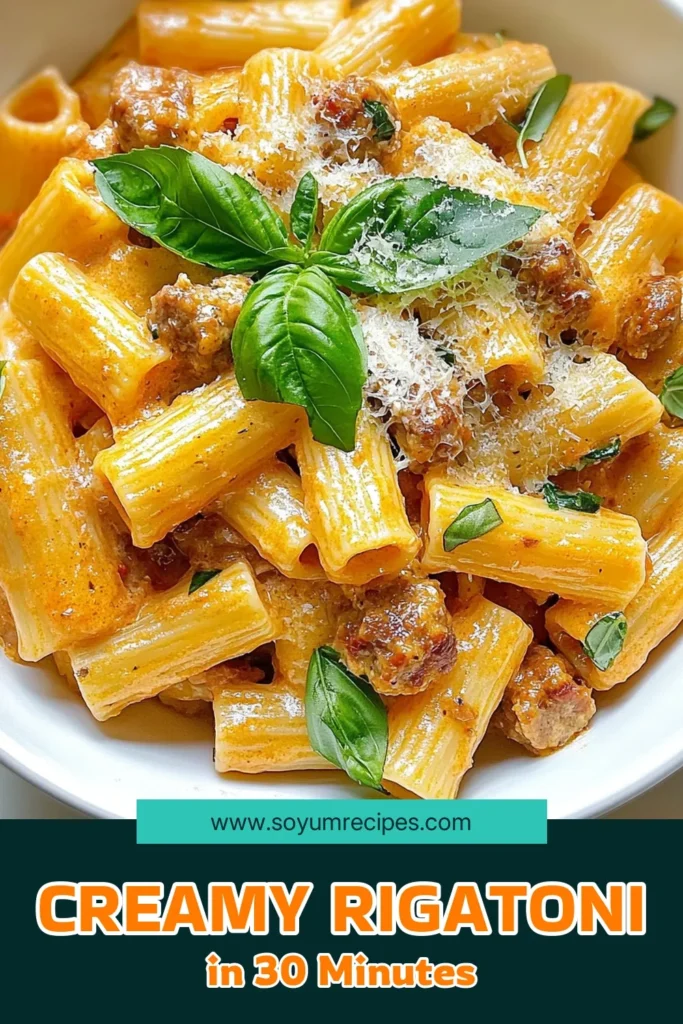 Indulge in this Creamy Italian Sausage Rigatoni that’s perfect for a cozy family dinner! This easy rigatoni pasta recipe combines savory Italian sausage with a luscious creamy sauce, making it a favorite weeknight meal. With just one pot, you can whip up this delicious Italian sausage pasta dinner in just 30 minutes. Don’t miss out on this creamy pasta with sausage; save this one-pot rigatoni recipe for your next meal! #PastaLovers #ItalianRecipes #EasyDinner #ComfortFood