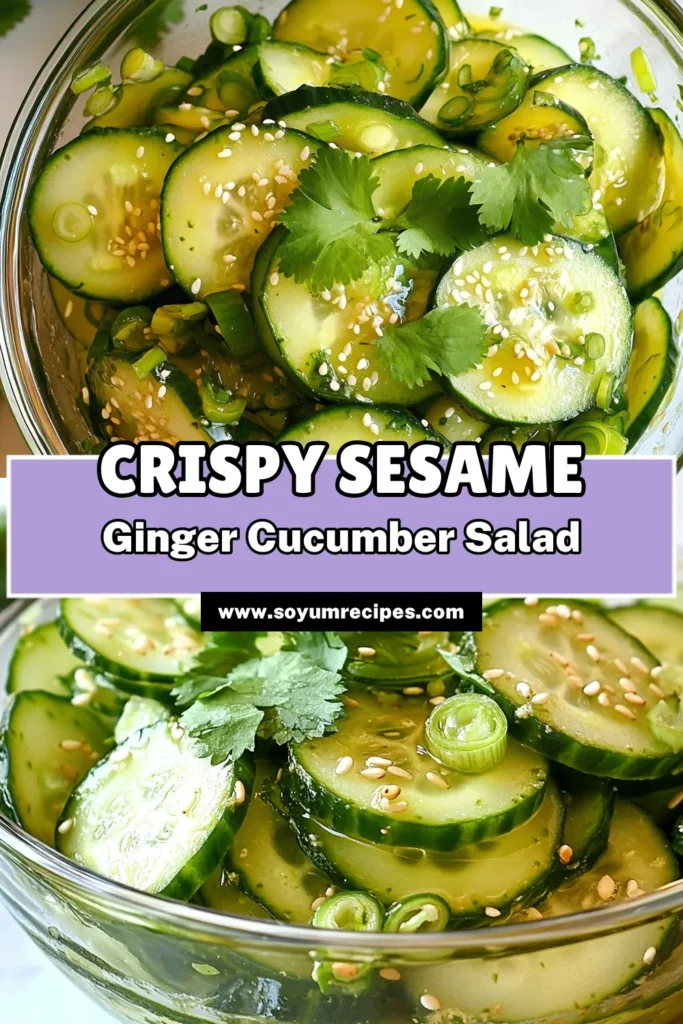 Discover the delightful flavors of Sesame Ginger Cucumber Salad, a refreshing and healthy cucumber salad recipe that’s perfect for any occasion. This Asian cucumber salad is not only gluten-free but also packed with vibrant ingredients like fresh ginger and sesame oil. Quick and easy to make, it's ideal for meal prep or as a side dish. Try this delicious recipe today and enjoy a light, crisp treat! Save it for later! #CucumberSalad #HealthyRecipes #GlutenFree #AsianCuisine