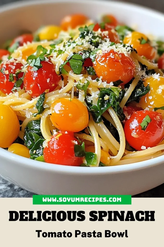 Indulge in this delicious and healthy spinach tomato pasta, a perfect whole wheat spaghetti recipe for any meal! This easy vegetarian pasta is packed with fresh ingredients, featuring a flavorful garlic cherry tomato dish that’s ready in just 25 minutes. Enjoy a nutritious twist on dinner that your family will love. Save this recipe for another busy night! #SpinachTomatoPasta #WholeWheatSpaghetti #EasyVegetarianPasta #HealthySpinachRecipes