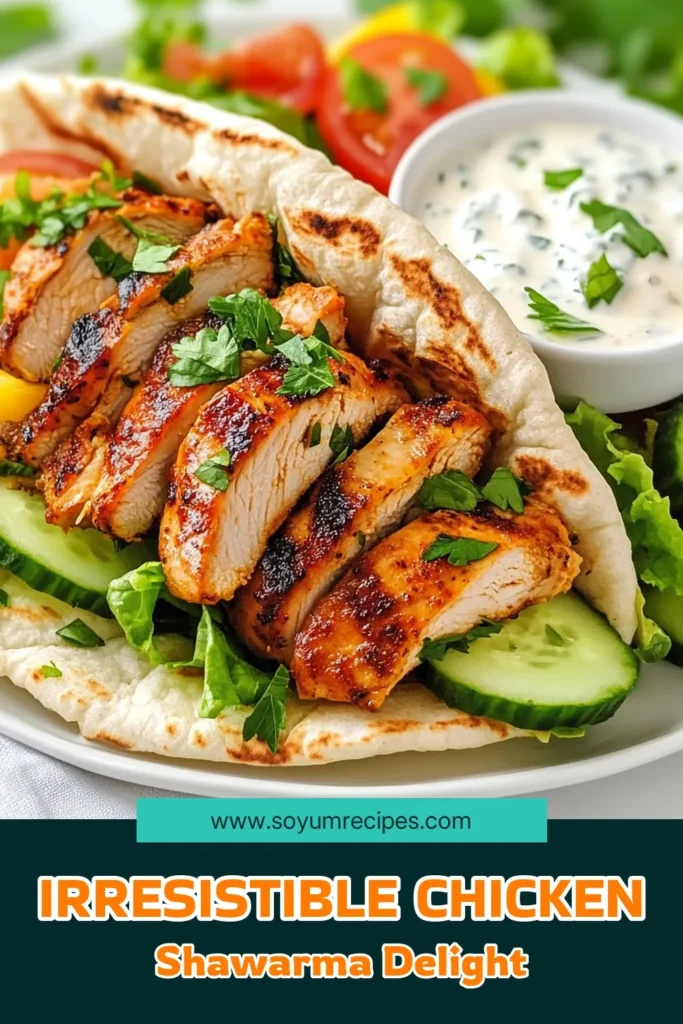 Discover the ultimate Chicken Shawarma recipe featuring perfectly marinated middle eastern chicken thighs and a creamy garlic sauce that will elevate your meals! These homemade shawarmas are deliciously wrapped in soft pita bread, making them a perfect filling for lunch or dinner. Enjoy quick preparation and sensational flavors. Try this recipe today and impress your family! Save for later! #ChickenShawarma #GarlicSauce #PitaFilling #MiddleEasternRecipes