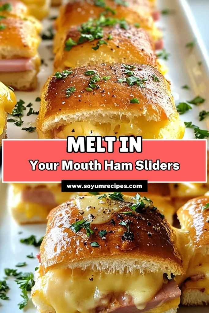 Savor the deliciousness of ham and cheese sliders with this cheesy ham sliders recipe! Perfect for parties or a cozy dinner, these Swiss cheese sliders are easy to make and oh-so-tasty. Just layer deli ham and Swiss cheese on slider buns, bake to perfection, and enjoy! Don't miss out on this baked ham and cheese sandwiches recipe – it's a crowd-pleaser! Try it today and save for later! #HamAndCheeseSliders #CheesyHamSliders #SliderBunRecipes #BakedHamAndCheeseSandwiches