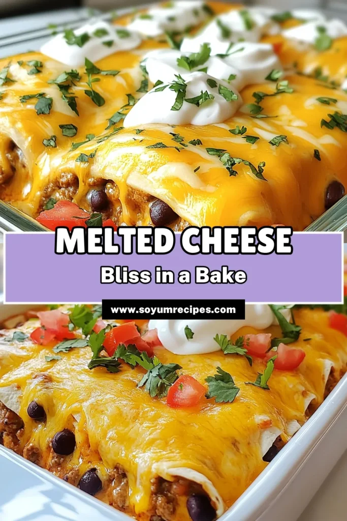 Discover the delicious Cheesy Beef Burrito Bake, a one-dish Mexican bake that the whole family will love. This Easy Burrito Bake features ground beef, black beans, and plenty of cheesy goodness layered with tortillas for a comforting cheesy casserole dinner. Quick to prepare and perfect for busy nights, it's sure to become a favorite! Try this Ground Beef Burrito Recipe today and elevate your weeknight meals. Save it now! #BurritoBake #CheesyDinner #MexicanCasserole #EasyRecipe